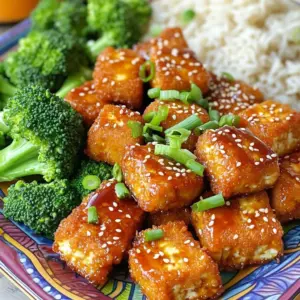 - 1 block (14 oz) firm tofu, drained and pressed - 1/4 cup soy sauce (or tamari for gluten-free) - 2 tablespoons maple syrup - 2 tablespoons sesame oil - 1 tablespoon freshly grated ginger - 2 cloves garlic, finely minced - 1 tablespoon rice vinegar - 1/4 cup cornstarch - 1 tablespoon sesame seeds (for garnish) - 2 green onions, thinly sliced (for garnish) - A pinch of red pepper flakes for heat - A splash of orange juice for a fruity twist - Chopped cilantro for a fresh finish - Air fryer - Mixing bowl - Knife - Cutting board - Measuring cups and spoons When I make Air Fryer Teriyaki Tofu Nuggets, I always gather these ingredients first. The firm tofu is key because it holds its shape well. The soy sauce brings salty depth, while maple syrup adds a touch of sweetness. I love to add ginger and garlic for their strong flavors. They really make the marinade pop. You can play around with optional ingredients like red pepper flakes if you want some heat, or a splash of orange juice for added zest. Having the right equipment makes the process smoother. An air fryer is crucial for that crispy finish. A mixing bowl helps combine the marinade well. A sharp knife and cutting board are also important for cutting the tofu into nuggets. Feel free to customize with these options to make the dish your own! Start with a block of firm tofu. Drain and press it for about 15 minutes. This step removes excess water. Next, cut the tofu into bite-sized cubes, about 1 inch each. This size helps with even cooking and crispy texture. In a mixing bowl, combine the following ingredients: - 1/4 cup soy sauce or tamari - 2 tablespoons maple syrup - 2 tablespoons sesame oil - 1 tablespoon freshly grated ginger - 2 cloves garlic, finely minced - 1 tablespoon rice vinegar Whisk these together until smooth. This marinade adds rich, sweet, and savory flavors to the tofu. Place the tofu cubes into the marinade. Gently toss them to coat each piece well. Let this sit for at least 30 minutes. For more flavor, marinate in the fridge for up to 2 hours. After marinating, take the tofu out. Sprinkle 1/4 cup cornstarch over the cubes. Gently toss again to coat each nugget. This coating is key for achieving that desired crispiness when air frying. First, preheat your air fryer to 375°F (190°C) for about 5 minutes. Spread the coated tofu nuggets in a single layer in the air fryer basket. Make sure they don’t touch to promote even cooking. Cook for 15 minutes, shaking the basket halfway through. The nuggets should turn golden brown and crisp on the outside. To get that perfect crispy texture, start by pressing the tofu well. This removes extra water. Cut the tofu into 1-inch cubes. Coat each nugget lightly with cornstarch. This helps create that crunchy exterior when air frying. Arrange the nuggets in a single layer in the air fryer basket. Overcrowding can lead to soggy tofu, so give them space. For the best flavor, marinate the tofu for at least 30 minutes. If you have time, let it sit for 2 hours in the fridge. This allows the tofu to soak up all the tasty teriyaki sauce. The longer it marinates, the more delicious it becomes. Make sure to turn the tofu in the marinade to coat all sides. For a beautiful plate, serve the teriyaki tofu nuggets on a colorful platter. Add steamed broccoli for a vibrant green contrast. Pair it with jasmine rice for a complete meal. Drizzle any leftover marinade over the top. Finally, sprinkle sesame seeds and sliced green onions on the nuggets for a lovely finish. This not only tastes good but looks amazing too! {{image_4}} You can make your teriyaki tofu nuggets even better by adding vegetables. Broccoli, bell peppers, and carrots work great. Just cut them small. Mix them with the tofu in the marinade. The veggies soak up the sauce and add color. They also give a nice crunch. You can cook them at the same time as the tofu. Just make sure they fit in the air fryer. This makes the dish more fun and healthy. If you want a gluten-free option, use tamari instead of soy sauce. Tamari tastes just like soy sauce but has no gluten. You can also use arrowroot instead of cornstarch. It gives the same crispy texture. Always check labels to make sure everything is gluten-free. This way, everyone can enjoy your teriyaki tofu nuggets! To add some heat, mix in chili paste or sriracha into your marinade. Start with a small amount. You can add more if you like it spicy! You can also sprinkle red pepper flakes on top before serving. This will give your nuggets a nice kick. Pair them with a cooling dip, like yogurt or sour cream, to balance the heat. This spicy twist makes the dish exciting and full of flavor! To store your leftover teriyaki tofu nuggets, wait until they cool down. Place them in an airtight container. This keeps them fresh and prevents any odors. You can keep them in the fridge for up to 3 days. Make sure to label the container with the date. This way, you always know when they were made. When you want to enjoy your leftovers, reheating is key. To keep them crispy, use the air fryer again. Preheat your air fryer to 350°F (175°C). Place the nuggets in a single layer. Heat them for about 5 to 7 minutes. This method revives the crunch and flavor. You can also use an oven, but the air fryer works best. If you want to store them for longer, freezing is a great option. First, let the cooked nuggets cool completely. Then, arrange them in a single layer on a baking sheet. Freeze them for about 1 hour. Once frozen, transfer them to a freezer-safe bag. Squeeze out as much air as possible before sealing. These nuggets can stay in the freezer for up to 3 months. Just remember to label the bag with the date. Yes, you can use other proteins. Chicken, tempeh, or seitan are great options. Each will give a unique taste and texture. Just adjust the cooking time based on the protein you choose. The best temperature for tofu is 375°F (190°C). This heat helps the tofu become crispy on the outside while staying soft inside. Preheating ensures even cooking. You can marinate tofu for at least 30 minutes. For stronger flavor, try marinating for up to 2 hours. This allows the tofu to soak up the teriyaki goodness. Yes, you can make this recipe in the oven. Preheat to 400°F (200°C) and bake for 25-30 minutes. Flip the nuggets halfway through for even cooking. You learned how to make tasty teriyaki tofu nuggets today. We covered required ingredients, helpful tips, and step-by-step directions. Remember to play with the recipe by adding your favorite veggies or spices. Store leftovers properly to keep them fresh and crisp. With these ideas and answers to common questions, you'll be a teriyaki tofu pro. Enjoy making your nuggets and impressing your friends and family with this easy snack!