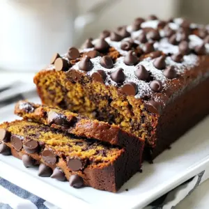 - 1 cup pure pumpkin puree - ½ cup unsweetened applesauce - ½ cup honey or maple syrup - 2 large eggs - 1 teaspoon vanilla extract - 1 ½ cups whole wheat flour - ½ cup unsweetened cocoa powder - 1 teaspoon baking soda - ½ teaspoon baking powder - ½ teaspoon salt - 1 teaspoon ground cinnamon - ½ teaspoon ground nutmeg - ½ cup dark chocolate chips This recipe combines simple, healthy ingredients to create a rich chocolate pumpkin bread. Each item plays an important role in flavor and texture. Pumpkin puree gives your bread moisture and a slight sweetness. Unsweetened applesauce adds more flavor and keeps the bread soft. You can use honey or maple syrup to sweeten it naturally. Both options work well in this recipe. The eggs bind everything together. They also help the bread rise. Vanilla extract adds a warm aroma that enhances the taste. Whole wheat flour brings fiber and a nutty flavor. Cocoa powder is what makes this bread chocolatey and delicious. Baking soda and baking powder help it rise, giving it a light texture. Salt balances the sweetness and enhances the flavors. Ground spices like cinnamon and nutmeg bring warmth and depth. Finally, dark chocolate chips add rich bursts of flavor. You can choose dairy-free chips if you prefer. These ingredients create a delightful bread that is both healthy and satisfying. {{ingredient_image_2}} - Preheat your oven to 350°F (175°C). - Grease a 9x5 inch loaf pan or line it with parchment paper. - In a large mixing bowl, combine: - 1 cup pure pumpkin puree - ½ cup unsweetened applesauce - ½ cup honey or maple syrup - 2 large eggs - 1 teaspoon vanilla extract - Whisk these ingredients until smooth and well mixed. - In another bowl, sift together: - 1 ½ cups whole wheat flour - ½ cup unsweetened cocoa powder - 1 teaspoon baking soda - ½ teaspoon baking powder - ½ teaspoon salt - 1 teaspoon ground cinnamon - ½ teaspoon ground nutmeg - Make sure there are no clumps in the dry mix. - Gradually add the dry mix to the wet mix. Stir gently until just combined. - Fold in ½ cup dark chocolate chips carefully. - Pour the batter into the prepared loaf pan. - Use a spatula to smooth the top evenly. - If you saved some chocolate chips, sprinkle them on top. - Bake for 50-60 minutes. - Check for doneness by inserting a toothpick in the center. It should come out clean. - If the top gets too brown, cover it with aluminum foil for the last 15 minutes. - Let the bread cool in the pan for about 10 minutes. - Carefully transfer it to a wire rack to cool completely. - To avoid overmixing, mix gently. Stir until ingredients just blend. - Use a spatula to fold in chocolate chips. This keeps your bread light. - Check your oven’s temperature. An oven thermometer can help. - Rotate the pan halfway through baking. This helps it bake evenly. - Serve slices with a dollop of Greek yogurt for creaminess. - Spread almond butter on warm bread for a nutty taste. - For decoration, lightly dust with cocoa powder or powdered sugar. - Place a few dark chocolate chips on top for a nice touch. - Use flax eggs or chia eggs for a vegan option. Mix 1 tablespoon with 3 tablespoons of water. Let it sit for 5 minutes. - Swap honey for agave syrup or coconut sugar for lower GI. - Try almond flour or oat flour for gluten-free bread. Adjust the amount as needed. Pro Tips Use Fresh Pumpkin Puree: For the best flavor, consider roasting your own pumpkin to make fresh puree instead of using canned. This will enhance the natural sweetness and depth of flavor in your bread. Mixing Technique: When combining wet and dry ingredients, mix until just combined. Overmixing can lead to a dense texture, so be gentle! Chocolate Chip Variation: Feel free to experiment with different types of chocolate chips, such as white chocolate or peanut butter chips, for a unique flavor twist. Storage Tips: Store the bread in an airtight container at room temperature for up to 3 days, or refrigerate it for up to a week. You can also freeze slices for longer storage. {{image_4}} You can easily adapt this recipe for different diets. For a gluten-free version, swap whole wheat flour with almond flour or a gluten-free blend. This keeps the bread moist and tasty. To reduce sugar, use less honey or maple syrup. You can also try a sugar substitute like stevia. This way, you can enjoy the bread without guilt. Want to add some crunch? Toss in chopped nuts or seeds. Walnuts or pecans work great. They add a lovely texture. You can also switch up the chocolate. Use milk chocolate, dark chocolate, or even white chocolate. Each choice gives the bread a unique flavor twist. Spices can change the mood of your bread. For fall, add more cinnamon and a pinch of cloves. In winter, try ginger or allspice. These spices make the bread feel warm and cozy. You can also add dried fruits. Cranberries or raisins add sweetness and chewiness. They are perfect for holiday gatherings or a cozy treat. To keep your healthy chocolate pumpkin bread fresh, store it in an airtight container. This prevents moisture loss and keeps it soft. You can also wrap it in plastic wrap before placing it in the container for extra protection. A glass or plastic container works best for this purpose. If you want to save some for later, freeze slices or whole loaves. Wrap each slice in plastic wrap, then place them in a freezer bag. For a whole loaf, wrap it well and label it with the date. To thaw, leave it in the fridge overnight or at room temperature for a few hours. This keeps the taste fresh and delicious. At room temperature, the bread lasts about 3 to 4 days. If you store it in the fridge, it can stay good for up to a week. Just remember to keep it in a container to maintain its moisture and flavor. Can I make this recipe in a muffin tin instead of a loaf? Yes, you can! Just fill each muffin cup about two-thirds full. Bake for 20-25 minutes, checking for doneness with a toothpick. Muffins will cook faster than the loaf. What can I substitute for pumpkin puree? You can use mashed bananas or applesauce. Both will keep the bread moist and add sweetness. How can I lower the calorie count in this recipe? To cut calories, use less honey or maple syrup. You can also reduce the chocolate chips or switch to a low-calorie sweetener. This bread is a great source of fiber and vitamins. Here are some key ingredients and their health benefits: - Pumpkin puree: High in vitamin A and antioxidants. - Whole wheat flour: Rich in fiber, helps digestion. - Cocoa powder: Contains flavonoids that may boost heart health. - Dark chocolate chips: Provide antioxidants and can improve mood. Caloric breakdown per serving: Each slice contains approximately 150 calories. This makes it a great snack or dessert option that won’t break your diet. What to do if the bread doesn’t rise? If your bread does not rise, check your baking soda and baking powder. Make sure they are fresh. Also, avoid overmixing the batter. How to fix bread that is too dry or too wet? If the bread is too dry, try adding a bit more pumpkin puree or applesauce next time. If it’s too wet, reduce the liquid ingredients a little. Check the baking time as well. This blog post covered a delicious pumpkin bread recipe. You learned about key ingredients, preparation, baking steps, and cooling methods. We also discussed tips, variations, storage, and common questions. Enjoy experimenting with flavors or substitutions to make this recipe your own. Proper storage will keep your bread fresh for days. Happy baking!