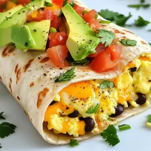- 4 large eggs - 1/2 cup egg whites - 1/2 cup black beans, rinsed and drained - 1/2 cup diced bell peppers (a colorful mix of red and green) - 1/4 cup shredded low-fat cheese (choose cheddar or mozzarella based on preference) - 1 avocado, sliced into thin wedges - 1/4 cup salsa (your favorite variety) - 4 whole grain tortillas (10 inches in diameter) - 1 tablespoon olive oil - Salt and pepper, to taste - Fresh cilantro, finely chopped, for garnish I love how simple it is to make a high protein breakfast burrito. First, you'll need your main protein sources: eggs, egg whites, and black beans. These ingredients pack a protein punch that helps keep you full and ready for the day. Next, grab some colorful vegetables. I always use bell peppers for their sweetness and crunch. They brighten up the burrito and add a nice texture. Slice up an avocado, too. It adds creaminess and healthy fats. You can also choose to add low-fat cheese for extra flavor. Salsa is great for a zesty kick. Lastly, don’t forget your tortillas. Whole grain ones are my favorite because they add fiber to your meal. This combination makes every bite delicious and nutritious! {{ingredient_image_2}} 1. Whisking eggs and seasoning: Start with a medium bowl. Crack 4 large eggs and add 1/2 cup of egg whites. Season with salt and pepper. Whisk until the mix is frothy and well combined. 2. Sautéing bell peppers in olive oil: Heat 1 tablespoon of olive oil in a non-stick skillet. Once the oil is hot, add 1/2 cup of diced bell peppers. Sauté these for about 3-4 minutes. They should become slightly soft and fragrant. 3. Cooking the egg mixture with black beans and cheese: Reduce the heat. Pour the egg mixture into the skillet with the peppers. Stir gently for 4-5 minutes, until the eggs set. When curds form, add 1/2 cup of rinsed black beans and half of the 1/4 cup of shredded cheese. Mix until everything is combined and the cheese melts. 1. Distributing filling among tortillas: Prepare a clean surface. Place 4 whole grain tortillas flat on this surface. Spoon the egg and vegetable mix evenly onto the tortillas, leaving an inch space at the edges. 2. Adding toppings: avocado, salsa, and cheese: On the egg filling, add slices of 1 avocado. Top each with a generous tablespoon of 1/4 cup salsa and the rest of the shredded cheese. 1. Toasting the rolled burritos: Roll the tortillas tightly. Fold the sides in and roll from the bottom up. Place them seam-side down in the skillet over medium heat. Toast each side for 2-3 minutes, until golden brown and crispy. 2. Garnishing with cilantro before serving: After toasting, take the burritos out and let them cool a bit. Before serving, sprinkle fresh chopped cilantro on top for a burst of flavor. - To get the perfect egg texture, whisk the eggs well. Make them frothy by mixing air in. This step helps create light, fluffy eggs. - Use medium heat when cooking eggs. If the heat is too high, they can get tough. Stir gently as they cook to keep them soft. - When rolling burritos, start by folding the sides in. Then, roll from the bottom up. This method keeps all the filling inside. Aim for a snug fit to avoid spills. - For side dishes, pair your burrito with fresh fruit or a simple salad. A light side adds color and flavor. - To drink, try fresh juice, coffee, or herbal tea. These beverages complement the burrito well. - Enhance flavor with toppings like extra salsa, hot sauce, or fresh lime juice. A touch of heat can elevate your meal. - Add fresh herbs like cilantro or parsley for a burst of freshness. These herbs brighten the dish and add visual appeal. Pro Tips Use Fresh Ingredients: Fresh vegetables and ripe avocados will enhance the flavor and nutritional value of your burrito. Customize Your Filling: Feel free to add in other proteins such as cooked chicken or turkey for an extra protein boost. Perfectly Toasted Tortillas: Toasting the tortillas not only adds a crispy texture but also helps hold in the fillings without getting soggy. Make Ahead: You can prepare the filling in advance and store it in the fridge, making breakfast prep quick and easy on busy mornings. {{image_4}} You can switch out the eggs for tofu or turkey. Tofu gives a nice texture and protein boost. Turkey is lean and adds great flavor. Try different vegetables too! You can use spinach, zucchini, or mushrooms. Each choice brings a unique taste. Mixing colorful veggies not only looks good but also adds nutrients. To make this recipe vegetarian, skip the eggs and cheese. Use tofu with spices instead. For a vegan option, replace the eggs with chickpea flour mixed with water. This keeps the protein high. If you need a gluten-free option, choose corn tortillas. They hold the filling well and taste great too. Adjusting these ingredients makes the burrito fit many diets. To store your burritos, let them cool first. Wrap each burrito in plastic wrap or foil. This keeps them fresh and tasty. Place the wrapped burritos in an airtight container. Store them in the fridge for up to three days. If you want to keep them longer, consider freezing them. Properly wrapped, they can last up to three months in the freezer. When it's time to enjoy leftovers, use a few methods to reheat. The oven works well for keeping the burrito crispy. Preheat your oven to 350°F (175°C). Place the burrito on a baking sheet and heat for about 15-20 minutes. If you're in a hurry, use the microwave. Place the burrito on a microwave-safe plate. Heat it for 1-2 minutes. To avoid sogginess, cover the burrito with a paper towel. This helps absorb extra moisture. You can also reheat it in a skillet for a few minutes on each side. This gives it a nice, crispy texture. How to boost protein content further? You can boost the protein in your breakfast burrito by adding: - Greek yogurt: A dollop on top adds creaminess and protein. - Extra egg whites: Use more egg whites for a lighter texture. - Lean meats: Add cooked chicken, turkey, or lean sausage. - Quinoa: Mix in cooked quinoa for a protein punch. These options help you get more protein while keeping the meal tasty. Can I freeze high protein breakfast burritos? Yes, you can freeze these burritos! Here’s how: 1. Allow the burritos to cool completely after cooking. 2. Wrap each burrito in foil or plastic wrap. 3. Store them in a freezer-safe bag. They last up to three months in the freezer. Just reheat before eating! What are the nutritional benefits of this recipe? This breakfast burrito is packed with nutrients: - High protein: Eggs, egg whites, and beans provide protein. - Healthy fats: Avocado adds good fats for heart health. - Vitamins: Bell peppers offer vitamins A and C. - Fiber: Black beans and whole grain tortillas give fiber. This meal supports energy and keeps you full longer. How to prepare burritos in advance? To prepare burritos ahead of time: 1. Cook the filling as directed. 2. Assemble the burritos but do not cook them yet. 3. Wrap them in foil and store in the fridge. You can cook them just before serving, keeping them fresh and warm. Can I pack these burritos for lunch? Absolutely! These burritos are great for lunch. Just wrap them well to avoid spills. Add a small container of salsa for dipping. They make a filling and tasty meal on the go! This blog post explains how to make a tasty high-protein breakfast burrito. You learned about key ingredients like eggs, black beans, and colorful veggies. I shared easy steps for preparation and assembly, along with helpful cooking tips. You can also customize with substitutions for different diets. Remember to store leftovers properly and reheat for best taste. Enjoy your burrito with your favorite sides or drinks. Make this recipe your own, and have fun!