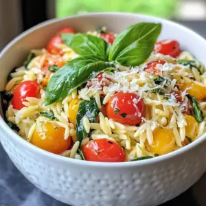To make this One-Pot Creamy Orzo Dinner, you need a few simple ingredients. Here’s the list: - One cup of orzo pasta - One tablespoon extra virgin olive oil - One small onion, finely chopped - Two cloves garlic, minced - One cup baby spinach, roughly chopped - One cup cherry tomatoes, halved - Two cups vegetable broth (low-sodium recommended) - One cup heavy cream - One teaspoon dried Italian herb blend (oregano, basil, thyme) - Salt and freshly cracked black pepper to taste - Half a cup freshly grated Parmesan cheese - Fresh basil leaves for garnish Each ingredient plays a key role in creating a rich and creamy flavor. The orzo pasta is the base. It cooks up soft and absorbs all the tasty broth. The olive oil adds a smooth richness, while the onion and garlic give depth to the dish. The baby spinach brings a fresh touch and color. Cherry tomatoes add a sweet burst. The vegetable broth makes everything moist and flavorful. Heavy cream gives it that creamy texture you desire. The dried herbs tie everything together, while Parmesan cheese adds a salty, nutty flavor. Finally, fresh basil leaves make for a perfect garnish. With these ingredients, you can create a meal that is both comforting and satisfying. {{ingredient_image_2}} - Heat 1 tablespoon of extra virgin olive oil in a large pot over medium heat. - Add 1 small finely chopped onion. Cook it for about 3-4 minutes until it is translucent. - Next, add 2 minced garlic cloves. Sauté briefly for 1 minute to bring out the flavor. - Now, it is time to add 1 cup of orzo pasta to the pot. - Toast the orzo for 2 minutes while stirring often. This step adds a nice nutty flavor. - Pour in 2 cups of vegetable broth. Stir well to combine. - Bring the mixture to a simmer. Cover the pot and let it cook for 10 minutes. - Stir occasionally until the orzo is al dente and most of the liquid is absorbed. - After the orzo is cooked, stir in 1 cup of heavy cream. - Add 1 cup of roughly chopped baby spinach and 1 cup of halved cherry tomatoes. - Sprinkle in 1 teaspoon of the dried Italian herb blend. Mix everything well and cook for 2-3 minutes until the spinach wilts. - Remove the pot from heat and fold in 1/2 cup of freshly grated Parmesan cheese. - Season with salt and freshly cracked black pepper to taste. Stir until the cheese melts and creates a creamy sauce. - Let the dish rest for 5 minutes to thicken. - Serve the creamy orzo in deep bowls. Garnish with fresh basil leaves and a sprinkle of extra Parmesan. Enjoy! - Ensure the orzo is lightly toasted: To start, toast the orzo in olive oil. This step adds a nutty flavor. Stir it for about two minutes until it gets a light golden color. - Stir frequently to prevent sticking: Keep your orzo moving! Stir it often while it cooks. This helps to prevent clumping and sticking to the bottom of the pot. - Suggestions for additional herbs and spices: You can add fresh herbs like parsley or dill for extra flavor. A pinch of red pepper flakes can give it a nice kick. Experiment with spices like paprika or cumin to add depth. - Options for adding protein: Want to make it heartier? Try adding cooked chicken, shrimp, or even sautéed mushrooms. These will elevate the dish and make it more filling. - Best practices for plating the dish: Use deep bowls for serving. This makes it look inviting and keeps the creamy orzo warm. - Garnishing ideas for visual appeal: Top your dish with fresh basil leaves and a sprinkle of extra Parmesan cheese. This not only looks good but adds fresh flavors too. For a rustic touch, serve with crusty bread on the side. Pro Tips Use Fresh Ingredients: Fresh vegetables and herbs enhance the flavor profile of your dish. Opt for organic cherry tomatoes and fresh spinach when possible. Adjust the Creaminess: For a lighter version, substitute half of the heavy cream with low-fat milk or a plant-based cream alternative. Customize with Proteins: Add cooked chicken, shrimp, or chickpeas for a protein boost and make the dish more filling. Make it Ahead: This dish can be prepared in advance. Simply reheat gently on the stove, adding a splash of broth to loosen the sauce if it thickens too much. {{image_4}} You can easily make this dish vegetarian. Try substituting vegetables like zucchini, bell peppers, or peas. These add color and flavor. You can also use plant-based creams, like coconut cream or cashew cream, to keep it creamy without dairy. They provide a nice richness. Want to add protein? Chicken, turkey, or shrimp work well. For chicken or turkey, cook bite-sized pieces in the pot before adding the orzo. This gives great flavor. For shrimp, add them in during the last few minutes of cooking. They cook quickly and blend nicely with the dish. If you need a gluten-free meal, use gluten-free pasta. Brown rice or quinoa pasta are good choices. You may need to adjust cooking times slightly. To keep that creamy texture, add extra plant-based cream or a splash of vegetable broth. This ensures you still enjoy a rich, satisfying meal. To keep your creamy orzo fresh, you should refrigerate or freeze it. If you plan to eat it within a few days, place the leftovers in an airtight container. Make sure to cool the orzo to room temperature first. For longer storage, freeze it in a freezer-safe container. Glass or BPA-free plastic containers work well. Label each container with the date. When reheating, you want to keep the creaminess. The best way is to use a stovetop. Add a splash of broth or cream to help keep it moist. Heat on low, stirring often to avoid sticking. You can also use the microwave, but cover it loosely to let steam escape. This prevents overcooking, which can make it dry. In the fridge, your one-pot creamy orzo will last about 3-5 days. If you freeze it, it can last up to 2-3 months. However, the texture may change after thawing. Always check for any off smells or signs of spoilage before eating. Yes, you can make this orzo dish a day before. Cook it and let it cool. Store it in an airtight container in the fridge. When you are ready to eat, just reheat it gently. If you want a lighter dish, use half-and-half or whole milk. You could also try coconut milk for a dairy-free option. These swaps will change the flavor a bit but still taste great. To reheat, add a splash of broth or milk. This keeps it creamy. Heat on low in a pot, stirring often. Avoid the microwave if you can, as it may dry out the orzo. You can easily double this recipe. Just use a larger pot. The cooking time may stay the same, but check for doneness. Stir more often to avoid sticking. This creamy orzo goes well with a simple green salad. You can also serve it with grilled chicken or fish. Garlic bread adds a nice touch too. This blog post covered a tasty creamy orzo dish. We explored ingredients, cooking steps, and tips to enhance your meal. I shared ways to store leftovers and reheat them without losing flavor. In conclusion, this dish is easy to make and can fit any diet. With simple changes, you can enjoy it your way. Give it a try, and you may discover a new favorite recipe!