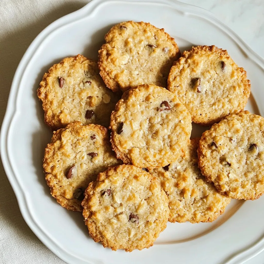 To make Oat Quark Cookies, gather these simple ingredients: - 1 cup rolled oats - 1 cup quark (can substitute with Greek yogurt) - 1/2 cup almond flour - 1/4 cup honey or maple syrup - 1/4 cup coconut oil, melted - 1 teaspoon vanilla extract - 1 teaspoon baking powder - 1/2 teaspoon ground cinnamon - 1/4 teaspoon sea salt - 1/2 cup chocolate chips or dried fruit (optional for added flavor) If you don’t have something on hand, here are some easy swaps: - Quark: Use Greek yogurt or cottage cheese instead. - Almond flour: Any nut flour works well, or use all-purpose flour. - Coconut oil: You can also use unsalted butter or any vegetable oil. - Honey or maple syrup: Agave syrup or brown sugar can replace these sweeteners. - Chocolate chips or dried fruit: Try nuts or seeds for different flavors. Each cookie is a healthy choice! Here’s a rough estimate of the nutrition: - Calories: Approximately 120 - Protein: 3g - Carbohydrates: 15g - Fiber: 2g - Fat: 6g - Sugar: 4g These cookies pack a good amount of protein and fiber, making them a tasty and nutritious treat. {{ingredient_image_2}} Start by preheating your oven to 350°F (175°C). This heat is perfect for baking cookies. While the oven warms up, line a baking sheet with parchment paper. This step helps the cookies not stick. In a large bowl, combine the rolled oats, almond flour, baking powder, ground cinnamon, and sea salt. Use a whisk or a spoon to mix these dry ingredients well. This helps to ensure an even flavor throughout the cookies. In a separate bowl, whisk together the quark or Greek yogurt, honey or maple syrup, melted coconut oil, and vanilla extract. Mix until it feels smooth and creamy. This mixture adds moisture and flavor to your cookies. Now, pour the wet mixture into the dry ingredients. Stir gently until everything is combined. If you want some fun, fold in chocolate chips or dried fruit for extra taste. Next, use a spoon or your hands to scoop out tablespoon-sized portions of dough. Roll them into balls and place them on the baking sheet. Leave space between each ball; they will spread as they bake. Flatten each ball slightly with your hand or a spoon. Carefully place the baking sheet in the oven. Bake for 12-15 minutes until the edges are golden brown. Keep an eye on them; ovens can vary. Once done, let the cookies cool on the baking sheet for about 5 minutes. Then, move them to a wire rack to cool completely. This cooling time helps develop their full flavor. To get the best texture for your Oat Quark Cookies, focus on your mixing. Mix dry and wet ingredients well but don’t overmix. Overmixing can make the cookies tough. The dough should feel sticky but manageable. If it’s too dry, add a splash of water or more quark. If it’s too wet, sprinkle in a little more almond flour. This balance keeps your cookies chewy and soft. Here are some common mistakes to watch out for: - Not Preheating the Oven: Always preheat your oven to 350°F (175°C) before baking. This step ensures even cooking. - Skipping the Parchment Paper: Lining your baking sheet with parchment paper prevents the cookies from sticking. Don’t skip this! - Ignoring the Cooling Time: Let the cookies cool on the baking sheet for about 5 minutes. This helps them set properly. - Not Measuring Ingredients Accurately: Use measuring cups and spoons to ensure the right amounts. Too much or too little can change the texture. Enjoy your Oat Quark Cookies as a snack or dessert. They pair well with milk or tea. Try serving them on a decorative plate. A drizzle of honey or a sprinkle of cinnamon adds a lovely touch. For a fun twist, serve them warm with a scoop of ice cream. This makes for a delightful treat! Pro Tips Adjust Sweetness: If you prefer less sweetness, reduce the amount of honey or maple syrup to suit your taste. Texture Variation: For a chewier cookie, substitute half the rolled oats with quick oats or add in some chopped nuts. Storage Tips: Store cookies in an airtight container at room temperature for up to a week, or freeze for longer shelf life. Custom Add-ins: Experiment with different mix-ins like coconut flakes, nuts, or spices for a unique flavor twist. {{image_4}} You can boost the taste of your oat quark cookies with fun add-ins. Consider adding: - 1/2 cup of nuts, like walnuts or pecans - 1/2 cup of shredded coconut - 1/2 cup of dried fruit, such as cranberries or apricots - 1/2 teaspoon of nutmeg for a warm spice flavor These options not only change the flavor but also add texture. Feel free to mix and match based on what you have. If you have dietary needs, you can easily modify this recipe. To make it gluten-free, use gluten-free oats and almond flour. If you are dairy-free, substitute the quark with a plant-based yogurt. You can also replace honey with agave nectar for a vegan option. These swaps keep your cookies tasty while fitting your diet. Sweeteners can change the flavor and texture of your cookies. If you prefer a lower-glycemic option, try using coconut sugar or monk fruit sweetener. For a different taste, use brown sugar or even maple syrup. Keep in mind, different sweeteners can affect how moist your cookies turn out. Adjust the amount based on your taste and texture preference. To keep your oat quark cookies fresh, store them in an airtight container. This will help maintain their soft texture. You can keep them at room temperature for up to five days. If you want them to last longer, consider refrigeration. Just remember to let them cool completely before storing. Freezing is a great option for longer storage. To freeze, place the cookies in a single layer on a baking sheet. Freeze them for about an hour. Once they are firm, transfer them to a freezer-safe bag or container. They can last up to three months in the freezer. When you want a treat, just pull out a few cookies! To enjoy your cookies warm, you can reheat them easily. Preheat your oven to 300°F (150°C). Place the cookies on a baking sheet and heat them for about five to ten minutes. You can also use a microwave. Just heat them for about 10-15 seconds. Enjoy your cookies fresh and warm! Yes, you can use other flours. Try whole wheat flour or oat flour. Each type gives a unique taste. Keep the same amount, one-half cup. You may need to adjust the liquid a bit. If using a gluten-free blend, check the package for ratios. Quark adds a creamy texture to the cookies. You can use Greek yogurt as a substitute. It works well and gives a similar flavor. If you want a dairy-free option, try silken tofu. Blend it until smooth for best results. To make these cookies vegan, swap honey for maple syrup. Use coconut oil instead of butter. Replace quark with a non-dairy yogurt. These changes keep the cookies tasty and soft. Follow the other steps as usual for great results. Oat quark cookies last about five days at room temperature. Store them in an airtight container. For longer storage, keep them in the fridge for up to a week. You can freeze them too! They stay fresh for three months in the freezer. Oat quark cookies are simple to make and full of flavor. This post covered key ingredients, helpful tips, and variations to suit your taste. I shared how to store these cookies for the best freshness, including freezing and reheating. Remember, you can mix and match flavors to create your perfect cookie. With all this knowledge, you can confidently bake and enjoy these treats whenever you want. Happy baking!