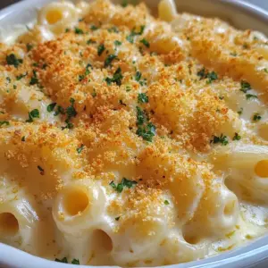 - 8 ounces elbow macaroni - 4 tablespoons unsalted butter - 1/4 cup all-purpose flour - 3 cups whole milk - 2 cups sharp cheddar cheese, finely grated - 1 cup mozzarella cheese, finely grated - 1/2 cup cream cheese, softened to room temperature - 1 teaspoon garlic powder - 1 teaspoon onion powder - 1/2 teaspoon paprika - Salt and pepper to taste - 1 cup Panko breadcrumbs - 2 tablespoons olive oil - Fresh parsley, chopped (for garnish) The ingredients for this ultra creamy baked mac and cheese come together to create a dish that is rich and satisfying. You start with elbow macaroni, the classic choice. Then, you need unsalted butter and flour to make a roux. This roux thickens your cheese sauce. Whole milk adds creaminess, while sharp cheddar and mozzarella bring flavor and meltiness. Cream cheese adds even more creaminess, making every bite luscious. For seasoning, garlic powder and onion powder give depth to the cheese sauce. Paprika adds a hint of color and flavor. Adjust salt and pepper to your taste. Lastly, the Panko breadcrumbs, mixed with olive oil, create a crispy topping that contrasts wonderfully with the creamy pasta below. A sprinkle of fresh parsley adds a touch of brightness to the dish. These ingredients work together to ensure your mac and cheese is not just tasty but truly delightful. Each component plays a role in building layers of flavor and texture. So gather these ingredients, and get ready to create a dish that warms the heart and pleases the palate. {{ingredient_image_2}} - Preheat the Oven: Set your oven to 350°F (175°C). This step is key for even cooking. - Cook the Pasta: Boil 8 ounces of elbow macaroni in salted water. Cook it until it is al dente. This means it should be firm to the bite. Once done, drain the pasta and set it aside for now. - Prepare the Roux: In a large saucepan over medium heat, melt 4 tablespoons of unsalted butter. Once it bubbles, whisk in 1/4 cup of all-purpose flour. Stir for about 2 minutes until it turns light golden. - Create the Cheese Sauce: Gradually pour in 3 cups of whole milk while whisking. Keep whisking until the sauce thickens, which takes about 5-7 minutes. It should coat the back of a spoon well. - Melt the Cheeses: Lower the heat and add in 2 cups of finely grated sharp cheddar cheese, 1 cup of finely grated mozzarella cheese, and 1/2 cup of softened cream cheese. Stir until the cheese melts, creating a smooth sauce. - Combine Pasta and Sauce: Carefully add the cooked macaroni to the cheese sauce. Use a spatula to fold the pasta in, making sure it is all coated. - Prepare for Baking: Transfer the creamy mixture to a greased 9x13 inch baking dish. Spread it evenly for best baking results. - Prepare Topping: In a small bowl, mix 1 cup of Panko breadcrumbs with 2 tablespoons of olive oil. Stir until the breadcrumbs are coated. Sprinkle this mixture evenly over the mac and cheese. - Bake: Place the dish in the preheated oven. Bake for 25-30 minutes until the top is golden-brown and crispy. Enjoying this dish is a joy, and each step brings you closer to that creamy goodness! - Importance of Milk Temperature: Always use warm milk. Cold milk can shock the sauce, causing lumps. Warm milk blends smoothly with the roux. This helps create that creamy texture you want. - Strategies for Preventing Clumps: Whisk constantly when adding milk. This keeps the sauce smooth. If lumps form, whisk harder or use a blender to fix it. - How to Get a Crispy Panko Top: Mix Panko with olive oil. This helps it brown nicely in the oven. Spread it evenly over the mac and cheese before baking. The oil gives it crunch. - Alternatives to Panko Breadcrumbs: You can use regular breadcrumbs or crushed crackers. Try cornflakes for a different crunch. Each option adds its own flavor and texture. - Choosing Quality Cheeses: Use sharp cheddar for rich flavor. Fresh mozzarella adds creaminess. Cream cheese makes the sauce ultra smooth. Always opt for finely grated cheese to help it melt better. - Recommended Pasta Types for Best Results: Elbow macaroni is classic. Other shapes like shells or cavatappi work well too. Choose pasta that holds sauce well for maximum flavor. Pro Tips Use Fresh Cheese: Freshly grated cheese melts better and provides a creamier texture compared to pre-shredded cheese, which often contains anti-caking agents. Don’t Overcook the Pasta: Cook the macaroni just until al dente, as it will continue to cook during baking and could turn mushy if overcooked initially. Experiment with Cheeses: While cheddar and mozzarella are classic, you can mix in other cheeses like Gruyère or fontina for a unique flavor profile. Let it Rest: Allow the mac and cheese to rest for about 5 minutes after baking. This helps it set and makes serving easier without falling apart. {{image_4}} Different Cheese Combinations You can change the cheese mix for fun flavors. Try using gouda or pepper jack cheese. Each cheese adds a new taste. Blend them for a unique experience. Mix sharp cheddar with mozzarella for a creamy base. You can also use a touch of blue cheese for a stronger flavor. Adding Proteins: Chicken, Bacon, or Ham Want to make it heartier? Add cooked chicken, crispy bacon, or diced ham. These proteins bring extra flavor and make the dish filling. Cooked chicken adds a nice texture, while bacon gives a smoky taste. Ham can give a sweet touch that balances the cheese. Gluten-Free Options: Pasta and Flour Substitutes If you need gluten-free options, choose gluten-free pasta. There are many types available that work well. For the roux, use cornstarch or gluten-free flour. This keeps the dish creamy and smooth without gluten. Make sure to read labels when shopping. Vegan Versions: Dairy-Free Cheese and Milk To make a vegan version, swap dairy cheese for dairy-free cheese. Use almond, soy, or oat milk instead of whole milk. You can also use cashew cream for a rich texture. This way, you can enjoy mac and cheese without dairy. Adding Vegetables: Spinach, Broccoli, or Tomatoes Boost nutrition by adding veggies. Spinach and broccoli work well mixed in. You can also stir in fresh tomatoes for a juicy burst. This adds color and makes your dish healthier. Plus, it tastes great! Spicy Mac and Cheese: Incorporating Jalapeños or Hot Sauce For some heat, add jalapeños or hot sauce. This gives a fun kick! You can mix them in the cheese sauce or sprinkle on top. Adjust the spice level to your liking. A little heat can make the dish exciting and bold. To keep your baked mac and cheese fresh, follow these tips: - Refrigeration: Let the dish cool down first. Cover it with plastic wrap or foil. You can also use an airtight container. - Containers: Glass or plastic containers with tight lids work best. They help keep moisture in and flavors fresh. When it’s time to enjoy your leftovers, you have a few options: - Microwave: Place a portion in a microwave-safe dish. Heat it for 1-2 minutes. Stir halfway through to heat evenly. - Oven: Preheat your oven to 350°F (175°C). Put the mac and cheese in an oven-safe dish and cover it with foil. Bake for about 15-20 minutes until hot. - Retaining Creaminess: Add a splash of milk before reheating. This helps keep the sauce smooth and creamy. You can freeze baked mac and cheese for later use: - How to Freeze: Allow the dish to cool completely. Cut it into portions and wrap each piece tightly in plastic wrap. Then, place them in a freezer bag. - Thawing and Reheating: When you’re ready to eat, move a portion to the fridge. Let it thaw overnight. Reheat using the oven or microwave, as mentioned above. This mac and cheese is ultra creamy due to the special blend of cheeses. I use sharp cheddar, mozzarella, and cream cheese. Each cheese adds its unique texture and flavor. The cheese sauce starts with a roux made from butter and flour. Then, I slowly whisk in whole milk. This method helps create a smooth sauce. The key is to melt the cheeses over low heat. Mixing this cheese blend makes the dish rich and velvety. Yes, you can prepare this dish ahead of time. Cook the macaroni and make the cheese sauce as usual. Then, combine them and place them in a greased baking dish. Cover the dish with plastic wrap and refrigerate. When you’re ready to bake, let it sit at room temperature for about 30 minutes. Then, bake it as directed. This way, you can enjoy a fresh and creamy mac and cheese without the hassle on busy days. Baked mac and cheese pairs well with various side dishes. You can serve it with a simple green salad for a fresh contrast. Roasted vegetables, like broccoli or Brussels sprouts, also work great. If you want protein, consider grilled chicken or BBQ ribs. These sides balance the richness of the mac and cheese. Feel free to mix and match to find your favorite combinations! Yes, you can cut calories without losing flavor. Use low-fat milk instead of whole milk for the sauce. Opt for reduced-fat cheese varieties. You can also reduce the amount of cheese used if you prefer. Another option is to add more vegetables, like spinach or cauliflower, to bulk up the dish. These swaps help keep the dish creamy and delicious while lowering the calorie count. In this blog post, we covered how to make a delicious baked mac and cheese. We detailed the key ingredients, step-by-step instructions, and tips for the best texture and topping. Plus, we explored variations and storage tips to help you enjoy it longer. Remember, whether you keep it classic or try new flavors, this dish is versatile and comforting. Make it your own and share it with friends or family. Enjoy every creamy bite!