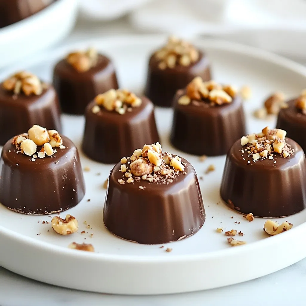 To make Keto Peanut Butter Chocolate Fat Bombs, you will need a few simple ingredients: - 1 cup natural peanut butter (unsweetened) - 1/2 cup coconut oil, melted - 1/4 cup unsweetened cocoa powder - 1/4 cup sweetener of your choice (erythritol or stevia) - 1 teaspoon vanilla extract - Pinch of sea salt - Optional: Chopped nuts or sugar-free chocolate chips for an exciting texture Each ingredient plays a key role in creating the perfect fat bomb. The natural peanut butter gives a rich flavor and creamy texture. Coconut oil adds healthy fats and helps the bombs set well. Unsweetened cocoa powder brings that deep chocolate taste without added sugar. You can choose any sweetener that fits your diet. Erythritol or stevia work great and keep it keto-friendly. Vanilla extract adds warmth and depth to the flavor. A pinch of sea salt enhances all the other tastes. If you want some crunch, consider adding chopped nuts or sugar-free chocolate chips. They make the fat bombs more fun to eat. You can mix and match these ingredients based on your taste and what you have on hand. Happy cooking! {{ingredient_image_2}} First, grab a medium mixing bowl. In it, mix one cup of natural peanut butter with half a cup of melted coconut oil. Stir gently until they blend well. This forms the base of your fat bombs. Next, add in a quarter cup of unsweetened cocoa powder and a quarter cup of your favorite sweetener. I often use erythritol or stevia. Then, include one teaspoon of vanilla extract and a pinch of sea salt. These flavors really make a difference. You can use a hand mixer or a whisk for blending. I prefer a hand mixer for ease. Blend until the mixture is smooth and even. This step is key. A smooth consistency helps the fat bombs set nicely in the freezer. If you want a fun twist, fold in chopped nuts or sugar-free chocolate chips after blending. These add a nice texture! Now, it’s time to mold. Prepare a mini muffin pan with silicone liners or use a silicone mold. This makes it easy to remove the fat bombs later. Carefully pour the chocolate peanut butter mixture into each muffin cup. Fill them about three-quarters full. This leaves room for expansion when freezing. Place the muffin pan in the freezer for about 30 to 60 minutes. You’ll know they are ready when they feel solid. Once they set, gently pop them out of the molds. Store them in an airtight container. You can keep them in the fridge or freezer, depending on how you like to enjoy them! To get the right consistency for your fat bombs, focus on the peanut butter and coconut oil. Both should be mixed well. If the mix is too thick, add a bit more melted coconut oil. If it feels too runny, a bit more cocoa powder can fix that. This mix should be smooth and easy to pour. When it comes to sweetness, everyone has their own taste. Start with the amount of sweetener I suggest. Then, taste the mix. If you want it sweeter, add a little more. Just remember, the sweetness will be less strong when chilled. Feel free to swap ingredients based on what you like or need. If you're not using peanut butter, almond or cashew butter works great too. Each nut butter brings its own flavor and texture. You can also add spices or extracts for extra flavor. A dash of cinnamon or a splash of almond extract can make these bombs unique. Just one teaspoon can change everything! To make your fat bombs look extra nice, serve them on a colorful plate. Dust them lightly with cocoa powder. This small touch makes a big difference. For freshness, store your fat bombs in an airtight container. You can keep them in the fridge for easy access. If you want to enjoy them cold, store them in the freezer. They stay fresh for a long time this way! Pro Tips Use Room Temperature Ingredients: Allow your peanut butter and coconut oil to come to room temperature before mixing for a smoother blend. Experiment with Sweeteners: Different sweeteners may alter the taste and texture; feel free to try monk fruit or stevia for varied sweetness levels. Storage Matters: For longer shelf life, store your fat bombs in the freezer; they can last for several weeks and are perfect for quick snacks. Presentation Counts: Add a sprinkle of sea salt or cocoa powder on top before serving for an eye-catching finish that enhances flavor. {{image_4}} You can switch peanut butter for almond or cashew butter. Almond butter gives a lighter taste and a slight crunch. Cashew butter has a creamier texture, making it rich and tasty. Each nut butter alters the flavor and texture, so you can find your favorite! Choosing sweeteners matters! Erythritol and stevia are both great options. They keep your fat bombs low-carb and sugar-free. If you want a vegan version, you can stick to plant-based ingredients. Just make sure all your items, like coconut oil, are dairy-free. Add spices to boost flavor! A bit of cinnamon can warm your taste buds. Coffee granules can add a deep, rich twist. You can also try flavored extracts like almond or hazelnut. These small changes can make your fat bombs even more exciting! To keep your Keto Peanut Butter Chocolate Fat Bombs fresh, store them in an airtight container. This helps prevent moisture and air from ruining their texture. You can choose to refrigerate or freeze them. If you prefer a firmer treat, freezing works best. For a softer bite, the fridge will do just fine. These fat bombs last about two weeks in the fridge. In the freezer, they can stay fresh for up to three months. Look out for any signs of spoilage. If you notice a change in color or smell, it's best to toss them. Freshness is key for enjoying their rich flavor. You can serve your fat bombs straight from the fridge or freezer. If they are frozen, let them sit out for a few minutes. This will make them easier to bite. If you prefer them slightly warmed, pop them in the microwave for about 10 seconds. Enjoy them as a quick snack any time! Fat bombs are small snacks packed with healthy fats. They are popular in the keto diet. These bites help you reach your fat intake goals while keeping carbs low. They often use nut butters and oils, which provide a creamy texture and rich flavor. You can enjoy them as a quick treat or energy boost. Yes, you can use other sweeteners. Popular options include erythritol, stevia, and monk fruit. Each sweetener has its unique taste and impact on texture. Erythritol is a great choice because it does not spike blood sugar. Stevia is sweeter than sugar, so you use less. Monk fruit adds a pleasant taste without extra calories. Always check the sweetness level of your choice to get the right flavor. This recipe is versatile. It can fit into gluten-free and low-carb diets. To make it vegan, swap the honey for a plant-based sweetener. If you have nut allergies, you can use sunflower seed butter instead of peanut butter. Remember to check for any allergens in your ingredients. This way, you can enjoy these fat bombs without worry. In this blog post, we explored how to make tasty fat bombs. We covered ingredients like natural peanut butter, coconut oil, and cocoa powder. You learned step-by-step how to mix and mold these snacks. Tips helped to customize flavors and ensure the right texture. We also discussed storage for keeping them fresh. Fat bombs are simple and fun to make. With endless variations, you can easily adapt them for your diet. Now you can enjoy a delicious and satisfying treat any time!