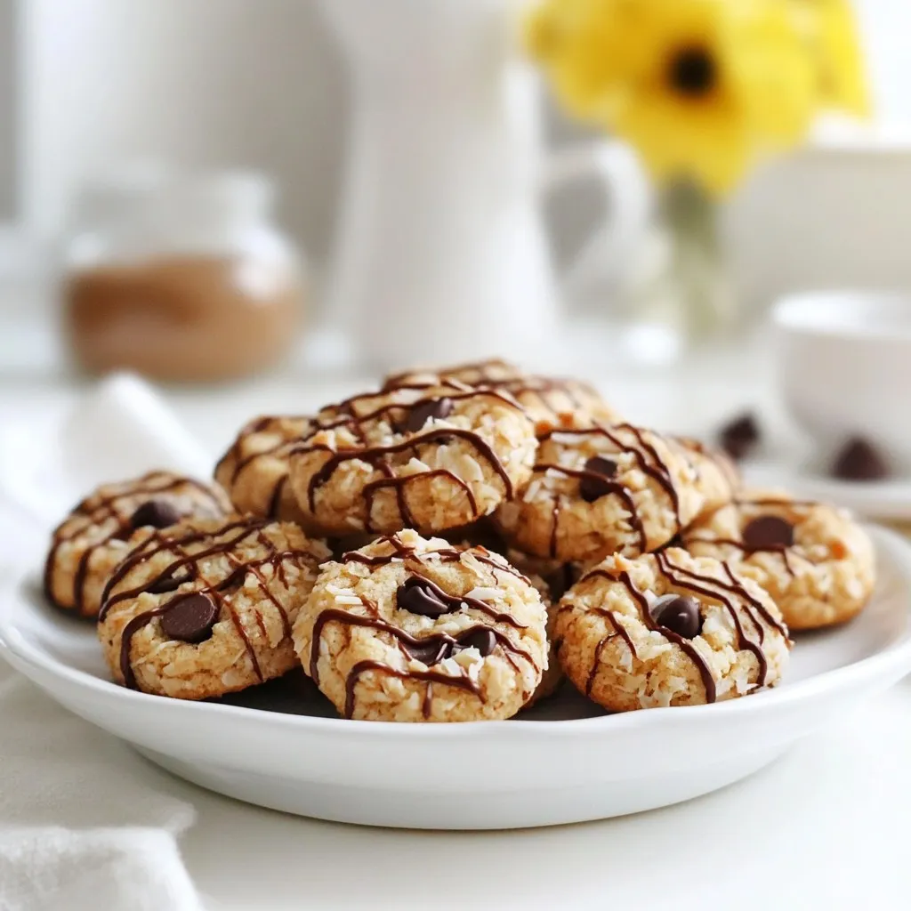 - 1 cup almond flour - 1/2 cup unsweetened shredded coconut - 1/2 cup creamy peanut butter or almond butter - 1/4 cup sugar-free maple syrup or monk fruit sweetener - 1/4 teaspoon pure vanilla extract - 1/4 cup sugar-free dark chocolate chips - 1/4 teaspoon sea salt When measuring ingredients, be precise. Use a dry measuring cup for almond flour and coconut. For sticky items like peanut butter, pack it into the cup to get the right amount. Use a liquid measuring cup for syrup and vanilla extract. This ensures your cookies turn out perfect every time. Always choose high-quality almond flour. It should be finely ground for the best texture. Look for unsweetened shredded coconut without additives. Fresh peanut butter or almond butter adds great flavor. Opt for sugar-free maple syrup sweetened with monk fruit for a healthier choice. For chocolate chips, check that they are sugar-free and made with cocoa. Good quality ingredients make a big difference in taste and texture. {{ingredient_image_2}} To start, grab a medium mixing bowl. First, add 1 cup of almond flour. Next, pour in 1/2 cup of unsweetened shredded coconut. Mix these two dry ingredients well. You want them to blend evenly. This will give your cookies a great base. Now, take a separate bowl for the wet ingredients. Add 1/2 cup of creamy peanut butter or almond butter. Then, pour in 1/4 cup of sugar-free maple syrup. Use a spatula or whisk to mix until it’s smooth. This step is key for a creamy texture. Once smooth, add 1/4 teaspoon of pure vanilla extract and 1/4 teaspoon of sea salt. Stir again until combined. Next, slowly fold the dry mixture into the wet one. Mix until you form a thick dough. Make sure there are no dry patches left. Then, gently fold in 1/4 cup of sugar-free dark chocolate chips. This adds a nice touch of sweetness. Now it’s time to shape your cookies. Use your hands to form small balls from the dough. You can also drop spoonfuls onto a parchment-lined baking sheet. Lightly flatten each portion to about 1/2 inch thick. This helps them hold their shape. Finally, place the baking sheet in the refrigerator. Let the cookies chill for at least 30 minutes. This step firms them up and enhances the crunch. Enjoy your cookies as a tasty snack! To get that ideal crunch in your keto no bake cookies, use fresh almond flour. Old flour can lead to a chewy texture. Mix the almond flour with shredded coconut well. This helps to create an even crunch. When shaping the cookies, make them slightly thinner. Thinner cookies will become crispier as they chill. One common mistake is not mixing the wet and dry ingredients well. If you skip this step, your cookies may not hold together. Another mistake is using too much peanut butter. Stick to the recipe for the right balance of flavors. Also, avoid using regular chocolate chips. Always choose sugar-free options to keep them keto-friendly. Store your leftover cookies in an airtight container. This keeps them fresh and crunchy. You can place parchment paper between layers to avoid sticking. Keep them in the fridge for up to a week. If you want to store them longer, freeze them. Just make sure they are well-wrapped to prevent freezer burn. Pro Tips Chill for Best Texture: Allow the cookies to chill longer than 30 minutes for an even firmer texture. This will help them hold their shape better. Customize Your Sweetener: Feel free to adjust the sweetness level by using more or less sugar-free maple syrup or monk fruit sweetener according to your taste preference. Experiment with Nut Butters: Try using different nut butters like cashew or hazelnut for a unique flavor twist in your cookies. Add Extra Crunch: For an added crunch, mix in some chopped nuts or seeds, such as walnuts or sunflower seeds, into the dough before forming the cookies. {{image_4}} You can swap almond butter for peanut butter. Both offer great taste. If you have nut allergies, try sunflower seed butter. It works well and adds a nice crunch too. Cashew butter is another option that gives a sweet flavor. Choose what fits your diet best. I often use sugar-free maple syrup, but you can try other sweeteners. Monk fruit sweetener is a great choice. It has no calories and is very sweet. If you prefer, you can use stevia or erythritol. Just adjust the amount to taste, since each has a different sweetness level. Want to boost the flavor? Add a pinch of cinnamon or nutmeg for warmth. You can also mix in some chopped nuts for extra crunch. If you love coconut, add more shredded coconut. A splash of almond or coconut extract can also enhance the taste. Get creative and find the flavors you enjoy most! Each cookie has about 100 calories. This can vary slightly based on the nut butter you choose. These cookies are low in carbs, making them great for a keto diet. - Total Fat: 8g - Protein: 3g - Carbohydrates: 5g - Fiber: 2g - Net Carbs: 3g The high fat content comes from the almond flour and nut butter. This gives you energy and keeps you full longer. - Almond Flour: It is low in carbs and high in healthy fats, making it great for keto. Almonds also provide vitamin E and magnesium. - Unsweetened Shredded Coconut: This adds fiber and helps with digestion. It also gives a nice texture. - Nut Butter: Peanut or almond butter has protein and healthy fats. This helps with muscle repair and overall health. - Sugar-Free Sweeteners: They keep the cookies sweet without adding sugar. This helps maintain stable blood sugar levels. - Dark Chocolate Chips: They offer antioxidants and can improve heart health. Just make sure they are sugar-free! These ingredients not only taste good but also bring health benefits. Enjoy these cookies while feeling good about what you eat! To make your cookies more chocolatey, add more chocolate chips. You can also melt some sugar-free chocolate and drizzle it on top. This gives the cookies a rich flavor. If you want a deeper taste, use cocoa powder. Just mix a few tablespoons into your dry ingredients. This will boost the chocolate flavor without adding many carbs. Yes, you can use other low-carb flours. Coconut flour is a good choice. Just remember it absorbs more moisture. Use about one-quarter of the amount of almond flour. You can also try sunflower seed flour for a nut-free option. Each flour has a unique flavor and texture. Experiment to find your favorite! These cookies can last up to a week in the fridge. Store them in an airtight container to keep them fresh. If you freeze them, they can last up to three months. Just thaw them in the fridge before eating. This way, you always have a tasty treat on hand! This blog post detailed everything you need to make great cookies. We covered the right mix of ingredients and precise measurements. I shared tips to ensure top-notch quality. You learned step-by-step instructions from prep to chilling. We explored how to achieve the perfect crunch and common pitfalls. Variations like nut butter swaps and sweetener options can enhance your cookies. Plus, I provided nutritional info and answers to FAQs. With this guide, you can bake with confidence and enjoy delicious results every time.