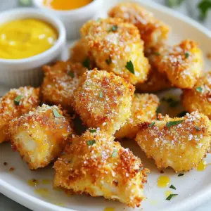 To make crispy baked chicken bites, gather these key ingredients: - 1 pound boneless, skinless chicken breasts, cut into bite-sized pieces - 1 cup panko breadcrumbs - 1/2 cup freshly grated Parmesan cheese - 1 teaspoon garlic powder - 1 teaspoon smoked paprika - 1 teaspoon dried oregano - 1/2 teaspoon sea salt - 1/4 teaspoon freshly ground black pepper - 1/2 cup buttermilk (or regular milk) - 1 tablespoon extra-virgin olive oil These ingredients work together to create a tasty, crunchy texture. You can enhance your chicken bites with these optional ingredients: - Fresh herbs like parsley or cilantro for garnish - Spicy aioli or honey mustard for dipping Adding these can elevate your dish and make it more fun. Ensure you have these tools on hand for easy cooking: - Baking sheet - Parchment paper - Medium mixing bowl - Measuring cups and spoons - Tongs for flipping the chicken These tools will help you prepare and cook your chicken bites efficiently. {{ingredient_image_2}} Start by cutting 1 pound of boneless, skinless chicken breasts into bite-sized pieces. This helps ensure even cooking. Rinse them under cold water to remove any residue. Dry the chicken with paper towels. This step is key for getting a crispy finish. In a bowl, mix 1 cup of panko breadcrumbs, 1/2 cup of grated Parmesan cheese, 1 teaspoon of garlic powder, 1 teaspoon of smoked paprika, 1 teaspoon of dried oregano, 1/2 teaspoon of sea salt, and 1/4 teaspoon of black pepper. Stir until everything combines well. Next, dip each chicken piece in 1/2 cup of buttermilk. Let any extra liquid drip off. Then, roll the chicken in the breadcrumb mix. Press gently to help it stick. Arrange the chicken bites on a baking sheet lined with parchment paper. Make sure they have space between them for even cooking. Drizzle 1 tablespoon of extra-virgin olive oil over the chicken bites. This will help them turn golden and crispy. Bake in a preheated oven at 425&deg;F (220&deg;C) for 15-20 minutes. The chicken is done when it turns golden brown and hits an internal temperature of 165&deg;F (75&deg;C). For an extra crunch, switch your oven to broil for the last 2-3 minutes. Keep a close eye to prevent burning. Once they are baked, take the chicken bites out and let them cool slightly. Enjoy them with your favorite dipping sauce! To make your chicken bites extra crispy, use panko breadcrumbs. They are larger and provide amazing crunch. You can also add a bit more olive oil. This helps the coating brown nicely. For a fun twist, try using crushed cornflakes instead of breadcrumbs. They add a great crunch too! Dipping sauces can make your bites even better. Some great choices are spicy aioli, honey mustard, or ranch dressing. You can even mix ketchup with hot sauce for a simple kick. Fresh herbs like parsley or cilantro can add color and a burst of flavor. Bake your chicken bites at 425&deg;F (220&deg;C) for the best results. Keep an eye on the time; 15 to 20 minutes is perfect. If you want them crispier, switch your oven to broil for 2 to 3 minutes at the end. Just watch closely to avoid burning. Pro Tips Quality Chicken: Choose fresh, high-quality chicken breasts for the best flavor and texture in your bites. Panko Perfection: For an even crunchier coating, consider mixing in some crushed cornflakes or adding a pinch of cayenne pepper to the breadcrumb mixture. Space Them Out: Ensure the chicken bites are spaced apart on the baking sheet. This allows hot air to circulate and promotes even cooking. Resting Time: Let the chicken bites rest for a few minutes after baking. This helps retain moisture and enhances the overall flavor. {{image_4}} You can change the taste of your crispy baked chicken bites easily. For a spicy kick, add cayenne pepper or chili powder to the breadcrumb mix. If you want a fresh herb flavor, mix in chopped basil or thyme. You can even try a sweet and tangy twist by adding some honey to the buttermilk. Each option offers a unique taste that makes your chicken bites exciting. If you need gluten-free options, substitute regular breadcrumbs with gluten-free panko. This keeps the crunch while making it safe for those with gluten sensitivities. You can also use crushed cornflakes for a different texture. For a nutty flavor, think about using ground almonds or coconut flakes. These changes let everyone enjoy the dish. Pair your chicken bites with tasty dipping sauces. Spicy aioli adds a bold touch, while honey mustard offers sweetness. You can also use ranch or barbecue sauce for extra flavor. For a fresh look, sprinkle chopped parsley or cilantro on top. This adds color and freshness to your dish, making it more appealing on the plate. After enjoying your crispy baked chicken bites, store any leftovers in an airtight container. This keeps them fresh. You can place them in the fridge for up to three days. If you let them cool first, they will stay crispier. Avoid stacking them to prevent sogginess. To reheat, preheat your oven to 350&deg;F (175&deg;C). Place the chicken bites on a baking sheet. Heat for about 10-15 minutes. This brings back their crispy texture. You can also use an air fryer. Set it to 350&deg;F (175&deg;C) for about 5-7 minutes. This method works great for reheating. You can freeze chicken bites for later. Allow them to cool completely first. Arrange them on a baking sheet in a single layer. Freeze for about an hour, then transfer them to a freezer bag. They can stay in the freezer for up to three months. When you're ready to eat, bake them from frozen. Add a few extra minutes to the cooking time. To make your chicken bites crispier, use panko breadcrumbs. They give a great crunch. You can also try these tips: - Double-coat the chicken: Dip in buttermilk, coat with breadcrumbs, then repeat. This adds more crunch. - Use a wire rack: Place the coated chicken on a wire rack over the baking sheet. It helps air circulate and makes them crispier. - Broil at the end: Switch to broil for the last few minutes of baking. Keep an eye on them to prevent burning. Yes, you can use frozen chicken! Just make sure to thaw it completely. If you use frozen chicken, follow these steps: - Thaw in the fridge: Plan ahead and let it sit overnight. - Pat dry: Once thawed, dry the chicken well with paper towels. This helps the coating stick better. - Cook slightly longer: Frozen chicken may need a few extra minutes in the oven. Chicken bites pair well with many sides. Here are some tasty options: - Veggie sticks: Carrots, celery, and bell peppers with a dip. - Salads: A light salad with greens, tomatoes, and your favorite dressing. - Fries or sweet potato fries: They add a nice crunch and complement the bites. - Mac and cheese: A creamy side that kids love. - Dipping sauces: Try honey mustard, ranch, or spicy aioli for extra flavor. This blog post covered everything you need to make chicken bites. We discussed required and optional ingredients, along with the essential tools. You learned each step to prep, coat, bake, and finish your chicken bites. I shared tips for extra crispiness and tasty dip options. You also saw flavor variations and storage advice. With these insights, you can create your own perfect chicken bites at home. Enjoy your cooking journey and experiment with flavors!