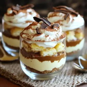 To make Minute Eggless Tiramisu Cups, you need a few key items. Here is what you will need: - 1 cup strong brewed coffee, cooled - 1 tablespoon unsweetened cocoa powder - 1/2 cup mascarpone cheese - 1 cup heavy whipping cream - 1/4 cup powdered sugar - 1 teaspoon vanilla extract - 1 package of ladyfinger cookies (savoiardi) - Dark chocolate shavings (for garnish) These ingredients help create a balanced and rich flavor. The coffee gives a bold taste, while the mascarpone adds creaminess. While the basic tiramisu cups are tasty on their own, you can add extra touches. Consider these optional garnishes: - Fresh berries for a fruity note - Mint leaves for a fresh twist - A drizzle of chocolate sauce for added sweetness These garnishes make your dessert look fancy and enhance the flavor. Choosing the best ingredients is key. Here are some tips: - Use freshly brewed coffee for the best flavor. Avoid instant coffee. - Select high-quality mascarpone cheese. It should be creamy and smooth. - Choose ladyfingers that are crisp. They should soak up the coffee without falling apart. - Pick unsweetened cocoa powder for a rich, chocolatey taste without added sugar. These tips will help you create a dessert that impresses everyone. Enjoy making your Minute Eggless Tiramisu Cups! {{ingredient_image_2}} First, you need to make the coffee mixture. Take one cup of strong brewed coffee and let it cool. In a shallow bowl, whisk the coffee with one tablespoon of unsweetened cocoa powder. Make sure the cocoa dissolves fully. This mixture adds rich flavor to your tiramisu. Set it aside for a few moments. Letting it sit enhances the taste. Now, grab a separate mixing bowl. Use an electric mixer to whip one cup of heavy cream. Start at medium speed until soft peaks form. This means the cream will hold a shape but is still soft. Next, add a quarter cup of powdered sugar and one teaspoon of vanilla extract. Keep mixing until you see stiff peaks. This is when the cream is thick and holds its shape well. Carefully fold in half a cup of mascarpone cheese with a spatula. Mix gently to keep the airiness of the whipped cream. You want a smooth blend but don&rsquo;t over-mix. It&rsquo;s time to layer everything. Quickly dip each ladyfinger into the coffee mixture for just 1 to 2 seconds. Don&rsquo;t soak them too long; you want them soft but not soggy. In small cups or dessert glasses, start with a layer of dipped ladyfingers. Next, add a generous layer of your mascarpone mixture. Repeat the layers until the cups are filled. Make sure the last layer is the mascarpone mix. This creates a nice finish on top. Once your cups are assembled, cover them with plastic wrap. Refrigerate for at least 30 minutes. This waiting time helps the flavors meld and the cups to set. Before serving, dust the top layer with cocoa powder for an extra touch. Add dark chocolate shavings for beauty and taste. Enjoy your delightful eggless tiramisu cups! Whipping cream can transform your tiramisu cups. Start with cold cream for better results. Use a clean bowl and beaters to avoid any unwanted flavors. Whip on medium speed until soft peaks form, which should take about 2-3 minutes. Then, slowly add powdered sugar and vanilla. Continue whipping until stiff peaks form. This will help your cream hold its shape in the dessert. Soaking ladyfingers can make or break your tiramisu. Dip each ladyfinger into the coffee mixture for just 1-2 seconds. If you soak them too long, they will become soggy. You want them to absorb flavor while still holding their shape. This balance is key for the best texture in your dessert. Presentation is important for any dessert. Use clear cups to show off the layers of your tiramisu. Dust cocoa powder on top just before serving for a lovely finish. Add dark chocolate shavings for extra flair. Serve on a decorative platter, and include a small spoon with each cup. This makes it feel special and inviting for your guests. Pro Tips Use Fresh Coffee: For the best flavor, make sure to brew your coffee fresh and allow it to cool before using it in the recipe. Room Temperature Mascarpone: Let the mascarpone cheese sit at room temperature for about 15 minutes before mixing. This will help it blend more smoothly with the whipped cream. Don&rsquo;t Over-Dip Ladyfingers: Quickly dip the ladyfingers in the coffee mixture to prevent them from becoming too soggy. A quick 1-2 seconds is all you need! Chill Before Serving: Allow the assembled tiramisu cups to chill in the refrigerator for at least 30 minutes. This helps the flavors meld and improves the overall texture. {{image_4}} You can swap mascarpone cheese for cream cheese. Use a 1:1 ratio for a similar texture. Mix in a little sugar to soften the flavor. Another option is ricotta cheese. Just blend it smooth before use. This will give your tiramisu a lighter feel without losing too much creaminess. Want a twist on classic tiramisu? Try adding different flavors. For coffee lovers, add a splash of espresso or coffee liqueur to the coffee mixture. If you enjoy fruit, mix in some pureed berries. This adds a fresh taste that pairs well with the cream. For a chocolate twist, use chocolate-flavored ladyfingers. You can also add a drop of mint extract for a refreshing touch. To make a vegan version, replace mascarpone cheese with silken tofu. Blend it until smooth and creamy. Use coconut cream instead of heavy cream. This will give a rich texture. For sweetening, use maple syrup or agave nectar. Dipping ladyfingers? Use vegan cookies or make your own. This way, you can enjoy a tasty tiramisu that fits your diet. Store your Minute Eggless Tiramisu Cups in the fridge. Use an airtight container to keep them fresh. Avoid stacking cups, as this can ruin the layers. If they are covered with plastic wrap, ensure the wrap does not touch the dessert. This helps prevent sogginess and keeps the top layer intact. The prepared tiramisu cups last up to three days in the fridge. The flavors deepen with time, which is a nice bonus. However, enjoy them within this time frame for the best taste and texture. After three days, the ladyfingers may lose their crispness, and the cream may separate. Freezing is possible, but it changes the texture. To freeze, wrap each cup tightly in plastic wrap and then in aluminum foil. This keeps out air and prevents freezer burn. They can last up to one month in the freezer. When ready to eat, thaw in the fridge overnight before serving. Keep in mind that the whipped cream may not be as fluffy after freezing. Yes, you can make this recipe without coffee. You can use warm milk or a non-caffeinated beverage instead. This change keeps the dessert tasty and light. Try using a flavored milk for added fun. Almond or vanilla milk adds nice flavors. You can adjust the sweetness in your tiramisu by adding or reducing powdered sugar. If you want it sweeter, add more sugar while whipping the cream. If you prefer it less sweet, cut back on the sugar. Always taste the mixture to find your perfect balance. If you can&rsquo;t find ladyfinger cookies, use sponge cake or pound cake. These options work well and provide a similar texture. Cut them into strips and soak them in the coffee mixture as you would with ladyfingers. For a gluten-free option, try gluten-free cookies or cake. You learned how to make quick eggless tiramisu cups. We covered essential ingredients and tips for picking the best ones. I gave you simple steps for preparing the coffee mixture and whipping the cream. You now know how to assemble and present these tasty treats. If you want to mix things up, I shared some fun variations too. Remember to store your tiramisu cups right for the best taste. Enjoy making this dessert for friends and family; they will love it!