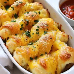 - 1 package (about 16 oz) of refrigerated pizza dough - 1 cup shredded mozzarella cheese - 1/2 cup grated Parmesan cheese These main ingredients form the base of your cheesy breadsticks. The pizza dough gives the breadsticks their fluffy texture. The mozzarella melts beautifully, while the Parmesan adds a rich flavor. - 2 tablespoons garlic powder - 2 tablespoons unsalted butter, melted - 1 tablespoon fresh parsley, finely chopped (optional for garnish) Garlic powder brings a warm, savory taste. The melted butter helps achieve a golden finish and enhances flavor. Chopped parsley adds a fresh pop of color, making the dish more inviting. - Salt and pepper to taste - Marinara sauce for dipping Salt and pepper elevate the taste of the breadsticks. Marinara sauce serves as a delicious dip, adding another layer of flavor. You can dip each breadstick for a gooey experience. {{ingredient_image_2}} - Preheat the oven to 375&deg;F (190&deg;C). - Roll out the pizza dough on a lightly floured surface. Aim for a rectangle about 1/4 inch thick. This thickness helps achieve a crispy texture. - Use a sharp knife or pizza cutter to slice the dough into strips. Each strip should be about 1 inch wide and 4 inches long. This size makes for easy handling. - In a mixing bowl, combine 1 cup of shredded mozzarella, 1/2 cup of grated Parmesan, 2 tablespoons of garlic powder, and a pinch of salt and pepper. Stir these ingredients until they mix well. - Take one dough strip and place a generous tablespoon of the cheese mixture down its center. Make sure to leave space at the edges. - Fold the dough over the cheese filling. Press the edges to seal tightly. Pinch the seams to lock in all that cheesy goodness. - Arrange the filled strips upright in a greased baking dish. Push them together gently to create that fun &ldquo;pull-apart&rdquo; effect. - Brush the tops of the dough sticks with melted butter. This step gives them a lovely golden finish. - Bake in the preheated oven for 15-20 minutes. Look for a golden brown color and bubbling cheese. - Once baked, take them out of the oven and let them cool for about 5 minutes. Optionally, sprinkle fresh parsley on top for a nice touch. - Serve warm with marinara sauce for dipping. Enjoy the gooey, cheesy delight! For the best pull-apart breadsticks, the dough needs to be just right. Roll your pizza dough to about 1/4 inch thick. This thickness gives you a crispy outside while keeping the inside fluffy. When you slice the dough into strips, make them about 1 inch wide and 4 inches long. This size makes it easy to fill and fold. When sealing the dough strips, make sure to press the edges well. Pinch them tightly to keep the cheese from leaking out during baking. If any cheese escapes, it can make a mess and reduce the cheesy goodness. Cheese is key to great flavor. While mozzarella is classic, try using different cheeses. Cheddar adds sharpness, while gouda brings a rich, smoky taste. Mix and match your favorites to find the perfect combo. Herbs and spices can take your breadsticks to the next level. Add garlic powder to the cheese mix for a savory kick. You can also sprinkle in some dried oregano or rosemary for extra flavor. Fresh herbs like parsley can brighten up the dish, making it even more inviting. These cheesy breadsticks pair wonderfully with marinara sauce. The rich sauce balances the cheesy flavor and adds a nice dip. Serve the breadsticks warm for the best taste. You can also get creative with serving. Try stacking them in a tall dish for a fun presentation. Or, place them on a large platter with a small bowl of marinara in the center. Fun shapes and colors make serving more exciting! Pro Tips Use Fresh Ingredients: Whenever possible, opt for fresh mozzarella and high-quality Parmesan cheese to enhance the flavor and texture of your breadsticks. Experiment with Flavors: Feel free to add herbs like oregano or basil to the cheese mixture for an extra layer of flavor that complements the cheesy goodness. Don&rsquo;t Rush the Cooling: Allow the breadsticks to cool for a few minutes before serving. This helps the cheese set slightly, making them easier to pull apart. Make Ahead: You can prepare the dough strips and filling in advance. Just assemble them and store in the fridge until you're ready to bake for an easy appetizer! {{image_4}} You can make your cheesy breadsticks even more exciting with some fun flavors. - For a spicy twist, add red pepper flakes to the cheese mix. This gives a nice kick. - Try mixing in herbs like rosemary or oregano for a fresh taste. Herbs add depth and aroma. If you need to follow a special diet, don&rsquo;t worry! There are options for you. - Use gluten-free pizza dough to make these breadsticks. Many brands taste just as good. - For a dairy-free option, try vegan cheese. It melts well and tastes great. Tailor your breadsticks to the season for even more fun. - During the holidays, add cranberries and sage for a festive touch. These flavors bring warmth. - In summer, include basil and sun-dried tomatoes. They add a fresh and bright taste that shines. These variations show that you can customize your breadsticks to match your mood and taste! To keep your cheesy breadsticks fresh, refrigerate them in an airtight container. This helps prevent them from drying out. They taste best within 2-3 days. If you want to save them longer, freezing is the way to go. Wrap each breadstick tightly in plastic wrap and place them in a freezer bag. They last up to 3 months in the freezer. Reheating your cheesy breadsticks is easy. The best method is to use the oven. Preheat it to 350&deg;F (175&deg;C). Place the breadsticks on a baking sheet. Heat for about 10-15 minutes until warm and crispy. You can also use a microwave. However, it may make them a bit soft. Heat them for 30 seconds to 1 minute. If you have time, the oven gives better texture. Can I use homemade pizza dough? Yes, you can use homemade pizza dough for these cheesy breadsticks. Just roll it out to about 1/4 inch thick. This thickness gives you that desired crispy texture. You can also control the flavors with your own herbs and spices. How do I know when the breadsticks are done? The breadsticks are done when they turn golden brown. You should see the cheese bubbling up, too. If you tap the sides, they should sound hollow. This means they are perfectly baked! Why did my cheese leak out? Cheese may leak out if you don't seal the edges tightly. Make sure to pinch the seams well. If you overfill the strips with cheese, it can also cause leaks. Less is more when it comes to filling! What&rsquo;s the best way to reheat leftovers? To reheat, use an oven set to 350&deg;F (175&deg;C). Place the breadsticks on a baking sheet for about 10 minutes. This method keeps them crispy. You can also microwave them, but they may lose some crunch. What dips pair well with cheesy breadsticks? Marinara sauce is a classic dip for cheesy breadsticks. You can also try ranch dressing or garlic butter. For a twist, pesto or spicy salsa can add new flavors. Can I prepare these breadsticks in advance? Yes, you can prepare the breadsticks ahead of time. Just fill and seal the dough strips, then cover and refrigerate them. Bake them fresh right before serving for the best taste! This guide covers all you need to know about making delicious cheesy breadsticks. You learned about the main and optional ingredients, preparation steps, and baking instructions. I shared tips for perfect texture and flavor enhancements. Variations cater to different tastes and dietary needs, and I included storage tips to keep your leftovers fresh. Enjoy experimenting with these recipes and creating your own perfect cheesy breadsticks!