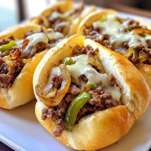 - 1 lb ground beef - 1 medium onion, thinly sliced - 1 medium green bell pepper, thinly sliced - 2 cloves garlic, minced - 1 tablespoon Worcestershire sauce - 4 hoagie rolls - 8 slices provolone cheese - 2 tablespoons olive oil These main ingredients form the heart of your Ground Beef Philly Cheesesteaks. The ground beef gives a rich base. The onion and bell pepper add sweetness and crunch. Garlic adds a nice kick. Worcestershire sauce brings depth to the flavor. Provolone cheese melts to create that gooey goodness. Finally, hoagie rolls hold everything together. - Mushrooms, thinly sliced - Jalape&ntilde;os, sliced for heat - Spinach or kale for added greens You can mix in optional ingredients to make your cheesesteaks unique. Mushrooms add earthiness. Jalape&ntilde;os give a spicy twist. Greens add nutrition and color. Feel free to get creative! - 1 teaspoon Italian seasoning - Salt to taste - Pepper to taste Seasoning is key to a tasty dish. Italian seasoning adds herbs and flavor. Use salt and pepper to enhance everything. Adjust these to match your taste. A pinch of each can make a big difference. Remember, the right seasonings turn a good meal into a great one! {{ingredient_image_2}} Start by heating 1 tablespoon of olive oil in a large skillet over medium heat. Add the thinly sliced onion and green bell pepper. Saut&eacute; these for about 5-7 minutes until they soften and caramelize. This step builds a sweet flavor. In the last minute, add 2 cloves of minced garlic. Stir it in just until you smell its amazing aroma. Once done, take the veggies out and set them aside. In the same skillet, add the other tablespoon of olive oil and turn the heat to medium-high. Toss in 1 pound of ground beef. Use a spatula to break the meat apart. Cook for 5-6 minutes until it turns brown and is fully cooked. If you see extra fat, drain it carefully. Now, stir in 1 tablespoon of Worcestershire sauce and 1 teaspoon of Italian seasoning. Add salt and pepper to taste. Mix well and let it cook for 2-3 more minutes. This allows all the flavors to blend. Next, return the saut&eacute;ed onions and peppers to the skillet with the beef. Stir everything together until well mixed. Preheat your broiler. Prepare a baking sheet with 4 hoagie rolls. Spoon the beef and veggie mix into each roll. Top each with 2 slices of provolone cheese. Place the baking sheet under the broiler for 2-3 minutes, until the cheese melts and bubbles. Keep an eye on it to prevent burning. Once ready, take it out and let it cool for a minute. Your ground beef Philly cheesesteaks are now ready to eat! Enjoy every cheesy bite! To make your Ground Beef Philly cheesesteaks shine, use fresh ingredients. Fresh onions and peppers add great taste. Don&rsquo;t skip the Worcestershire sauce; it gives a nice depth to the beef. Use a good amount of salt and pepper, too. This mix helps bring out all the flavors. If you want extra flavor, try adding a pinch of smoked paprika. It adds a great touch. One common mistake is overcooking the beef. Cook it just until it's browned. This keeps your cheesesteaks juicy. Also, don&rsquo;t drown the meat in sauce. A tablespoon of Worcestershire is enough. Another mistake is not watching the broiler. Cheese can burn quickly, so keep an eye on it. Finally, don&rsquo;t skip letting the veggies cool before mixing them. This helps keep their crispness. Serve these cheesesteaks with fries or a side salad. For a fun twist, try adding pickled jalape&ntilde;os for some heat. You can also offer extra cheese on the side for those who love it. Pair this meal with a cold drink, like lemonade or iced tea. Enjoying these cheesesteaks hot right out of the oven is the best way to savor them. Pro Tips Choose the Right Beef: For an authentic cheesesteak flavor, consider using a blend of ground beef with a higher fat content, such as 80/20, to ensure juiciness and flavor. Experiment with Cheese: While provolone is classic, feel free to mix in other cheeses like mozzarella or even Cheez Whiz for a different flavor profile. Add More Veggies: To enhance the nutritional value, consider adding mushrooms or jalape&ntilde;os to the mixture for extra flavor and texture. Broiling Tips: Keep a close eye on the cheese while broiling; it can go from perfectly melted to burnt very quickly. A high rack position helps achieve a nice bubbling effect. {{image_4}} You can switch up the cheese for your Ground Beef Philly Cheesesteaks. Provolone is classic, but try mozzarella for a stretchier bite. American cheese melts nicely and adds creaminess. For a bolder flavor, use pepper jack cheese. It gives a nice kick! Want to skip the meat? You can make a tasty vegetarian version. Use mushrooms, lentils, or chickpeas instead of ground beef. Saut&eacute; them with your onions and peppers for a hearty mix. Add the same seasonings for great flavor. Top with cheese or a vegan alternative to complete it! Love spice? Add jalape&ntilde;os or chili flakes to your beef mix. They will give your cheesesteak a nice heat. You can also use hot sauce in the mixture for extra flavor. Don&rsquo;t forget to taste as you go to find your perfect spice level! To store leftovers, first let the cheesesteaks cool down. Place them in an airtight container. You can keep them in the fridge for up to three days. Make sure to separate the rolls from the filling to keep everything fresh. Reheat your cheesesteaks in the oven for best results. Preheat the oven to 350&deg;F (175&deg;C). Place the cheesesteaks on a baking sheet. Heat them for about 10 minutes or until warm. You can also use a microwave, but the oven keeps the rolls crisp. If you want to freeze them, wrap each cheesesteak tightly in plastic wrap. Place the wrapped cheesesteaks in a freezer bag. They can last up to three months in the freezer. When ready to eat, thaw them in the fridge overnight before reheating. Yes, you can switch the ground beef. Ground turkey or chicken works well, too. They are leaner and still tasty. You can also try steak strips for a classic feel. Just remember to adjust the cooking time. Ground meat cooks faster than steak. These cheesesteaks pair great with many sides. Try serving them with crispy fries or onion rings. You can also add a simple salad for a fresh crunch. Another option is coleslaw, which adds a nice creaminess. Don&rsquo;t forget some pickles on the side for a zesty kick! Making these cheesesteaks ahead is easy. Cook the beef and veggies, then store in the fridge. You can keep them for about three days. When ready to eat, just reheat the filling. Spoon it into the rolls and melt the cheese under the broiler. Enjoy your quick meal! You learned about the key ingredients for Ground Beef Philly Cheesesteaks, from vegetables to seasonings. I shared steps for cooking, combining, and melting. We covered tips for great flavor and common mistakes to watch. Variations included cheese options and spicy additions. Finally, I provided storage info and answered your questions. Remember, the right ingredients and techniques make all the difference. Enjoy making your perfect cheesesteaks!