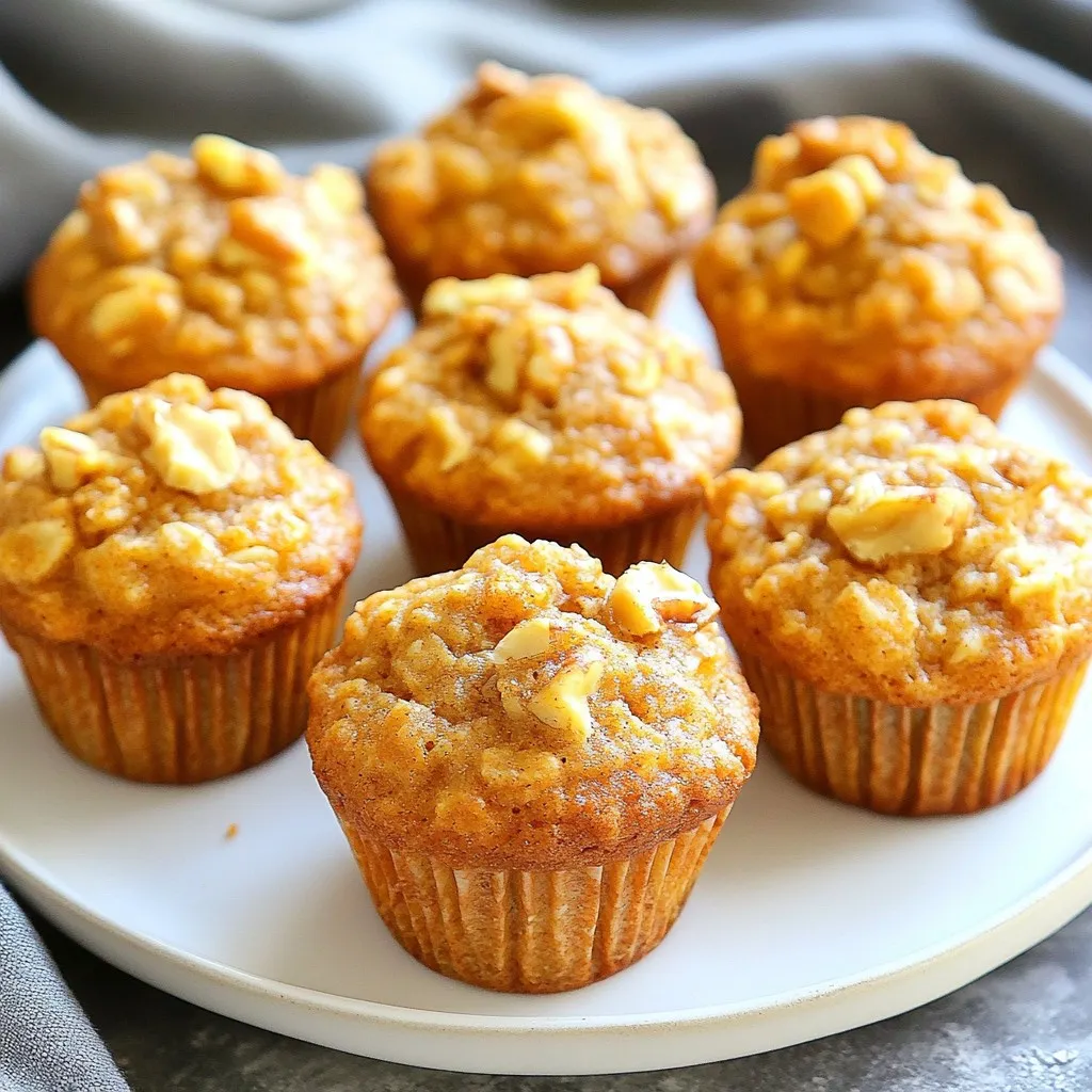 These muffins are simple and packed with flavor. Here’s what you need: - 1 cup rolled oats - 1 cup freshly grated carrots - 1/2 cup all-purpose flour - 1/2 cup packed brown sugar - 1 teaspoon baking powder - 1/2 teaspoon baking soda - 1/2 teaspoon ground cinnamon - 1/4 teaspoon ground nutmeg - 1/4 teaspoon salt - 1/3 cup unsweetened applesauce - 1/4 cup milk (or your favorite plant-based alternative) - 1 large egg - 1 teaspoon vanilla extract These ingredients work together to create a moist and tasty muffin. The oats give a hearty texture, while the carrots add moisture and sweetness. If you want to make these muffins even more exciting, consider adding: - 1/2 cup chopped walnuts - 1/2 cup raisins These add-ins provide delightful crunch and sweetness. You can mix and match as you like. Feel free to experiment! Not all ingredients need to be set in stone. Here are some easy swaps: - All-purpose flour: Use whole wheat flour for more fiber. - Brown sugar: Swap with coconut sugar for a lower glycemic index. - Milk: Almond milk or oat milk works well if you prefer plant-based options. - Egg: Use a flax egg (1 tablespoon ground flaxseed mixed with 2.5 tablespoons water) for a vegan option. These substitutions keep the muffins healthy and flavorful while catering to your needs. You can enjoy these muffins in many ways! {{ingredient_image_2}} To start, set your oven to 350°F (175°C). This step is key for even baking. Next, prepare your muffin tin. You can use paper liners or grease the cups lightly. This keeps the muffins from sticking. In a large mixing bowl, add the following dry ingredients: - 1 cup rolled oats - 1 cup freshly grated carrots - 1/2 cup all-purpose flour - 1/2 cup packed brown sugar - 1 teaspoon baking powder - 1/2 teaspoon baking soda - 1/2 teaspoon ground cinnamon - 1/4 teaspoon ground nutmeg - 1/4 teaspoon salt Mix these well until all the dry bits are combined. In a separate bowl, whisk the wet ingredients: - 1/3 cup unsweetened applesauce - 1/4 cup milk (or any plant-based alternative) - 1 large egg - 1 teaspoon vanilla extract Make sure this mixture is smooth. Now, pour it into the bowl with the dry ingredients. Use a spatula or wooden spoon to mix gently. You want to just combine everything. If you want to add some fun flavors, include 1/2 cup chopped walnuts or raisins at this point. When mixing, be careful not to overdo it. Lumps in the batter are okay. This helps keep the muffins fluffy. You just want to combine the wet and dry ingredients. The batter should look thick but pourable. If the batter feels too dry, add a splash of milk. If it's too wet, sprinkle in a touch more flour. Balance is key for the best texture. Now, divide the batter into your prepared muffin cups. Fill each cup about two-thirds full. This gives the muffins room to rise without overflowing. Place the muffin tin in the oven. Bake for 20 to 25 minutes. To check if they are done, insert a toothpick into the center of a muffin. If it comes out clean, they are ready. If it has batter on it, bake a few more minutes. Once done, let the muffins cool in the pan for about 5 minutes. Then, move them to a wire rack. This cooling step helps them firm up and makes them easier to handle. Enjoy your baking! To store leftover muffins, wait until they cool completely. Place them in an airtight container. This keeps them fresh for up to three days at room temperature. If you want to keep them longer, think about freezing. Freezing muffins is simple. Wrap each muffin in plastic wrap or foil. Then, place them in a freezer bag. Remove as much air as you can. They will stay good for up to three months. When you want one, just thaw it overnight in the fridge. You can easily change this recipe to fit your needs. Use gluten-free flour if you need gluten-free muffins. For a vegan option, replace the egg with a flax egg. Just mix one tablespoon of ground flaxseed with three tablespoons of water and let it sit for five minutes. You can also swap milk for a plant-based milk like almond or oat milk. Want more flavor? Add spices like ginger or nutmeg. Pro Tips Fresh Grate Your Carrots: For the best texture and flavor, use freshly grated carrots rather than pre-packaged. This enhances moisture and sweetness in your muffins. Mix Gently: When combining wet and dry ingredients, mix just until combined to keep your muffins light and fluffy. Overmixing can lead to dense muffins. Customize Flavor: Feel free to experiment with spices! Adding a pinch of ginger or cloves can elevate the flavor profile of your muffins. Storage Tips: Store leftover muffins in an airtight container at room temperature for up to 3 days, or freeze them for up to 3 months for a quick snack later. {{image_4}} You can boost the nutrition of your One-Bowl Carrot Oatmeal Muffins in easy ways. Here are some ideas: - Chia seeds: Add 2 tablespoons to get more fiber and omega-3s. - Flaxseed meal: Mix in 2 tablespoons for extra nutrients and a nutty flavor. - Greek yogurt: Substitute half of the milk with plain Greek yogurt for creaminess and protein. - Spinach: Fold in a handful of finely chopped spinach for added vitamins. These additions make your muffins even healthier without changing the taste much. Seasonal ingredients can bring new life to your muffins. Try these ideas: - Pumpkin: Swap half of the carrots with pumpkin puree in fall. - Zucchini: Replace some carrots with grated zucchini in summer for a fresh twist. - Apple: Add 1 cup of finely chopped apples for a sweet crunch in autumn. - Cranberries: Mix in 1/2 cup of dried cranberries for a tart flavor during the holidays. These variations keep your muffins exciting and delicious throughout the year. To make these muffins gluten-free, you can easily swap out the all-purpose flour. Here’s how: - Gluten-free all-purpose flour: Use a 1:1 gluten-free flour blend to replace regular flour. - Almond flour: Substitute half of the all-purpose flour with almond flour for a rich flavor. - Oats: Make sure to use certified gluten-free oats to avoid cross-contamination. With these swaps, you can enjoy these muffins without gluten while still savoring their yummy taste. To keep your muffins fresh, store them in an airtight container. Line the container with a paper towel to absorb excess moisture. This step helps maintain their texture. Place the muffins in a single layer if possible. If you have many muffins, separate layers with more paper towels. These muffins last for about 3 to 5 days at room temperature. They can stay fresh for up to a week in the fridge. If you freeze them, they can last up to three months. Just make sure to wrap them tightly in plastic wrap or foil before freezing. To reheat, use the microwave for about 10 to 15 seconds. This warms them up quickly without drying them out. If you prefer a crispier texture, pop them in the oven at 350°F (175°C) for about 5 to 10 minutes. This method brings back their fresh-baked flavor. Enjoy your muffins warm for the best taste experience! Yes, you can use quick oats instead of rolled oats. Quick oats cook faster and will give your muffins a slightly different texture. The muffins may be a bit softer. If you prefer a heartier muffin, stick with rolled oats. They hold their shape better and give a nice chew to each bite. Absolutely! To make these muffins vegan, you can replace the egg with a flax egg. Mix one tablespoon of ground flaxseed with three tablespoons of water. Let it sit for five minutes until it thickens. Also, use a plant-based milk instead of regular milk. The rest of the recipe stays the same. You’ll still get delicious muffins! To check if the muffins are done, insert a toothpick into the center of one muffin. If it comes out clean, they are ready. If there’s wet batter on the toothpick, bake them a little longer. Keep an eye on them to avoid overbaking. Once they are golden brown, they are perfect! You now have a complete guide to making one-bowl carrot oatmeal muffins. We covered key ingredients, preparation, and baking steps. You learned tips for storage, freezing, and customizing the recipe. Plus, we explored variations and answered common questions. These muffins are not just tasty; they fit many needs. Enjoy creating your own delicious treats, and don’t hesitate to experiment! Happy baking!