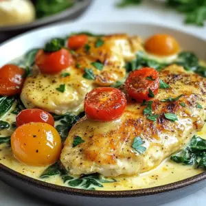 When making a Cream Cheese Chicken Skillet, you need simple, fresh ingredients. Here&rsquo;s the list: - 4 boneless, skinless chicken breasts - 8 oz cream cheese, softened to room temperature - 1 cup chicken broth (low-sodium preferred) - 1 cup fresh spinach, roughly chopped - 1 cup cherry tomatoes, halved - 1 tablespoon extra virgin olive oil - 1 teaspoon garlic powder - 1 teaspoon onion powder - Salt and black pepper to taste - Fresh parsley, chopped, for garnish These ingredients come together to create a rich and tasty meal. The chicken gives a nice protein base. Cream cheese adds a creamy texture that pairs well with the fresh spinach and tomatoes. Using low-sodium chicken broth keeps the dish balanced and tasty. Make sure your cream cheese is at room temperature. This helps it melt easily into the sauce. Fresh spinach and cherry tomatoes bring color and nutrition. Garnishing with parsley adds a fresh touch to the dish. Gather these items before you start cooking. This way, you can focus on making a delicious meal. Happy cooking! {{ingredient_image_2}} Start by seasoning the chicken breasts. Use garlic powder, onion powder, salt, and black pepper. Make sure to coat both sides evenly. Uniform seasoning helps the chicken cook with great flavor throughout. Next, heat a large skillet over medium-high heat. Add a tablespoon of olive oil. Once hot, carefully place the seasoned chicken breasts in the skillet. Cook each side for about 6-7 minutes. The chicken is done when it reaches an internal temperature of 165&deg;F. Remove the chicken and keep it warm on a plate. Lower the heat to medium. Now, add 8 ounces of softened cream cheese to the same skillet. Pour in 1 cup of chicken broth slowly. Stir continuously until the cream cheese melts into a rich and creamy sauce. This mixture binds the flavors together nicely. It's time to add some color and nutrition. Toss in 1 cup of roughly chopped spinach and 1 cup of halved cherry tomatoes. Cook them for about 2-3 minutes. Stir occasionally until the spinach wilts and the tomatoes soften. This step releases their bright flavors. Return the seared chicken to the skillet. Spoon the creamy sauce and vegetables over the chicken. Allow it to simmer for about 5 minutes. This lets all the flavors meld together beautifully. When ready, take the skillet off the heat. Garnish with fresh parsley for a pop of color. For serving, you can dish it directly from the skillet or transfer it to a nice serving dish. Pair it with crusty bread or fluffy rice for a complete meal. To get the right creamy sauce, start with softened cream cheese. Cold cream cheese can lead to lumps. Mix it with chicken broth on low heat. Stir slowly to blend them well. The sauce should be smooth and thick. If it feels too thick, add a bit more broth. To avoid lumps, take your time when stirring. A whisk works great for mixing. If you still see lumps, use an immersion blender. This tool can make the sauce silky. To boost flavor, try adding spices like paprika or cayenne. A pinch of Italian herbs can also add depth. Fresh herbs like basil or thyme work wonders too. They bring a fresh taste that pairs well with cream cheese. Balancing the richness is key. A splash of lemon juice or vinegar can help. This acidity cuts through the creaminess and brightens the dish. It makes every bite more exciting. Always check the chicken's doneness with a meat thermometer. The safe temp is 165&deg;F (75&deg;C). This ensures your chicken is cooked well and safe to eat. For juicy chicken, do not overcook it. Keep an eye on the cooking time. Sear each side for 6-7 minutes. Letting the chicken rest for a few minutes helps keep it moist. This simple step makes a big difference in taste. Pro Tips Perfectly Cooked Chicken: Ensure the chicken breasts are all of similar thickness for even cooking. If necessary, pound them to an even thickness before seasoning. Customize the Sauce: Feel free to add a splash of white wine or lemon juice to the sauce for an extra layer of flavor that complements the creaminess. Vegetable Variations: You can substitute the spinach and tomatoes with other vegetables like bell peppers or zucchini for a different twist. Just adjust the cooking time accordingly. Storing Leftovers: Store any leftovers in an airtight container in the refrigerator for up to 3 days. Reheat gently on the stove to retain creaminess. {{image_4}} You can easily swap ingredients to match your taste. Try turkey or chicken thighs instead of chicken breasts. Thighs offer more flavor and stay juicy. If you want different veggies, consider bell peppers, zucchini, or mushrooms. These choices add color and taste. Use what you like best! Experiment with different cheeses for a new twist. Cream cheese is great, but cheddar or feta can change the dish. You can also add spices or marinades before cooking. Garlic, paprika, or even a dash of mustard can enhance flavor. Infusing these elements makes the dish even more exciting. You don&rsquo;t have to stick to the skillet. An oven-baked version works well, too. Preheat your oven to 375&deg;F (190&deg;C), then bake the chicken in a dish with the cream cheese and broth for about 25-30 minutes. For a slow cooker, add all the ingredients and cook on low for 4-6 hours. This method makes the chicken tender and full of flavor. To keep your Cream Cheese Chicken Skillet fresh, store leftovers right away. Place the chicken and sauce in an airtight container. This helps avoid drying out. I recommend using glass containers. They are durable and do not retain odors. When reheating, use the stovetop for the best results. Low heat works well to warm it up slowly. Stir often to prevent sticking. Add a splash of chicken broth if the sauce thickens too much. This keeps the creaminess intact and delicious. You can freeze this dish! First, let it cool completely. Then, transfer it to a freezer-safe container. Make sure to label it with the date. When ready to eat, thaw it in the fridge overnight. Reheat as mentioned above for a tasty meal. A Cream Cheese Chicken Skillet is a creamy, one-pan dish that features chicken, cream cheese, and fresh veggies. This dish cooks quickly and uses simple ingredients. It has gained popularity for its rich flavor and easy cleanup. The silky sauce from cream cheese and broth coats the chicken and veggies, making each bite delicious. Yes, you can use low-fat cream cheese. However, it may change the texture a bit. Low-fat cream cheese might not melt as smoothly. The flavor can also be less rich, but it still works well in this dish. You can serve a variety of sides with this chicken skillet. Here are some great ideas: - Steamed rice - Crusty bread - Roasted vegetables - A fresh green salad These sides pair well with the creamy chicken and add color to your plate. This dish takes about 30 minutes in total. You will spend about 10 minutes prepping ingredients. Cooking the chicken and making the sauce takes around 20 minutes. This quick time makes it great for busy weeknights. Yes, this recipe is great for meal prep. You can make it in advance and store it in the fridge. Just keep the chicken and sauce in a good container. Reheat it on the stove or in the microwave before serving. This way, you can enjoy a tasty meal anytime! This recipe shows you how to make a creamy chicken skillet with ease. We covered all ingredients, step-by-step instructions, and helpful tips. You learned how to perfect flavor and texture. Variations let you customize the dish to suit your taste. Remember to store leftovers properly for later enjoyment. This meal is perfect for busy days and impressing guests. Try it out and enjoy the creamy goodness!