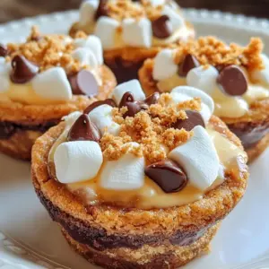 To make s'mores cookie cups, gather these key items: - 1 cup all-purpose flour - 1/2 teaspoon baking soda - 1/4 teaspoon salt - 1/2 cup unsalted butter, softened - 1/2 cup granulated sugar - 1/2 cup brown sugar, packed - 1 large egg - 1 teaspoon pure vanilla extract - 1 cup graham cracker crumbs - 1 cup semi-sweet or milk chocolate chips - 1 cup mini marshmallows - Additional graham cracker crumbs for garnish You can swap some ingredients if needed. Here are some ideas: - Use coconut flour for a gluten-free option. - Substitute vegan butter for a dairy-free version. - Replace granulated sugar with coconut sugar for a healthier choice. - You can use egg replacers like flaxseed meal or applesauce if you need to avoid eggs. - For a different flavor, try white chocolate chips instead of semi-sweet. These swaps can fit many dietary needs while still keeping your cookie cups tasty! To make these treats, you&rsquo;ll need a few basic tools: - Standard muffin tin - Mixing bowls (1 large and 1 small) - Electric mixer or whisk - Spatula for folding - Measuring cups and spoons - Baking sheet for cooling Having these items ready will help your baking go smoothly. {{ingredient_image_2}} Start by setting your oven to 350&deg;F (175&deg;C). This is the perfect temperature for baking. Next, take a standard muffin tin and lightly grease each cup. This step helps the cookie cups pop out easily once baked. In a large bowl, combine 1/2 cup of softened unsalted butter, 1/2 cup of granulated sugar, and 1/2 cup of brown sugar. Use an electric mixer to mix these on medium speed. Keep mixing until the mix looks light and fluffy. This usually takes about two minutes. Now, add 1 large egg and 1 teaspoon of pure vanilla extract. Beat these in well until the mix is smooth. In a small bowl, whisk together 1 cup of all-purpose flour, 1/2 teaspoon of baking soda, and 1/4 teaspoon of salt. Once mixed, slowly add this dry mix into the wet ingredients. Use low speed to combine them. Mix just until you see no dry flour. Next, gently fold in 1 cup of graham cracker crumbs and 1 cup of chocolate chips. Make sure they are well mixed. Scoop about a tablespoon of dough into each muffin tin cup. Press down lightly to form a base. Place the muffin tin in the oven and bake for about 10 minutes. You want the edges to turn lightly golden brown. After baking, take the muffin tin out of the oven. Immediately press a few mini marshmallows into the center of each cookie cup. They should sink slightly into the warm cookie. Put the tin back in the oven for another 3-4 minutes. Watch for the marshmallows to puff up and turn a nice golden brown. This step makes them gooey and delicious! To keep your cookie cups soft, avoid overmixing the dough. When you add dry ingredients, mix until you see no flour. Stop as soon as it comes together. Overmixing can make the cookie cups tough. Trust me, a gentle touch makes all the difference in texture. Baking time is key for the right texture. Bake for about 10 minutes first. Look for edges that are light brown. Then, add marshmallows and bake for another 3-4 minutes. You want them puffed and golden. Keep an eye on them, as ovens can vary. Timing can change the whole treat! Cooling is just as important as baking. Let the cookie cups cool in the pan for 10 minutes. This helps them set and prevents crumbling. After that, move them to a wire rack. This allows air to flow, which keeps them from getting soggy. Enjoy the perfect texture with these simple cooling tips! Pro Tips Chill the Dough: For a thicker cookie cup, chill the dough in the refrigerator for about 30 minutes before scooping it into the muffin tin. Use Fresh Marshmallows: For the best texture and flavor, use fresh mini marshmallows. Stale marshmallows can result in a chewy, less appealing finish. Experiment with Chocolate: Try using different types of chocolate chips, such as dark chocolate or white chocolate, to customize the flavor of your cookie cups. Presentation Matters: Consider garnishing with chocolate drizzle or extra graham cracker crumbs for an eye-catching presentation that enhances the s'mores theme. {{image_4}} You can easily switch the type of chocolate in your S&rsquo;mores cookie cups. Try using dark chocolate for a richer taste. If you love milk chocolate, that works too! You can even use white chocolate for a fun twist. Each chocolate type gives a new flavor to the cups. You can mix and match to find your favorite. Adding flavors can make your cookie cups even better. Nutella adds a creamy, hazelnut taste. Just spoon a little into the center before baking. Peanut butter is another great choice. You can use it in the dough or add a dollop in the middle. Don't forget to try caramel for an extra sweet touch. Each addition brings a new layer of fun! You can change your cookie cups for holidays. In winter, add peppermint extract to the dough for a festive touch. Top with crushed candy canes for some crunch. In fall, mix in pumpkin spice for a cozy flavor. You can use different toppings for each season. This keeps your treats exciting all year round! To keep your S&rsquo;mores cookie cups fresh, store them in an airtight container. Place parchment paper between layers to prevent sticking. These treats will last for about 3 to 5 days on the counter. If you want to keep them longer, consider refrigeration. This will help them stay soft and tasty. If your cookie cups lose their softness, you can easily bring them back to life. Just place them in the microwave for 10-15 seconds. This will warm them up and make them gooey again. Be careful not to overheat. You want them warm, not hot. To enjoy these cookie cups later, freezing is a great option. First, let them cool completely. Then, wrap each cookie cup in plastic wrap. After that, put them in a freezer-safe bag or container. They can last up to three months in the freezer. When you're ready to eat, just thaw them in the fridge or at room temperature. Reheat if you like them warm! Yes, you can make these cookie cups gluten-free. Use a gluten-free flour blend instead of all-purpose flour. The texture will still be nice and chewy. Just check that your other ingredients are also gluten-free. These cookie cups last about 3 to 4 days when stored in an airtight container. They taste best fresh but still hold up well for a few days. If you can&rsquo;t find mini marshmallows, you can use regular marshmallows. Just cut them into smaller pieces. You can also try using marshmallow fluff for a different texture. Yes, you can prepare the dough in advance. Just wrap it tightly in plastic wrap and store it in the fridge for up to 2 days. When ready, scoop and bake as normal. To get the marshmallows perfectly toasted, watch them closely while baking. They should puff up and turn golden. Bake for 3 to 4 minutes after pressing them into the cups. In this post, we explored making delicious cookie cups. We covered essential ingredients, equipment, and step-by-step instructions. I shared tips to avoid mistakes and suggestions for tasty variations. After baking, I explained the best ways to store cookie cups for later enjoyment. Now, you can enjoy these treats anytime! Get creative with flavors and storage. Happy baking!