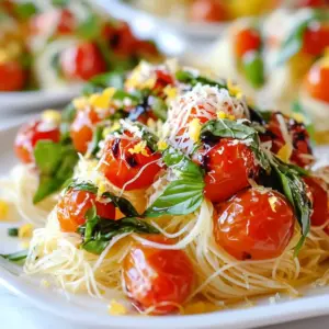 - 8 ounces angel hair pasta - 1 cup cherry tomatoes, halved - 1 cup fresh basil leaves, tightly packed - 3 cloves garlic, finely minced - 1 tablespoon extra virgin olive oil - 1 teaspoon red pepper flakes - 1/4 cup grated Parmesan cheese - Zest of 1 lemon - 1 tablespoon balsamic glaze When I create Min Tomato Basil Angel Hair Pasta, I focus on fresh, simple ingredients. Angel hair pasta cooks quickly and has a light texture. Cherry tomatoes add sweetness and a pop of color. Fresh basil gives a fragrant touch and bright flavor. For flavor, I use garlic. It brings warmth to the dish. Extra virgin olive oil adds richness, while red pepper flakes bring a gentle heat. Adjust the flakes based on your spice preference. Garnishes can elevate your meal. Grated Parmesan cheese adds creaminess. Lemon zest gives a fresh zing, and balsamic glaze offers a sweet contrast. Each garnish enhances the dish and makes it special. {{ingredient_image_2}} - Bring a large pot of salted water to a boil. - Add 8 ounces of angel hair pasta. - Cook until al dente, about 4-5 minutes. - Set aside 1/2 cup of pasta water before draining. - Drain the pasta and keep it warm in the pot. - Heat 1 tablespoon of extra virgin olive oil in a skillet over medium heat. - Add 3 cloves of finely minced garlic to the pan. - Saut&eacute; for about 1 minute until the garlic smells good but does not brown. - Incorporate 1 cup of halved cherry tomatoes into the skillet. - Add 1 teaspoon of red pepper flakes based on your heat preference. - Cook for 3-4 minutes, stirring occasionally until the tomatoes soften. - Toss in the cooked angel hair pasta to the skillet. - Gradually add the reserved pasta water, mixing until a light sauce forms. - Fold in 1 cup of fresh basil leaves and a pinch of salt and pepper. - Drizzle with 1 tablespoon of balsamic glaze before serving. - To avoid overcooking, check the pasta at 4 minutes. - Angel hair cooks fast. You want it al dente, firm to the bite. - Always reserve some pasta water. It helps the sauce stick and adds flavor. - Adjust the red pepper flakes to match your heat preference. - Fresh herbs like parsley or chives can boost the taste. - Try adding a pinch of oregano for a warm, earthy note. - Serve the pasta in warm bowls for a cozy look. - Garnish with fresh basil and lemon zest for color. - A drizzle of balsamic glaze adds a nice shine and flavor. Pro Tips Use Fresh Ingredients: The quality of the tomatoes and basil greatly affects the flavor of the dish. Opt for ripe, in-season cherry tomatoes and fresh basil for the best results. Adjust the Spice Level: Feel free to modify the amount of red pepper flakes based on your heat preference. Start with a smaller amount and add more if you like extra heat. Perfect Pasta Cooking: To ensure the pasta is cooked perfectly, taste it a minute before the suggested cooking time on the package. It should be tender but still firm to the bite. Garnish for Presentation: A drizzle of balsamic glaze and a sprinkle of lemon zest not only adds flavor but also enhances the visual appeal of your dish, making it look more enticing. {{image_4}} You can add protein to your Min Tomato Basil Angel Hair Pasta for a heartier meal. Grilled chicken is a great option. It adds flavor and helps fill you up. Simply slice the chicken and toss it in with the pasta before serving. Shrimp is another tasty choice. Just saut&eacute; the shrimp in olive oil until it turns pink. Mix it in with the pasta for a seafood twist. If you want a vegetarian option, try adding chickpeas. They are rich in protein and give a nice texture. Just add a can of drained chickpeas when you mix in the pasta. Adding vegetables can brighten the dish and boost nutrition. Spinach is a lovely choice. It wilts nicely when added to the hot pasta. Just toss in a handful right before serving for a fresh taste. Arugula also works well. It has a peppery bite that adds depth. You can mix it in at the end, just like spinach. Feel free to use other seasonal vegetables too. Zucchini, bell peppers, or asparagus can all add color and flavor. Just chop them up and saut&eacute; them with the garlic and tomatoes. If you need gluten-free options, you can use gluten-free angel hair pasta. Many brands make great substitutes that cook up well. Look for brands like Banza or Barilla, which are popular choices. You can also try spiralized vegetables, such as zucchini noodles. They provide a fun twist and are low in carbs. Just saut&eacute; them briefly and mix with your sauce for a fresh take on the dish. To store leftover Min Tomato Basil Angel Hair Pasta, use an airtight container. This keeps the flavors fresh and prevents drying out. Place the pasta in the fridge within two hours of cooking. Leftovers stay fresh for up to three days. If you want to keep it longer, consider freezing it. The best way to reheat pasta is on the stove. Add a splash of water or olive oil to a skillet over low heat. Stir often to avoid sticking. You can also use a microwave. Place the pasta in a microwave-safe bowl with a little water. Cover it with a damp paper towel. Heat in short intervals, stirring in between. This keeps the pasta moist. Avoid overcooking, as this can make the pasta mushy. For longer storage, you can freeze the pasta. Use a freezer-safe container and store it for up to three months. To reheat, let it thaw overnight in the fridge. For quick lunches, pack it with some extra cherry tomatoes and a side of basil. This makes a tasty and easy meal. It takes about 25 minutes to make this dish. You need 10 minutes to prep and around 15 minutes to cook. The angel hair pasta cooks quickly, usually in 4-5 minutes. Yes, you can prepare parts of the dish ahead. Cook the pasta and store it in the fridge. Saut&eacute; the garlic and tomatoes, then mix everything right before serving. This keeps the pasta fresh and tasty. If you lack fresh basil, you can use dried basil. Use about one tablespoon of dried basil. You could also try parsley or oregano for a different taste. These herbs can give a nice flavor to your dish. Yes, this recipe is perfect for vegetarians. It contains no meat or animal products, making it a great choice for anyone who avoids meat. You can use different pasta types if you like. Spaghetti or fettuccine works well. Just adjust the cooking time based on the type of pasta you choose. Enjoy exploring new flavors! This blog post covered a simple and fresh recipe for Min Tomato Basil Angel Hair Pasta. We explored key ingredients, from angel hair pasta to cherry tomatoes and basil. I shared how to cook the pasta and create a flavorful sauce with garlic and red pepper flakes. Remember to reserve your pasta water for the best texture. Feel free to tweak the recipe by adding proteins or vegetables. Store leftovers wisely, and enjoy this dish as an easy meal prep option. Enjoy every bite!