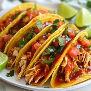 To make these tasty tacos, you need: - 2 cups cooked chicken, shredded - 1/2 cup honey - 1/4 cup soy sauce (or tamari for a gluten-free option) - 2 cloves garlic, minced - 1 tablespoon rice vinegar - 1 teaspoon ground ginger - 1 teaspoon paprika - 1/4 teaspoon freshly ground black pepper - 8 small corn or flour tortillas - 1 cup shredded cabbage (either green or purple for color) - 1/2 cup diced ripe tomatoes - 1/4 cup fresh cilantro, chopped - Lime wedges for serving These ingredients create a sweet and tangy flavor explosion. The honey pairs perfectly with garlic and soy sauce. The chicken absorbs all the sauce, making each bite delicious. You can add your own twist with these options: - Avocado slices for creaminess - Jalape&ntilde;os for a spicy kick - Cheese for extra richness - Sour cream for a cool touch Feel free to mix and match these extras. They can make your tacos even more fun and tasty. This recipe can fit different diets. If you need gluten-free tacos, use tamari instead of soy sauce. Choose corn tortillas for a gluten-free option. To make it low-calorie, use less honey or switch to a sugar-free sauce. These tips help everyone enjoy Honey Garlic BBQ Chicken Tacos! {{ingredient_image_2}} To start, grab a medium saucepan. Add the following ingredients: - 1/2 cup honey - 1/4 cup soy sauce - 2 cloves garlic, minced - 1 tablespoon rice vinegar - 1 teaspoon ground ginger - 1 teaspoon paprika - 1/4 teaspoon black pepper Mix these well. Place the saucepan on medium heat. Stir the mix often. Let it heat until it simmers. This should take about 5 minutes. The sauce will thicken and taste great. Now, add 2 cups of shredded chicken to the sauce. Stir well to coat all the chicken. Cook it for about 2 to 3 minutes. This warms the chicken and lets it soak up the sauce. While the chicken cooks, warm 8 small tortillas. You can use a skillet for this. Heat each side for about 30 seconds. Or, you can microwave them for 20 seconds. Next, take a warm tortilla. Place a spoonful of honey garlic chicken in the center. Add shredded cabbage on top. Then, sprinkle diced tomatoes and chopped cilantro. For the final touch, squeeze fresh lime juice over the tacos. Enjoy your tasty creation! To get the sauce just right, heat it gently. Mix honey, soy sauce, garlic, rice vinegar, ginger, paprika, and pepper in a pan. Stir often until it simmers. Let it cook for about five minutes. This step helps the sauce thicken and blend flavors well. If you want a thicker sauce, let it simmer longer. Keep an eye on it, so it doesn't burn. A good sauce should coat the chicken nicely, adding flavor to every bite. When choosing tortillas, think about flavor and texture. Corn tortillas have a nice, earthy taste. They are gluten-free and work well with the BBQ chicken. Flour tortillas are softer and more chewy. They hold up well and can hold more filling. Both options are great, but I lean towards corn for this recipe. They add a nice crunch that contrasts with the tender chicken. Warm them up before serving to make them even better! To make your tacos pop, use fresh toppings. Shredded cabbage adds a nice crunch, while diced tomatoes bring sweetness. Chopped cilantro gives a fresh taste. Don&rsquo;t forget lime wedges for a zesty kick! Squeeze some lime juice over the filled tacos right before eating. You can also arrange tacos on a bright platter for a fun look. Adding extra lime and cilantro sprigs will make them shine. This not only enhances flavor but also makes your meal look inviting. Pro Tips Use Leftover Chicken: This recipe is perfect for using up leftover rotisserie chicken, saving you time and adding great flavor. Customize Your Toppings: Feel free to add additional toppings like avocado or jalape&ntilde;os for a personal touch that enhances the flavor profile. Make It Spicy: For a kick, add a dash of hot sauce or a sprinkle of chili powder to the honey garlic sauce while it simmers. Marinate for Extra Flavor: If you have time, marinating the chicken in the sauce for a few hours before cooking will infuse it with even more delicious flavor. {{image_4}} If you love heat, add some spice to your tacos. You can mix in chopped jalape&ntilde;os or a dash of hot sauce into the honey garlic sauce. This will give your tacos a nice kick. You can also sprinkle some cayenne pepper into the chicken as it cooks. This spice works well with the sweetness of the honey. Want a meat-free option? You can use grilled mushrooms or jackfruit instead of chicken. Both options soak up the honey garlic sauce well. Just cook them in the sauce like you would with the chicken. For a heartier choice, try roasted chickpeas. They add protein and texture. Toppings can really make your tacos shine. Fresh avocado slices or guacamole add creaminess. You can also try a dollop of sour cream for a tangy taste. For sides, serve your tacos with a simple salad or some corn on the cob. These pair well with the sweet and savory flavors of the chicken. Lime wedges also work great for a fresh squeeze right before you take a bite. Enjoy! To keep your leftover tacos fresh, place them in a sealed container. Make sure to separate the chicken from the tortillas. Store the chicken in the fridge for up to three days. Wrap tortillas in foil or plastic wrap. This keeps them from drying out. When you&rsquo;re ready to eat, reheat the chicken on the stove. Use medium heat and stir until warm. For tortillas, warm them in a skillet for about 30 seconds. You can also use the microwave for about 20 seconds. This gives them a soft texture again. If you want to freeze the chicken, place it in a freezer-safe bag. Remove as much air as possible. It will keep well for up to three months. When you&rsquo;re ready to use it, thaw in the fridge overnight. Reheat as mentioned above, and enjoy fresh tacos again! To make Honey Garlic BBQ Chicken Tacos gluten-free, you can replace regular soy sauce with tamari. Tamari is a soy sauce variation that is made without wheat. Use gluten-free tortillas, such as corn tortillas. This way, you can enjoy the same great taste without gluten. If you need a substitute for honey, consider using maple syrup or agave nectar. Both options provide sweetness, but they will change the flavor slightly. You can also try brown sugar mixed with a little water to mimic the thickness of honey. Yes, you can use pre-cooked chicken. Shredded rotisserie chicken is a great time-saver. Just heat it in the honey garlic sauce until it&rsquo;s warm. This method cuts down on prep time while keeping the dish tasty. You learned how to make Honey Garlic BBQ Chicken Tacos from start to finish. We covered key ingredients, cooking steps, and creative ways to customize your tacos. Remember to try different tortillas and perfect your sauce. You can mix flavors, adjust for dietary needs, and even save leftovers. Get creative with toppings and sides to make each meal unique. Enjoy making these tacos for family or friends. They&rsquo;ll love the flavors and your cooking skills!
