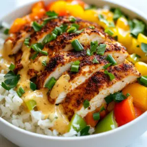 - 2 boneless, skinless chicken breasts - 1 tablespoon Cajun seasoning - 1 tablespoon olive oil - 1 cup long-grain rice - 2 cups chicken broth - 1 bell pepper (red or yellow), diced - 1 small onion, chopped - 2 cloves garlic, minced - 1 cup heavy cream (or coconut cream for a dairy-free option) - 1 teaspoon smoked paprika - Salt and black pepper, to taste - 2 green onions, thinly sliced (for garnish) - Fresh parsley, chopped (for garnish) You can switch out chicken for shrimp or tofu. Both options work well. For a lighter dish, use coconut cream instead of heavy cream. Swap long-grain rice for brown rice or quinoa if you prefer. You can also use different vegetables like zucchini or spinach for added nutrition. To make these creamy Cajun chicken rice bowls, you will need: - A large skillet for cooking - A chopping board and knife for preparing ingredients - A measuring cup for the rice and broth - A wooden spoon for stirring - A plate for resting the chicken after cooking These tools will help you create a meal that is both tasty and simple to prepare. {{ingredient_image_2}} Start by seasoning your chicken breasts. Use Cajun seasoning on both sides. Add salt and black pepper for extra flavor. Heat olive oil in a large skillet over medium-high heat. Once hot, add the seasoned chicken breasts. Cook for about 5-7 minutes on each side. The chicken should turn golden brown and reach 165°F inside. After cooking, remove the chicken and let it rest on a plate. In the same skillet, add diced bell pepper, chopped onion, and minced garlic. Sauté these for about 3-4 minutes. Stir often until the onions become soft and translucent. This step builds a great flavor base. Next, add rinsed long-grain rice to the skillet. Stir well to coat the rice in the veggies. Pour in chicken broth and bring to a gentle boil. Once boiling, lower the heat, cover the skillet, and let it simmer for 15 minutes. The rice should be tender and absorb all the broth. After the rice cooks, reduce the heat slightly. Stir in heavy cream or coconut cream. Add smoked paprika for flavor. Taste and adjust with salt and black pepper if needed. Mix until everything is creamy and combined. While the rice simmers, slice the rested chicken breasts into thin strips. This makes it easy to serve. To serve, spoon a nice portion of the creamy Cajun rice into each bowl. Place the sliced chicken strips neatly on top. This will look beautiful and appetizing. Finish by sprinkling sliced green onions and fresh parsley on top. This adds color and freshness. Your comforting Cajun chicken rice bowls are ready to enjoy! To make your Cajun seasoning pop, use fresh spices. You can mix paprika, garlic powder, and onion powder. I love adding a pinch of cayenne for heat. Adjust the spice level to match your taste. If you want more depth, include dried thyme or oregano. This mix will elevate your dish. For juicy chicken, I recommend pan-searing. Heat olive oil in a skillet. Cook the chicken on medium-high heat. This gives a great golden crust. Always check the internal temperature. You want it to hit 165°F for safe eating. Letting the chicken rest after cooking keeps it moist. To get that perfect creamy texture, add heavy cream slowly. Stir it in gently to prevent lumps. If you prefer a dairy-free option, coconut cream works well too. Adjust the amount based on how creamy you want it. Adding smoked paprika boosts flavor and richness. Serve these bowls with a side salad or crusty bread. The freshness of greens balances the dish. You can also pair it with a light white wine. For a fun twist, try adding avocado or corn. Don’t forget the green onions and parsley for a bright finish! Pro Tips Chicken Resting: Always let your chicken rest for a few minutes after cooking. This allows the juices to redistribute, keeping the meat moist and flavorful. Rice Rinsing: Rinse your rice under cold water before cooking to remove excess starch. This helps achieve fluffier rice that's less sticky. Cream Alternatives: If you prefer a lighter option, you can substitute heavy cream with Greek yogurt or a plant-based cream. Just stir in gently to avoid curdling. Flavor Boost: For an extra flavor kick, consider adding a splash of hot sauce or a teaspoon of Dijon mustard to the creamy sauce for a zesty finish. {{image_4}} You can easily make this dish dairy-free. Use coconut cream instead of heavy cream. It adds a rich flavor without dairy. This swap keeps the dish creamy and delicious. The coconut flavor pairs nicely with Cajun spices. If you want a vegetarian version, replace the chicken with firm tofu. Press and cube the tofu, then sauté it until golden. You can also add more veggies, like zucchini or mushrooms. This keeps the dish hearty and satisfying while staying meat-free. To boost the flavor, add some lime juice or hot sauce. A splash of lime gives a fresh taste. Hot sauce adds heat and excitement. You can also mix in some fresh herbs, like thyme or cilantro. These ingredients will elevate your Cajun chicken rice bowls! You can store your creamy Cajun chicken rice bowls in an airtight container. Make sure to let it cool down first. Place the container in the fridge. It will stay fresh for up to three days. Always check for any off smells before eating. To freeze, portion out the rice bowls into freezer-safe containers. Before sealing, make sure they cool completely. You can freeze them for up to three months. When ready to eat, thaw them in the fridge overnight. To reheat, you can use the microwave or the stove. If using a microwave, heat for about 2-3 minutes. Stir halfway through to ensure even heating. If using the stove, add a splash of broth or cream to keep it moist. Heat on low until warm. Always check the temperature before serving. Enjoy your meal! Yes, you can! While long-grain rice works best for this dish, you can use other types. Jasmine or basmati rice are good choices. Just adjust the cooking time as needed. Short-grain rice may become too sticky, so keep that in mind. No worries! You can make your own Cajun seasoning. Combine equal parts paprika, garlic powder, and onion powder. Then, add a pinch of cayenne pepper, thyme, and oregano. This mix will still give you that great Cajun flavor. To add more heat, you can increase the cayenne pepper in the Cajun seasoning. Another option is to add hot sauce to the creamy sauce. You can also chop fresh jalapeños and mix them in with the vegetables. Adjust the spice to match your taste. Absolutely! You can prepare the rice and sauce ahead of time. Just store them in the fridge. When you're ready to eat, reheat them on the stove. Slice the chicken fresh and add it on top for the best taste. This guide covers easy chicken bowl recipes, from ingredients to storage. You learned about key ingredients, substitutions, and tools needed. We explored each step to cook delicious chicken, sauté veggies, and make a creamy sauce. I shared tips for seasoning, cooking methods, and serving ideas. You also discovered variations for dairy-free options and flavors. Remember, cooking is fun and flexible. Try new things and enjoy your meal!