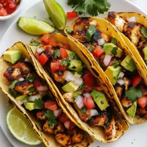 For these tacos, you will need: - 1 lb boneless, skinless chicken thighs - 8 small corn tortillas - 1 cup finely diced onions - 1 cup diced ripe tomatoes - 1 cup chopped fresh cilantro - 1 ripe avocado, sliced - Lime wedges for serving These simple ingredients create a fresh and tasty meal. The chicken thighs stay juicy, while the tortillas hold everything together. To make the chicken flavorful, gather these spices: - 1 tablespoon olive oil - 2 teaspoons chili powder - 1 teaspoon ground cumin - 1 teaspoon garlic powder - 1 teaspoon smoked paprika - Salt and freshly cracked pepper, to taste These spices add depth and warmth to your chicken. They help create that bold street-style taste you crave. Customize your tacos with these tasty options: - Salsa or hot sauce (optional) Feel free to mix and match. Add your favorite toppings to make each taco special. Enjoy experimenting with flavors! {{ingredient_image_2}} To start, grab a small bowl. Mix together the chili powder, cumin, garlic powder, smoked paprika, salt, and pepper. Stir these spices well. This blend adds great flavor to the chicken. Next, take 1 pound of chicken thighs. Pat them dry using a paper towel. Take the spice blend and rub it all over the chicken. Make sure every piece is coated. Let the chicken marinate for at least 20 minutes. This helps the spices soak into the meat. Now, heat a large skillet on medium-high heat. Add 1 tablespoon of olive oil. Once the oil is hot, carefully place the marinated chicken in the skillet. Cook the chicken for 6-7 minutes on each side. Look for a nice char on the outside. The chicken should reach 165&deg;F (75&deg;C) for safe eating. While the chicken rests, it&rsquo;s time to warm the tortillas. Take 8 small corn tortillas and heat them in a dry skillet over medium heat. Heat each side for about 30 seconds. This makes them soft and easy to fold. It&rsquo;s time to build your tacos! Slice the rested chicken into thin strips. Place a few strips on each tortilla. Top with diced onions, juicy tomatoes, fresh cilantro, and avocado slices. Squeeze fresh lime juice over the top. You can add salsa or hot sauce if you like it spicy! To get the best flavor, use fresh spices. Mix chili powder, cumin, garlic powder, and smoked paprika. This blend adds depth to the chicken. Always rub it on the meat well. Let the chicken marinate for at least 20 minutes. This step helps the spices soak in. You can even marinate it overnight for more flavor. Warm your tortillas just right. Heat a dry skillet on medium. Place each tortilla in the pan for about 30 seconds. Flip it and heat the other side. This makes them soft and easy to fold. If they crack, they aren&rsquo;t warm enough. Keep them covered in a cloth while you prepare the tacos. This keeps them warm and soft. Presentation makes your tacos look even better. Use a bright platter lined with parchment paper. Arrange the tacos neatly on the plate. Add colorful toppings like diced tomatoes and fresh cilantro. Place lime wedges around for a pop of color. This adds a fresh touch and makes it appealing. A little care in how you serve can really impress your guests! Pro Tips Marination Matters: Allow the chicken to marinate for longer than 20 minutes if possible. A few hours or even overnight will deepen the flavors significantly. Perfectly Warm Tortillas: To enhance the flavor, try brushing the tortillas lightly with olive oil before warming them. This adds a nice richness. Balance the Flavors: Consider adding a pinch of sugar to the spice blend if you prefer a slight sweetness that complements the spices. Fresh Ingredients: Use the freshest vegetables and herbs you can find for the best flavor and presentation in your tacos. {{image_4}} You can use many proteins in place of chicken. Try beef, pork, or shrimp. Each option brings a unique flavor. For beef, use flank steak or ground beef. For pork, opt for tenderloin or carnitas. If you choose shrimp, cook them quickly on high heat. This keeps them juicy and firm. Spices can change the taste of your tacos. Instead of the classic blend, try using taco seasoning. It has a nice mix of flavors. You can also experiment with curry powder for a twist. Another option is to use lemon zest with cumin for brightness. Each blend can create a new taco experience. Vegetarian tacos can be just as tasty. Use grilled mushrooms or zucchini as a base. They add great texture and flavor. Black beans or lentils are also excellent choices. They provide protein and heartiness. Top with avocado, fresh salsa, and cilantro for extra flavor. You won&rsquo;t miss the meat! After making your street-style chicken tacos, you may have some chicken left. To store it, let it cool down first. Once cool, place the chicken in an airtight container. This helps keep it fresh. You can store it in the fridge for up to three days. If you want to keep it longer, you can freeze it. Wrap the chicken tightly in plastic wrap and then place it in a freezer bag. This method prevents freezer burn. Frozen chicken can last up to three months. When it's time to enjoy your leftover chicken, you can reheat it easily. The best way is to use a skillet. Heat the skillet over medium heat. Add a splash of water or broth to keep the chicken moist. Place the chicken in the skillet and cover it with a lid. Heat for about 5-7 minutes or until it's warm. You can also use a microwave. Place the chicken on a microwave-safe plate. Cover it with a damp paper towel. Heat in 30-second bursts until hot. Just be careful not to overcook it, or it may dry out. Tortillas are best fresh, but you can store them too. Keep them in a sealed bag at room temperature for up to two days. If you want to keep them longer, freeze them. Place parchment paper between each tortilla to prevent sticking. Wrap them in plastic wrap and place them in a freezer bag. They can last for up to three months in the freezer. For toppings like onions, tomatoes, and cilantro, store them in separate containers. Keep them in the fridge, and they will stay fresh for a few days. Avocado can brown quickly. To store it, keep the pit in if you have half left. Place it in an airtight container with a little lime juice to slow down browning. I recommend using boneless, skinless chicken thighs. They stay juicy and tender. Thighs also absorb flavors well, making them perfect for tacos. Chicken breasts can dry out, so thighs are a better choice. Yes, grilling works great! It adds a nice smoky flavor. Preheat your grill and cook the chicken for about 6-7 minutes per side. Just check that it reaches 165&deg;F (75&deg;C) inside. Grilled chicken will be just as tasty in your tacos. Street-style tacos shine with fresh toppings. Here are some favorites: - Diced onions - Juicy tomatoes - Chopped cilantro - Sliced avocado - Lime wedges - Salsa or hot sauce Feel free to mix and match these toppings! To spice things up, add more chili powder to the chicken mix. You can also include sliced jalape&ntilde;os. For an extra kick, try a spicy salsa or hot sauce on top. Adjust the spice to your taste, and enjoy! You can create delicious street-style chicken tacos at home easily. We covered the main ingredients, essential spices, and optional toppings to suit your taste. The step-by-step instructions guide you through marinating, cooking, and assembling. Tips for flavor, soft tortillas, and presentation can make your dish stand out. Plus, we explored variations like different proteins and vegetarian options. Lastly, knowing how to store leftovers can save you time. Enjoy making your unique tacos and share them with friends and family!