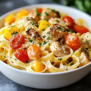 To make creamy Cajun chicken pasta, you will need the following: - 2 boneless, skinless chicken breasts, diced into bite-sized pieces - 8 ounces fettuccine pasta - 1 tablespoon Cajun seasoning (adjust to taste) - 1 tablespoon olive oil - 1 small onion, finely diced - 3 cloves garlic, minced - 1 cup heavy cream - 1 cup chicken broth (low sodium recommended) - 1 cup cherry tomatoes, halved - 1 cup bell peppers, mixed colors and sliced thinly - 1/2 cup grated Parmesan cheese - Salt and black pepper to taste - Fresh parsley, chopped, for garnish Using fresh ingredients can enhance your dish. Here are some tips: - Chicken: Look for chicken that is pink and moist. Avoid any with a gray hue. - Pasta: Buy high-quality fettuccine for better texture. - Vegetables: Choose firm bell peppers and ripe cherry tomatoes. Fresh herbs, like parsley, add great flavor. - Cream: Use heavy cream for a richer sauce. Brands like Land O'Lakes or Horizon are good choices. If you need to swap some ingredients, here are some options: - Chicken: Use shrimp or cooked sausage for different protein. - Pasta: You can use penne or linguine instead of fettuccine. - Cream: Substitute with half-and-half for a lighter sauce. - Cajun seasoning: If you don't have this, mix paprika, cayenne, and garlic powder for a similar taste. - Cheese: Any hard cheese like Pecorino Romano works well for a twist. This list makes it easy for you to gather your ingredients and get cooking! {{ingredient_image_2}} Start by boiling a large pot of salted water. Once the water bubbles, add the fettuccine pasta. Cook it according to the package instructions until it's al dente. This usually takes about 8-10 minutes. When done, drain the pasta, but save a little pasta water. This can help if your sauce needs to be thinner later. Next, take your diced chicken breasts and put them in a bowl. Sprinkle the Cajun seasoning over the chicken. Mix it well so every piece is coated. Heat olive oil in a large skillet over medium heat. Add the seasoned chicken to the skillet. Cook for about 5-7 minutes. Stir it occasionally until the chicken is browned and fully cooked. Once done, take the chicken out and set it aside on a plate. In the same skillet, toss in the diced onion and minced garlic. Saut&eacute; them for about 3 minutes until the onion looks clear and the garlic smells good. Then, add the sliced bell peppers and halved cherry tomatoes. Stir and cook for another 3-4 minutes. The veggies should be soft but still a bit crunchy. Now, pour in the chicken broth and bring it to a gentle simmer. Let it cook for about 2 minutes. Slowly stir in the heavy cream until it's smooth. After that, return your cooked chicken to the skillet. Add the drained fettuccine and the grated Parmesan cheese. Toss everything together so the pasta and chicken are well coated in the creamy sauce. If it looks too thick, add a splash of the reserved pasta water to get the right texture. Cook for another 2-3 minutes. Finally, taste and add salt and black pepper as needed. To get the best taste from your creamy Cajun chicken pasta, start with the chicken. Use fresh, high-quality chicken breasts. Dice them into small pieces. This helps the chicken cook evenly and soak up all the flavors. Sprinkle Cajun seasoning over the chicken. Make sure every piece is coated well. This spice blend is key to the dish's flavor. You can use store-bought Cajun seasoning or make your own. When you saut&eacute; the chicken, let it brown nicely. This will give it a rich flavor. Don't rush this step. Cooking the chicken for 5-7 minutes will ensure it is juicy and full of taste. You can easily change the heat and creaminess of this dish. If you like it spicy, add more Cajun seasoning. Start with 1 tablespoon. You can always add more, but you can't take it out. For a creamier sauce, add more heavy cream. Start with 1 cup as the recipe suggests. If you want to lighten it, use less cream and more chicken broth. This will still keep it tasty but cut down on fat. Presentation is important for any meal. For creamy Cajun chicken pasta, use wide, shallow bowls. This gives your dish an elegant look. Top each bowl with more grated Parmesan cheese. Add a few whole cherry tomatoes for color. Finally, sprinkle fresh parsley on top. This adds a pop of green and freshness. These simple tips will help you create a visually appealing and delicious meal everyone will enjoy. Pro Tips Adjust the Spice Level: If you're not a fan of too much heat, start with a smaller amount of Cajun seasoning and gradually add more to taste. Perfectly Cooked Pasta: Always cook your pasta al dente for the best texture. It will continue to cook slightly when tossed with the sauce. Use Fresh Ingredients: Fresh bell peppers and cherry tomatoes not only enhance the flavor but also add vibrant color to your dish. Garnish for Appeal: A sprinkle of fresh parsley and extra Parmesan cheese on top before serving elevates the presentation and adds a burst of flavor. {{image_4}} You can easily swap out the chicken for tasty veggies. Use mushrooms, zucchini, or eggplant. Saut&eacute; them just like you would the chicken. Add Cajun seasoning for that spicy kick. Use vegetable broth instead of chicken broth for a full flavor. Creamy sauces work well with these veggies. This option is delicious and lets you enjoy Cajun flavors without meat. Shrimp is a great choice for this dish. It cooks quickly and adds a nice texture. Toss shrimp in Cajun seasoning before cooking. Saut&eacute; them for about 3-5 minutes until they turn pink. If you prefer sausage, use andouille for that smoky taste. Slice it and saut&eacute; with the onions and garlic. Both options add depth to the creamy sauce and keep it exciting. Feel free to use whatever vegetables are in season! Fresh asparagus, spinach, or even broccoli can be great additions. Just be sure to adjust cooking times. For example, add spinach at the end to keep it bright and fresh. These seasonal touches not only add color but also enhance the flavor. Plus, it makes the dish healthier and more fun! To store your creamy Cajun chicken pasta, let it cool to room temperature first. Then, place it in an airtight container. This keeps the flavors fresh and prevents drying. Make sure to eat the leftovers within three days for the best taste. When you want to enjoy your pasta again, reheat it gently. Use a stovetop or microwave. If it looks dry, add a splash of chicken broth or cream. Heat slowly to keep the sauce creamy and tasty. Stir it well to mix in the sauce. If you need to freeze the pasta, do it soon after cooking. Use a freezer-safe container or bag. It can last up to three months in the freezer. When ready to eat, thaw it overnight in the fridge. Reheat gently for a delicious meal. Cajun seasoning is a blend of spices that adds heat and flavor. It often includes paprika, cayenne, garlic powder, and onion powder. This mix brings a warm, spicy kick to dishes. You can adjust the amount to suit your taste. If you like it spicy, add more! If you prefer it mild, use less. The seasoning is key for this creamy Cajun chicken pasta. Yes, you can prepare this recipe ahead. Cook the chicken and sauce in advance. Store them in the fridge for up to two days. When you are ready to eat, cook the pasta fresh. Heat the chicken and sauce on the stove. Add the pasta and mix everything together. This way, you enjoy a quick and tasty meal. Absolutely! To make this recipe gluten-free, swap the fettuccine for gluten-free pasta. Many brands offer great gluten-free options. Read labels to ensure they fit your needs. The rest of the recipe uses naturally gluten-free ingredients. You can still enjoy creamy Cajun chicken pasta without gluten. This blog post covers everything you need to make Cajun pasta. We went through the key ingredients, cooking steps, and flavor tips. Plus, I shared delicious variations and smart storage tips. You can easily customize the dish to fit your tastes. Whether you want it spicy or creamy, there&rsquo;s a way for everyone. By following these steps, you&rsquo;ll create a dish that impresses and satisfies. Enjoy your kitchen adventure and happy cooking!
