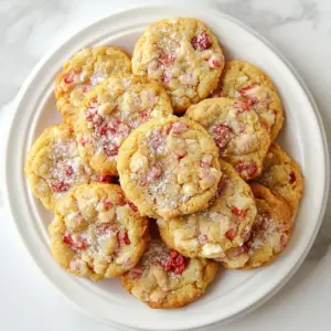 - 1 cup all-purpose flour - 1/2 cup unsalted butter, softened at room temperature - 1/2 cup tightly packed brown sugar - 1/4 cup granulated sugar - 1/2 teaspoon baking powder - 1/4 teaspoon salt - 1 cup freeze-dried strawberries, crushed into small pieces - 1/2 cup rolled oats - 1/2 cup mini chocolate chips (optional) To make the Minute Strawberry Crunch Cookies, gather these simple ingredients. Each one plays a key role. The all-purpose flour gives the cookies structure. The unsalted butter adds creaminess. Brown sugar and granulated sugar add sweetness and texture. Baking powder helps the cookies rise, while salt enhances the flavors. Freeze-dried strawberries bring a burst of fruity goodness. Rolled oats add a chewy texture. If you like, add mini chocolate chips for extra fun. These ingredients are easy to find. You may already have some in your pantry. Just imagine the sweet smell of cookies baking with these tasty items! {{ingredient_image_2}} First, set your oven to 350&deg;F (175&deg;C). While it heats, grab a baking sheet and line it with parchment paper. This step helps the cookies not stick. In a big bowl, mix 1/2 cup softened unsalted butter with 1/2 cup brown sugar and 1/4 cup granulated sugar. Use a hand mixer or a wooden spoon. Mix until it feels smooth and fluffy, which takes about 2-3 minutes. Add 1/2 teaspoon of pure vanilla extract to the butter mixture. Stir until mixed well. In another bowl, whisk together 1 cup all-purpose flour, 1/2 teaspoon baking powder, and 1/4 teaspoon salt. Slowly add these dry ingredients to the wet mixture. Stir gently until just combined. Be careful not to mix too much. Next, fold in 1 cup of crushed freeze-dried strawberries and 1/2 cup of rolled oats. If you like, add 1/2 cup of mini chocolate chips too. Mix lightly until everything is spread out in the dough. Use a tablespoon to scoop out dough portions and place them on the baking sheet. Leave about two inches between each cookie. Now, put the baking sheet in the oven. Bake for 10 to 12 minutes. Look for lightly golden edges while the centers stay soft and puffy. When done, take them out and let cool on the baking sheet for about 5 minutes. Then, move them to a wire rack to cool fully. To make the best Minute Strawberry Crunch Cookies, follow these tips: - Use Room Temperature Butter: This helps the butter mix well with sugar. - Don&rsquo;t Overmix the Dough: Mix until just combined for soft cookies. - Space Cookies: Leave two inches between each dough ball for even baking. - Check for Doneness: Look for lightly golden edges and soft centers. Measuring ingredients correctly is key. Here&rsquo;s how: - Use Dry Measuring Cups: Fill the cup with flour and level it with a knife. - Pack Brown Sugar: Press it into the cup firmly to ensure the right amount. - Use a Liquid Measuring Cup for Wet Ingredients: Look at eye level for accuracy. Make your cookie presentation fun and tasty: - Decorative Plate: Arrange cookies on a pretty plate to catch the eye. - Dust with Powdered Sugar: Add a sweet touch by lightly dusting the cookies. - Serve with Fresh Strawberries: A bowl of fresh berries adds color and flavor. Pro Tips Chill the Dough: For even chewier cookies, chill the dough in the refrigerator for 30 minutes before baking. This helps the flavors meld and prevents spreading too much during baking. Use Fresh Ingredients: Ensure your baking powder is fresh for the best rise. Old baking powder can lead to flat cookies. Experiment with Flavors: Feel free to add a pinch of cinnamon or swap out the chocolate chips for white chocolate or nuts for a unique flavor twist! Storage Tips: Store cookies in an airtight container at room temperature for up to a week. You can also freeze them for longer storage&mdash;just make sure to separate layers with parchment paper. {{image_4}} You can change the flavor of your Minute Strawberry Crunch Cookies. Swap out strawberries for other freeze-dried fruits. Try blueberries, raspberries, or peaches. Each fruit brings a new taste. You can also add nuts for a crunch. Chopped pecans or walnuts work well. For a chocolate twist, use dark chocolate chips instead of mini chocolate chips. Each choice adds fun to your cookies! If you lack an ingredient, don&rsquo;t worry! You can replace unsalted butter with coconut oil. This gives a light coconut taste. If you need a gluten-free option, use almond flour or gluten-free flour mix. Just remember to adjust the amount. If you don't have brown sugar, white sugar or coconut sugar can work too. These swaps help you make the cookies even if you're missing something. To make these cookies vegan, use plant-based butter. Replace the chocolate chips with dairy-free ones. For a gluten-free version, use gluten-free flour and oats. This way, everyone can enjoy these tasty treats! Make sure to check ingredient labels. This ensures they meet your dietary needs. With a few changes, you can make Minute Strawberry Crunch Cookies fit any diet. To keep your Minute Strawberry Crunch Cookies fresh, store them in an airtight container. Place parchment paper between layers to prevent sticking. This will help keep them soft and chewy. Store the cookies at room temperature. These cookies stay fresh for about five days at room temperature. If you keep them in the fridge, they last up to a week. But, they might lose some of their softness when chilled. To freeze these cookies, first let them cool completely. Then, wrap each cookie in plastic wrap or place them in a freezer bag. Label the bag with the date. You can freeze them for up to three months. To enjoy, just thaw at room temperature before serving. This way, you can enjoy a sweet treat anytime! To make cookies less crumbly, use more fat. You can add an extra tablespoon of butter. This helps bind the ingredients. Make sure to cream the butter well with the sugars. You can also chill the dough for 30 minutes before baking. This helps cookies stay together better. You can use fresh strawberries, but the texture will change. Fresh strawberries have more moisture. This can make your cookies soggy. If you use fresh strawberries, chop them small and reduce other liquids in the recipe. Freeze-dried strawberries give a crunchy bite and bright flavor. If your cookies spread too much, check the dough's temperature. If it's warm, chill it for 30 minutes. You can also add a bit more flour. Too much sugar can cause spreading too. Make sure you measure ingredients correctly to avoid this issue. You can tell cookies are done when the edges are golden. The centers should look soft and puffy. If you insert a toothpick, it should come out clean or with just a few crumbs. Let them cool on the sheet for a bit. This helps them firm up. In this article, I shared how to bake delicious Strawberry Crunch Cookies. We covered all the key ingredients, from flour to freeze-dried strawberries. Step-by-step instructions guided you from prepping the oven to cooling the cookies. I also offered tips for baking perfect cookies and shared fun variations. Remember, practice makes perfect. Feel free to try new flavors or storage tips. These cookies are sure to impress! Enjoy every bite.