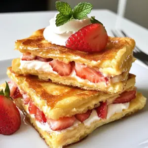 To make these tasty sandwiches, you need: - 8 slices of bread (white, whole grain, or brioche) - 1 cup cream cheese, softened - 1/4 cup powdered sugar - 1 teaspoon pure vanilla extract - 1 cup fresh strawberries, hulled and diced - 1/2 teaspoon ground cinnamon - 1 large egg - 1/2 cup milk, any type - 1 cup breadcrumbs (panko is best) - Vegetable oil (for frying) These ingredients work together to create a sweet and creamy filling, making every bite a delight. You can make your sandwiches even better with these extras: - Whipped cream (for topping) - Fresh mint leaves (for garnish) The whipped cream adds creaminess, while mint gives a nice touch of freshness. If you want to change things up, try these options: - Use almond or coconut milk instead of regular milk. - Swap out strawberries for other fruits, like blueberries or peaches. - For a lower-sugar option, you can use a sugar substitute in place of powdered sugar. These swaps let you customize the flavor to fit your taste. {{ingredient_image_2}} To start, grab a medium bowl. Add 1 cup of softened cream cheese, 1/4 cup of powdered sugar, and 1 teaspoon of vanilla extract. Blend these until smooth. You can use a hand mixer or a whisk. This mixture should be creamy and well combined. Next, fold in 1 cup of hulled and diced strawberries. Make sure the strawberries are evenly mixed in. Set this tasty filling aside for now. Now, take 2 slices of your favorite bread. Spread a generous amount of the strawberry cream cheese mixture on one slice. Place the second slice on top to form a sandwich. Repeat this until you use all the bread and filling. You can choose white, whole grain, or brioche bread. Each type adds a different flavor. In a shallow dish, whisk together 1 large egg and 1/2 cup of milk. This will coat the sandwiches. In another shallow dish, mix 1 cup of breadcrumbs with 1/2 teaspoon of ground cinnamon. This will give the sandwiches a nice flavor. Heat vegetable oil in a large skillet over medium heat. Aim for about 1/4 inch deep. Dip each sandwich in the egg mixture. Let any extra egg drip off. Then, coat the sandwich in the breadcrumb mixture. Press gently to make sure the crumbs stick. Once the oil is hot, fry the sandwiches in batches. Cook for about 2-3 minutes on each side until they turn golden brown. Transfer the fried sandwiches to a plate lined with paper towels to soak up extra oil. Enjoy them warm with whipped cream and mint leaves, if you like! To make your fried strawberry cheesecake sandwiches crispy, heat your oil well. Use enough oil to cover the bottom of your skillet. Test the oil by dropping a small piece of bread in it. If it sizzles, you are ready to fry. Fry each sandwich for about 2-3 minutes on each side. You want them golden brown. If they brown too quickly, your oil is too hot. Lower the heat to get an even fry. You can add extra flavors to your filling. Try mixing in some chopped chocolate or a bit of lemon zest. This adds a fresh twist to the sweet cream cheese. For a crunch, consider adding crushed nuts like pecans or walnuts. They blend well with strawberries. If you want a spice kick, add a dash of nutmeg along with the cinnamon. This gives a warm flavor that pairs nicely with the berries. Serve your sandwiches warm for the best taste. Top them with whipped cream for extra richness. Fresh mint leaves not only look nice but also add a fresh taste. You can also drizzle some chocolate or caramel sauce over the top. It makes your dish even more tempting. For a fun twist, serve these sandwiches with a scoop of vanilla ice cream on the side. Enjoying them hot with cold ice cream is a great treat! Pro Tips Choose the Right Bread: Using brioche will give your sandwiches a rich, buttery flavor, while whole grain will add a nutty taste. Choose based on your preference! Perfectly Crispy Coating: For an extra crunch, use panko breadcrumbs. They create a lighter, crispier texture compared to regular breadcrumbs. Control the Oil Temperature: Test the oil's readiness by dropping a small piece of bread in. If it sizzles, it's perfect. Too hot can burn the coating, while too cool will make them greasy. Serving Suggestions: Serve these sandwiches warm with a dollop of whipped cream and fresh mint for a refreshing contrast to the sweetness of the strawberries. {{image_4}} You can choose many types of bread for your sandwiches. White bread works well for a classic taste. Whole grain adds a nutty flavor. Brioche gives a rich and buttery bite. Each bread type changes the texture and taste of the sandwich. Try different options to see what you like best! Strawberries are great, but other fruits can shine too. Blueberries offer a sweet touch. Raspberries add a tart twist. Sliced bananas give a creamy base. You can mix and match fruits for fun flavors. Just make sure to keep the fruit fresh and ripe for the best taste. You can make these sandwiches without eggs for a vegan option. Use a mixture of flaxseed and water instead of eggs. Combine 1 tablespoon of ground flaxseed with 2.5 tablespoons of water. Let it sit for a few minutes to thicken. For the cream cheese, use a vegan cream cheese. This way, everyone can enjoy this tasty treat! Store any leftover fried strawberry cheesecake sandwiches in an airtight container. Place parchment paper between layers to keep them from sticking. Keep the sandwiches in the fridge for up to three days. To reheat your sandwiches, use a skillet on low heat. Add a bit of butter to the pan for extra flavor. Heat for about 2-3 minutes on each side. This will help keep the bread crispy. You can also use an air fryer for 3-5 minutes at 350&deg;F for a quick and tasty option. You can freeze these sandwiches before frying. Wrap each sandwich tightly in plastic wrap. Then, place them in a freezer bag. Store them for up to three months. When you are ready to eat, thaw in the fridge overnight. Fry them directly from frozen or let them sit at room temperature for a bit before frying. For this recipe, I recommend using: - White bread - Whole grain bread - Brioche bread Each type brings a unique taste and texture. Brioche offers a rich, buttery flavor. Whole grain adds a nutty note. White bread keeps it classic and soft. Yes, you can make the filling ahead of time. I suggest mixing the cream cheese, sugar, and strawberries. Store it in the fridge for up to two days. This saves time on cooking day. Just remember to stir it well before spreading. To check if the oil is hot, drop a small piece of bread into it. If it sizzles, the oil is ready. The temperature should be around 350&deg;F. This ensures the sandwiches fry evenly and become golden brown. You can use frozen strawberries, but they should be thawed first. Drain any excess liquid to avoid a soggy filling. Fresh strawberries provide the best flavor and texture, but frozen works in a pinch. If you don't have powdered sugar, use granulated sugar. Blend it in a food processor until fine. You can also mix granulated sugar with a little cornstarch. This creates a similar texture to powdered sugar. In this post, I covered how to make fried strawberry cheesecake sandwiches. We looked at the key ingredients and creative ways to serve them. I shared tips for perfect frying and storage for leftovers. You can even try different fruits and bread types. These sandwiches are fun to make and tasty to eat. Don't hesitate to experiment with flavors and enjoy your sweet treat!