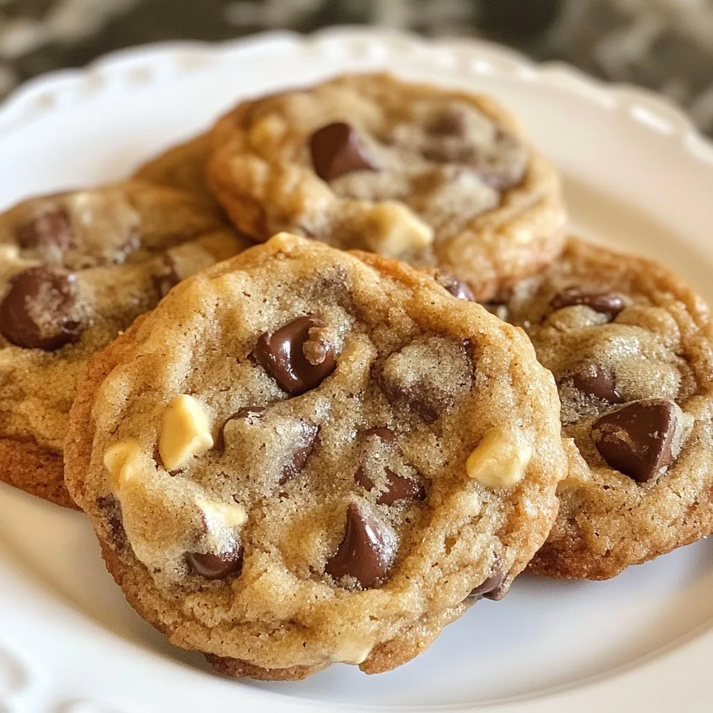 To make these soft batch chocolate chip cookies, you need the right ingredients. Each one plays a key role in creating that perfect chewy texture and rich flavor. Here’s what you will need: - 1 cup unsalted butter, softened - 3/4 cup brown sugar, tightly packed - 1/4 cup granulated sugar - 1 large egg - 2 teaspoons pure vanilla extract - 2 cups all-purpose flour - 1/2 teaspoon baking soda - 1/2 teaspoon baking powder - 1/2 teaspoon fine sea salt - 1 1/2 cups chocolate chips - 1/2 cup walnuts or pecans, finely chopped (optional) When picking your ingredients, quality matters. Use fresh butter and real vanilla for the best taste. If you like nuts, feel free to toss in walnuts or pecans. They add a nice crunch and flavor contrast. The balance of sugars is also important. Brown sugar gives moisture and chewiness, while granulated sugar helps with structure. This blend leads to cookies that are soft and slightly crispy on the edges. Don’t skip the baking soda and baking powder. These help the cookies rise and stay soft. Lastly, choose your chocolate chips wisely. Milk chocolate is sweet and creamy. Dark chocolate offers a richer flavor. {{ingredient_image_2}} - Preheat your oven to 350°F (175°C). - Line your baking sheet with parchment paper. - In a large bowl, mix softened butter, brown sugar, and granulated sugar. - Use an electric mixer to blend until light and fluffy. - Crack one large egg into the bowl. - Add two teaspoons of pure vanilla extract. - Beat the mixture until the egg and vanilla blend well. - In another bowl, whisk together two cups of all-purpose flour, - 1/2 teaspoon baking soda, - 1/2 teaspoon baking powder, - 1/2 teaspoon fine sea salt. - Gradually add the dry mix to the wet ingredients. - Stir gently until just combined; a few flour streaks are fine. - Fold in one and a half cups of chocolate chips. - Add 1/2 cup of finely chopped walnuts or pecans if using. - Use a cookie scoop to drop rounded balls of dough onto the sheet. - Space them about two inches apart. - Bake for 10-12 minutes until edges are golden. - Let cookies cool on the baking sheet for about five minutes. - This helps them firm up before moving to a wire rack. To get that soft texture, do not overmix your dough. Mixing too much can make cookies tough. When you add the dry ingredients, mix just until combined. A few flour streaks are fine. Also, leave the centers slightly underbaked. This ensures they stay chewy and soft after cooling. The best type of cookie sheets are light-colored ones. Dark sheets can cook the edges too fast. Use parchment paper for easy removal and cleanup. I recommend using a cookie scoop. This helps you make uniform-sized cookies, which bake evenly. For a perfect treat, serve your cookies with a glass of cold milk. Ice cream is another great pairing. You can also arrange the cookies on a colorful platter for a nice look. A bright fabric underneath makes it pop even more. Pro Tips Use Room Temperature Ingredients: Ensure your butter and egg are at room temperature for better mixing and a softer cookie texture. Don’t Overmix the Dough: Mix until just combined to keep your cookies soft and chewy; overmixing can lead to tougher cookies. Chill the Dough: For even softer cookies, chill the dough for at least 30 minutes before baking to enhance flavor and control spread. Experiment with Mix-Ins: Customize your cookies by adding different types of chocolate or nuts to create unique flavor combinations. {{image_4}} You can use either dark or milk chocolate chips in these cookies. Dark chocolate gives a rich and deeper flavor. Milk chocolate is sweeter and adds a nice creaminess. I often mix them for a fun twist. This lets you enjoy the best of both worlds! When you try different types, you may find a new favorite. Adding nuts to your cookies can create a wonderful texture. You can use walnuts, pecans, or even almonds. Chop them finely and fold them into the dough. This small change makes a big difference. Nuts add crunch and flavor, balancing the sweet chocolate. For gluten-free cookies, swap all-purpose flour with almond or coconut flour. These flours work well and still give a tasty result. Just remember, the texture may change a bit. For vegan cookies, use coconut oil instead of butter. You can replace the egg with a flax or chia seed mixture. This keeps the cookies soft and chewy while meeting different diets. To keep your cookies fresh, use an airtight container. This helps them stay soft and chewy. You can stack them in layers with parchment paper in between. This way, they won't stick together. Freezing Cookie Dough: 1. Scoop the dough into balls and place them on a baking sheet. 2. Freeze the dough for about an hour. 3. Once frozen, transfer the dough balls to a freezer bag. 4. Seal the bag tightly, removing as much air as you can. Freezing Baked Cookies: 1. Let the cookies cool completely. 2. Place them in a single layer in a freezer-safe container. 3. Use parchment paper between layers if needed. 4. Seal the container tightly and label it with the date. At room temperature, these cookies will last about one week. If you want them to stay fresh longer, store them in the fridge. You can also freeze them to enjoy later. To make cookies chewy, focus on a few key points. First, use more brown sugar than white sugar. Brown sugar adds moisture and softness. Next, don’t overmix your dough. Mixing too much can make cookies tough. Finally, bake them just until the edges are golden, leaving the centers a bit underbaked. This keeps them soft and chewy. Yes, you can use salted butter. It will add a slight saltiness to your cookies. This can enhance the flavor of the chocolate. However, if you do use salted butter, reduce the added salt in your recipe. Unsalted butter gives you more control over the salt level. It’s often preferred in baking. If you don’t have brown sugar, you can make a simple substitute. Mix one cup of granulated sugar with one tablespoon of molasses. This will give you a similar flavor and moisture. If you don’t have molasses, you can use honey or agave syrup, but it may change the texture slightly. Absolutely! You can add different mix-ins to make your cookies unique. Consider using white chocolate chips, peanut butter chips, or dried fruit. You can also try nuts like almonds or hazelnuts. Each mix-in can give your cookies a new flavor and texture. Just keep the total amount of mix-ins around 1.5 cups. This blog post covered everything you need to bake delicious cookies. We discussed key ingredients, from butter to chocolate chips. You learned simple steps to prep and bake, plus tips for soft, chewy cookies. Variations let you get creative, and storage tips keep your cookies fresh. Baking cookies can be fun and easy. I hope you enjoy the process and share your tasty treats!