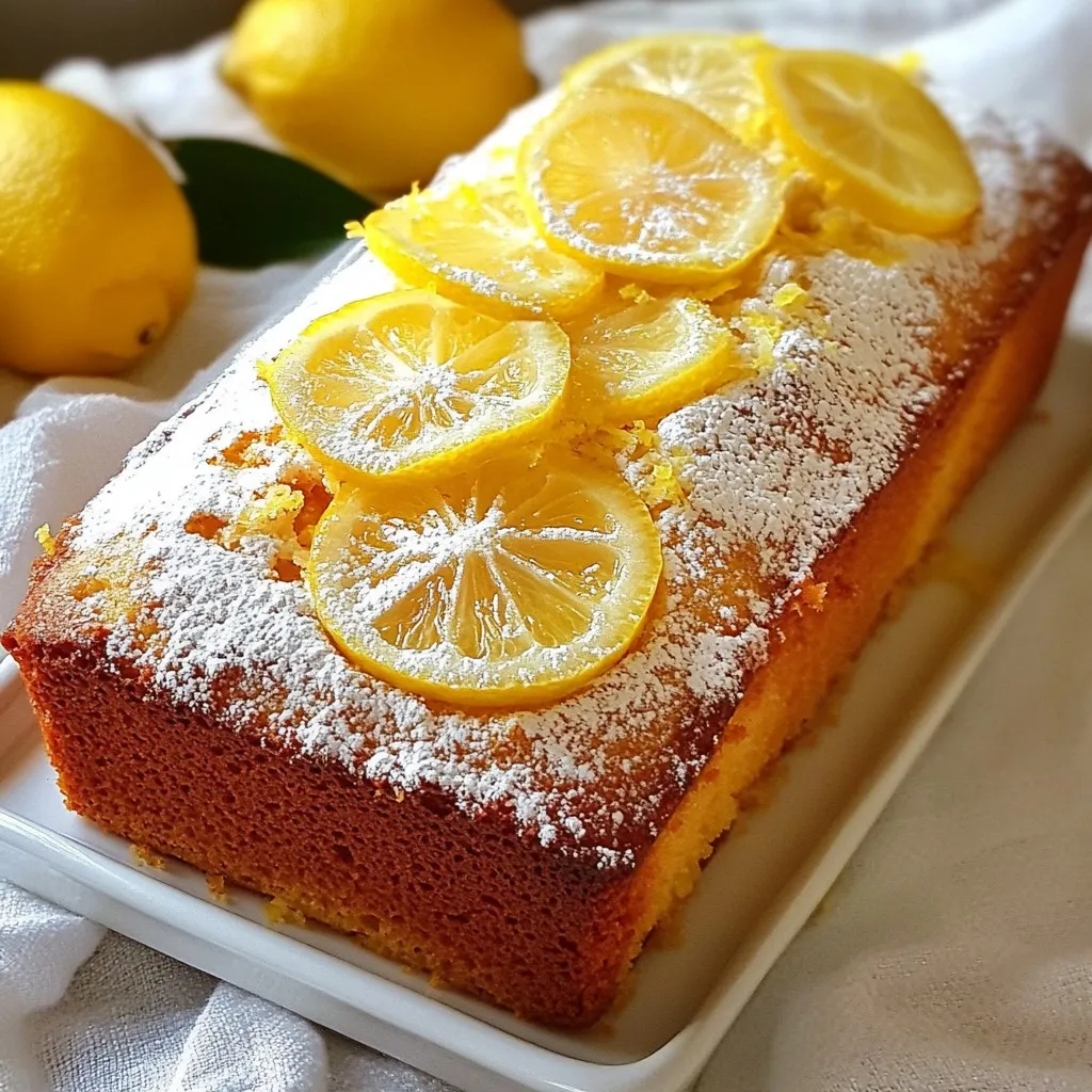 To make a Greek Yogurt Lemon Loaf Cake, you need simple and fresh ingredients. Here’s the list: - 1 cup plain Greek yogurt - 1 cup granulated sugar - 3 large eggs - 1/3 cup vegetable oil - 1 teaspoon pure vanilla extract - Zest from 2 medium lemons - 1/4 cup fresh lemon juice - 2 cups all-purpose flour - 2 teaspoons baking powder - 1/2 teaspoon baking soda - 1/2 teaspoon salt Each ingredient plays a key role in the final taste and texture. The Greek yogurt keeps the loaf moist and adds a slight tang. The sugar sweetens the batter, balancing the lemon's zing. Eggs help bind the mix and add fluffiness. Vegetable oil keeps it tender, while vanilla adds warmth. Lemon zest brightens the flavor, and fresh lemon juice adds a refreshing kick. All-purpose flour gives structure, and baking powder and baking soda ensure it rises well. Salt enhances all these flavors and rounds out the taste. Gather these ingredients before you start. You’ll love how easy and rewarding this recipe is! {{ingredient_image_2}} - Preheat oven to 350°F (175°C). - Prepare the loaf pan by greasing it or using parchment paper. - In a large bowl, combine Greek yogurt and sugar. - Whisk until smooth and creamy. - Add eggs, one at a time. Make sure each egg blends well before adding the next. - Pour in the vegetable oil, vanilla extract, lemon zest, and lemon juice. - Whisk everything together until it is well mixed. - In another bowl, sift together flour, baking powder, baking soda, and salt. - This step helps mix the dry items evenly. - Carefully fold the dry mix into the wet ingredients. - Stir gently until no flour streaks remain. Do not overmix! - Pour the batter into your prepared loaf pan. - Use a spatula to smooth the top. - Bake for 50-60 minutes. Check with a toothpick to see if it comes out clean. - Let the loaf cool in the pan for about 10 minutes. - After that, transfer it to a wire rack to cool completely. - This step helps the flavors develop and keeps the cake from getting soggy. To make your Greek yogurt lemon loaf cake just right, avoid overmixing the batter. When you mix too much, the loaf can become dense and tough. Instead, gently fold the dry ingredients into the wet mix. This keeps the cake light and airy. Using room temperature ingredients is also key. When eggs and yogurt are warm, they mix better. This helps trap air, giving your cake a nice rise. Take your ingredients out of the fridge for about 30 minutes before you start baking. For an extra burst of lemon flavor, add lemon extract. Just a teaspoon can make your cake more zesty. It enhances the lemon zest and juice already in the mix. You can also incorporate poppy seeds for a fun crunch. About two tablespoons will do the trick. These little seeds add texture and a visual pop to your loaf. They pair well with the lemon flavor and make each slice even more delightful. Pro Tips Use Room Temperature Ingredients: Ensure your eggs and yogurt are at room temperature before mixing. This helps create a smoother batter and results in a lighter loaf. Measure Flour Accurately: Spoon the flour into your measuring cup and level it off with a knife to avoid packing it down. Accurate measurements are key to a successful bake. Check for Doneness: Start checking the loaf at the 50-minute mark. Ovens can vary, and you want to avoid overbaking, which can dry out the cake. Flavor Variation: For an extra twist, consider adding poppy seeds or blueberries to the batter for added texture and flavor that pairs wonderfully with lemon. {{image_4}} You can make this lemon loaf cake healthier with a few swaps. First, try using low-fat Greek yogurt instead of regular yogurt. This change cuts down on fat while keeping the cake moist. You won't lose that creamy texture! Next, switch vegetable oil for coconut oil. Coconut oil adds a light flavor and healthy fats. Melt it first for easy mixing. Both swaps help you enjoy this treat with less guilt. Want to mix up the flavor? Try adding almond extract instead of vanilla. Almond gives a nice twist that pairs well with lemon. A little goes a long way, so start with half a teaspoon. You can also customize the citrus zest. Instead of lemon, use orange or lime zest. Each option brings a unique taste to the loaf. Mix and match to find your favorite! To keep your Greek yogurt lemon loaf cake fresh, cool it completely before storing. This step is key to avoid sogginess. Once it's cool, place it in an airtight container. This will help keep moisture in and protect it from outside air. If you store the cake at room temperature, it stays fresh for about three days. Just make sure to keep it covered. If you want it to last longer, the fridge is a better choice. In the fridge, it can last up to a week. For even longer storage, consider freezing it. Wrap the loaf tightly in plastic wrap, then place it in a freezer bag. This method can help it keep well for up to three months. When you want to enjoy it again, just thaw it in the fridge overnight. To make your cake more moist, you can try a few tricks: - Add an extra egg. - Use buttermilk instead of some yogurt. - Include a bit of sour cream in the mix. - Increase the lemon juice slightly for extra flavor. These changes will help keep your cake soft and tasty. Yes, you can make this cake ahead of time. Here are some best practices: - Bake the cake and let it cool completely. - Wrap it tightly in plastic wrap. - Store it in an airtight container. You can keep it at room temperature for a few days or in the fridge for up to a week. If you don’t have Greek yogurt, try these alternatives: - Regular yogurt will work, but it may change the texture slightly. - You can use sour cream for a richer taste. - Silken tofu blended until smooth is a good dairy-free option. These substitutes will help you achieve a similar creamy texture. To check if your cake is done, use a toothpick. Here’s how: - Insert the toothpick in the center of the cake. - If it comes out clean or with a few crumbs, the cake is ready. - If it has wet batter on it, bake a little longer. This simple test will help you avoid underbaking. This blog shared the recipe for a tasty Greek Yogurt Lemon Loaf Cake. We covered the ingredients, step-by-step instructions, and helpful tips for baking. You learned about variations and storage options too. Baking is fun and rewarding. With these tips, you can make a perfect loaf. Enjoy your creation and impress friends and family with this delicious treat!