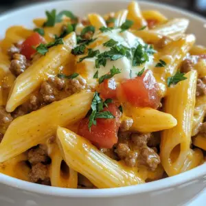 When making a creamy ground beef pasta skillet, you want to gather some key ingredients. Here&rsquo;s a simple list of what you need: - Ground Beef - Pasta Options (Penne or Rotini) - Aromatics (Onion and Garlic) - Broth and Dairy (Beef Broth and Heavy Cream) - Vegetables (Diced Tomatoes) - Seasoning (Italian Seasoning, Salt, and Pepper) - Cheese (Mozzarella) - Garnish (Fresh Parsley) Start with one pound of ground beef. It gives the dish a hearty base and adds rich flavor. Choose between penne or rotini pasta. These shapes hold the sauce well and make each bite delicious. You will need one small onion and two cloves of garlic. These add a nice aroma and depth to the dish. Use one cup of beef broth and one cup of heavy cream. These create a creamy sauce that coats the pasta perfectly. Add one cup of diced tomatoes. They bring freshness and balance to the richness of the beef and cream. Include one tablespoon of Italian seasoning, along with salt and pepper to taste. This blend enhances the overall flavor. You will need one cup of shredded mozzarella cheese. It melts beautifully, adding creaminess to the dish. Finish with fresh parsley, chopped. This brightens the dish and adds a pop of color. With these ingredients, you're set for a tasty meal that&rsquo;s easy to prepare and packed with flavor! {{ingredient_image_2}} 1. In a large skillet, heat over medium heat. 2. Add the ground beef. 3. Use a wooden spoon to break it apart. 4. Cook until the beef is browned, about 5-7 minutes. 5. Carefully drain any excess fat for a lighter dish. 1. Add the chopped onion and minced garlic to the skillet. 2. Saut&eacute; for 3-4 minutes. 3. Stir often until the onion turns soft and smells great. 1. Stir in uncooked pasta, beef broth, and diced tomatoes. 2. Add Italian seasoning, salt, and pepper. 3. Make sure the pasta is fully submerged in the liquid. 1. Increase the heat to bring the mix to a gentle boil. 2. Once boiling, reduce the heat to low and cover. 3. Let it simmer for 12-15 minutes. 4. Stir occasionally to keep the pasta from sticking. 5. Check that the pasta is al dente. 1. Slowly pour in the heavy cream while stirring. 2. Let it simmer uncovered for 3-4 minutes. 3. This helps the sauce become thicker. 4. Add shredded mozzarella cheese and stir until melted. 1. Taste the dish and adjust the seasoning as needed. 2. Garnish with freshly chopped parsley for color. 3. Serve straight from the pan or in bowls. 4. A drizzle of olive oil or extra cheese makes it even better. Enjoy with garlic bread! When cooking your ground beef, make sure to brown it well. This step adds great flavor to your dish. Use a wooden spoon to break the meat into small pieces. This helps it cook evenly. After browning, drain off any extra fat. This keeps your meal lighter and healthier. While the pasta simmers, stir it every few minutes. This keeps the pasta from sticking together or to the pan. Stirring helps to mix in the flavors, too. If you want a lighter dish, swap heavy cream for milk or a plant-based milk. You can also use Greek yogurt for creaminess without added fat. This still keeps your meal rich and tasty. For cheese, mozzarella is great, but you can try others too. Cheddar adds a sharp taste, while cream cheese can make it even richer. Mix different cheeses to find your favorite flavor combo. To speed up your prep, use pre-chopped vegetables. Many stores sell fresh or frozen options. This saves time and makes cooking easier. This recipe is a one-pan wonder. You cook everything in one skillet, which makes cleanup quick and simple. Enjoy your creamy ground beef pasta without the fuss! Pro Tips Choose the Right Pasta: Penne or rotini are ideal for this dish as their shapes help the sauce cling better, ensuring each bite is flavorful. Use Low-Sodium Broth: Opting for low-sodium beef broth allows you to control the saltiness of the dish, making it easier to season to your taste. Stir Occasionally: During the simmering phase, make sure to stir the pasta occasionally to prevent it from sticking to the bottom of the skillet. Garnish for Freshness: Adding freshly chopped parsley not only enhances the dish's appearance but also adds a burst of fresh flavor that balances the creaminess. {{image_4}} You can easily swap out the ground beef for turkey or chicken. Both options keep the dish light and flavorful. If you want a vegetarian meal, try using mushrooms or lentils. They add good texture and protein. Feel free to play with different sauces. You can use alfredo sauce for a rich, creamy taste. Marinara sauce adds a nice tomato flavor. Adjust the creaminess by adding more or less heavy cream to match your taste. Want to boost the flavor? Add more veggies! Spinach and bell peppers work well. You can also mix in spices and herbs for a unique twist. Consider adding red pepper flakes for heat or fresh basil for freshness. These little changes can turn a simple dish into something special. To keep your creamy ground beef pasta skillet fresh, store leftovers right away. Place the pasta in airtight containers. This helps to lock in moisture and flavor. It's best to refrigerate within two hours of cooking. Use shallow containers for quick cooling. This also prevents bacteria growth. Glass or plastic containers work well for storage. Choose ones that seal tightly. These containers help preserve the creamy texture. Label your containers with the date. This way, you know when to use them by. When reheating, you can use either the stovetop or microwave. The stovetop method is best for keeping the dish creamy. Heat over low to medium heat, stirring often. This helps to warm the pasta evenly without drying it out. The microwave is quicker but may dry out the cream. If you choose this method, use a microwave-safe bowl. Add a splash of milk or broth to keep it creamy. Cover the bowl to trap steam and heat evenly. To keep the sauce nice and creamy, add a little milk or cream when reheating. Stir well to combine. This will help restore the smooth texture. Avoid overheating, as this can cause separation. You can freeze the creamy ground beef pasta skillet if you have lots left over. First, let it cool completely. Then, transfer it to freezer-safe containers. Leave some space at the top to allow for expansion. To thaw, place the container in the fridge overnight. For quicker thawing, use the microwave on the defrost setting. After thawing, reheat as mentioned earlier. Add a bit of milk or cream to keep it creamy. Enjoy your meal later without losing that rich taste! You can use half-and-half for a lighter option. It gives a nice creaminess but with less fat. Greek yogurt is another great choice. It adds creaminess and protein. For dairy-free options, try coconut milk. Almond milk can also work, but it may be thinner. To add heat, try crushed red pepper flakes. Start with a teaspoon and adjust to taste. You can also use diced jalape&ntilde;os for a fresh kick. Add them when you saut&eacute; the onion and garlic. For more flavor, consider using spicy Italian sausage instead of beef. Yes, you can prep this dish in advance. Cook the beef and veggies, then cool them. Store in the fridge for up to two days. When ready to eat, just cook the pasta and combine everything. Reheat on the stove, adding a splash of broth if it&rsquo;s too thick. This recipe combines ground beef, pasta, and rich flavors to create a satisfying meal. You can customize it with various proteins, sauces, and veggies. Follow the clear steps to achieve creamy perfection, and don't forget to store leftovers properly. Simple tips help enhance flavors, making each bite enjoyable. Explore different variations, and don't hesitate to adapt it to your taste. Cooking should be fun, and with this dish, you can impress your family and friends with ease. Enjoy every bite of your delicious pasta skillet masterpiece!