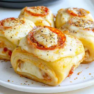 - 1 package (8 oz) refrigerated pizza dough - 1 cup sliced pepperoni - 1 cup shredded mozzarella cheese - 1 tablespoon Italian seasoning - 1 tablespoon olive oil - 1 teaspoon garlic powder - &frac12; teaspoon crushed red pepper flakes (optional) - Cooking spray (for greasing the air fryer basket) You can add more flavor to your rolls with these options: - Fresh basil or oregano for a herb boost - Parmesan cheese for a nutty taste - Bell peppers or mushrooms for extra veggies - Different cheeses like cheddar or provolone for variety I love serving these rolls warm with marinara sauce for dipping. You can also sprinkle fresh parsley on top for color. These rolls make a great snack for game day or movie night. Enjoy them hot as a fun appetizer at parties! {{ingredient_image_2}} First, you need to preheat your air fryer. Set the temperature to 375&deg;F (190&deg;C). This step is key to getting those rolls crispy and golden. Next, grab your pizza dough. Place it on a clean surface that has a bit of flour. Roll it out into a large rectangle. Aim for about 1/4 inch thick. This thickness helps with rolling it up later. Now it's time to add flavor! Sprinkle Italian seasoning and garlic powder on the dough. Lay out the pepperoni slices in one even layer. Then, top it off with shredded mozzarella cheese. If you like some heat, add crushed red pepper flakes. Starting from one edge, roll the dough tightly into a log shape. Make sure the filling stays inside. Pinch the edges to seal it. Now, slice the log into 1-inch thick pieces to create your rolls. Before cooking, lightly spray the air fryer basket with cooking spray. This keeps the rolls from sticking. Place the rolls in the basket, leaving space between them. This allows hot air to circulate and cook them evenly. For a nice golden crust, brush the tops with olive oil. Now, place the basket in the air fryer. Cook them at 375&deg;F (190&deg;C) for 8-10 minutes. Keep an eye on them until they turn golden brown and the cheese melts. Once they&rsquo;re done, carefully take them out. Let them cool for about a minute before serving. The filling will be hot, so be careful! Enjoy your tasty pepperoni rolls! To roll and seal the dough, start with a clean surface. Dust it lightly with flour. This helps keep the dough from sticking. Roll the dough into a rectangle about 1/4 inch thick. Spread Italian seasoning and garlic powder evenly. Lay the pepperoni on top, then add the cheese. Roll from one edge tightly, keeping the filling in. Pinch the edges tightly to seal. This step is key. You want to keep all that yummy filling inside. A golden crust makes the rolls look and taste great. Before cooking, brush a little olive oil on the tops. This adds flavor and helps with browning. Set your air fryer to 375&deg;F (190&deg;C) for the best results. Cook the rolls for 8-10 minutes. Keep an eye on them. You'll know they are done when they look golden brown and the cheese is melted. To prevent sticking, spray the air fryer basket with cooking spray. This creates a non-stick surface. Arrange the rolls in the basket with space in between. This allows the hot air to circulate. Proper air flow is very important for even cooking. If you follow these steps, you&rsquo;ll have perfect, tasty rolls every time. Pro Tips Use Fresh Ingredients: Always opt for fresh pepperoni and mozzarella cheese for the best flavor and texture in your rolls. Experiment with Fillings: Feel free to add other ingredients like bell peppers, olives, or different cheeses to customize your rolls to your taste. Don&rsquo;t Overcrowd the Basket: Ensure there's enough space between the rolls in the air fryer to allow hot air to circulate, which helps them cook evenly. Let Them Cool: Allow the pepperoni rolls to sit for a minute after cooking; this helps the cheese set slightly and makes for easier handling. {{image_4}} You can change the filling in your pepperoni rolls. Try adding chopped veggies. Spinach, bell peppers, or mushrooms work well. You can also use different cheeses. Cheddar or provolone can add a new taste. Mix and match to find your favorite! You don't have to use just pizza dough. You can try crescent roll dough for a flaky texture. Alternatively, use bread dough for a softer bite. Each type of dough will change the rolls&rsquo; flavor and texture. Experiment and see which you like best! Make these rolls as spicy as you want. Adding more crushed red pepper flakes gives heat. If you prefer mild flavors, skip the spice or use less. You can also add hot sauce inside for a kick. Adjust the spice to fit your taste! To store leftover pepperoni rolls, let them cool first. Place them in an airtight container. You can keep them in the fridge for up to three days. If you want to keep them longer, freezing is a great option. When you&rsquo;re ready to eat leftovers, reheat them in the air fryer. Set it to 350&deg;F (175&deg;C) and cook for about 4-5 minutes. This method keeps the rolls crispy and warm. You can also use a microwave, but that may make them soggy. To freeze the rolls, wrap each one tightly in plastic wrap. Then, place them in a freezer-safe bag. They can last up to three months in the freezer. When you want to enjoy them, simply thaw in the fridge overnight before reheating. This way, you always have a tasty snack ready! Yes, you can use homemade pizza dough. Just ensure it's the right thickness. Roll it out to about 1/4 inch thick. The texture will be great, and it can add a personal touch. To make these rolls vegetarian, swap out the pepperoni. You can use veggies like bell peppers, mushrooms, or spinach. Add some feta or mozzarella cheese for extra flavor. This keeps the rolls tasty and satisfying. Pepperoni rolls taste great with dipping sauces. Marinara sauce is a classic choice. You might also enjoy ranch dressing or garlic butter. These sauces add extra flavor and fun to your snack. Yes, you can cook these in a conventional oven. Preheat your oven to 375&deg;F (190&deg;C). Place the rolls on a baking sheet and bake for about 12-15 minutes. Watch them until they look golden brown. You learned how to make tasty pepperoni rolls using an air fryer. We covered the key ingredients, step-by-step instructions, and helpful tips. You can customize your rolls with different fillings and adjust spice levels to suit your taste. Proper storage ensures your leftovers stay fresh. Experiment with the variations for fun new flavors. Enjoy your cooking and share these delicious rolls with friends and family! Your fun does not end here; the joy of cooking brings tasty rewards.