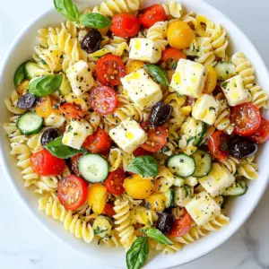 - 250g pasta (fusilli or penne) - 200g halloumi cheese, sliced into 1 cm thick pieces - 1 cup cherry tomatoes, halved - 1 cucumber, diced into small cubes - 1 red bell pepper, diced - 1/4 cup black olives, pitted and sliced into rounds - 2 tablespoons extra virgin olive oil - 1 tablespoon fresh lemon juice - 1 teaspoon dried oregano - Salt and freshly cracked black pepper to taste When making Halloumi Pasta Salad, you want fresh and bright flavors. Start with your pasta. For this dish, fusilli or penne works best. These shapes hold the dressing well. Halloumi cheese is key. It brings a unique salty flavor and a nice texture. Slice it thick for that perfect fry. Next, grab colorful veggies. Cherry tomatoes add sweetness. Cucumbers give crunch. The red bell pepper adds a pop of color and taste. Black olives bring a bit of brine. Together, these ingredients create a vibrant salad. For the dressing, keep it simple. Extra virgin olive oil and fresh lemon juice provide a fresh taste. Dried oregano adds flavor depth. Finish with salt and black pepper. This blend will bring all the elements together beautifully. {{ingredient_image_2}} - Choosing the right pasta type: Use fusilli or penne. They hold the dressing well. Their shapes add fun and texture to the salad. - Tips for cooling pasta quickly: After cooking, drain the pasta. Rinse it under cold water for a minute. This stops the cooking and cools it fast. - How to achieve the best texture with halloumi: Slice halloumi into thick pieces. Saut&eacute; in a hot skillet for 2-3 minutes on each side. Look for a golden brown, crispy surface. This gives a great bite and flavor. - Suggested spices and herbs: Add dried oregano for a Mediterranean touch. Fresh basil adds a sweet, fragrant note. A pinch of red pepper flakes can spice things up. - Options for adding protein or extra vegetables: Grilled chicken or chickpeas boost protein. Try adding spinach or arugula for extra greens. Roasted zucchini or artichokes also work well. - Importance of letting flavors meld: Allow the salad to sit for 30 minutes before serving. This helps the flavors blend and deepen, making every bite tasty. - Gluten-free pasta alternatives: Use gluten-free penne or fusilli. They work just as well. - Vegan substitutes for halloumi: Try marinated tofu or vegan cheese. These options give a similar texture. - Low-carb options: Swap pasta for spiralized zucchini or cauliflower rice. This keeps it light and fresh. - Different vegetables to include: Bell peppers, radishes, or carrots add crunch. Avocado offers creaminess, while sun-dried tomatoes add sweetness. - Alternative dressings: A balsamic vinaigrette or a yogurt-based dressing can change the flavor profile. Experiment to find your favorite. - Other cheese options for substitution: Feta or mozzarella can replace halloumi. They bring different tastes and textures to the salad. To keep your Halloumi Pasta Salad fresh, store it in an airtight container. Place the container in the fridge right after serving. This keeps the flavors intact and prevents spoilage. The salad lasts for about 3 days when stored properly. If you have leftovers, separate the halloumi from the salad. This prevents the cheese from becoming too soggy. If you have leftover salad, you can enjoy it cold or warm. For a warm dish, lightly reheat it in a pan on low heat. Add a splash of olive oil to help bring back moisture. If the salad feels dry, squeeze some fresh lemon juice over it. This brightens the flavors and adds freshness. You can also toss in some fresh herbs to liven it up. What is halloumi cheese and how is it used in cooking? Halloumi is a semi-hard cheese from Cyprus. It has a unique texture and can be grilled or fried. This cheese does not melt, making it perfect for salads. Can I make the salad ahead of time? Yes, you can prepare it a few hours in advance. Just store it in the fridge. If making a day ahead, add the halloumi just before serving for the best texture. How can I customize the recipe to my taste? You can change the veggies or add proteins like chicken or chickpeas. Feel free to use your favorite herbs in the dressing. What to serve with halloumi pasta salad? This salad pairs well with grilled meats, fish, or hearty bread. You can also serve it as a light lunch on its own. Is halloumi gluten-free? Yes, halloumi cheese is gluten-free. It is made from milk, so it is safe for those avoiding gluten. How to prevent halloumi from becoming too salty? To reduce saltiness, soak the halloumi in water for 30 minutes before cooking. This helps draw out excess salt. Pro Tips Perfect Pasta Cooking: Ensure you cook pasta al dente for the best texture in your salad. This prevents it from becoming mushy when mixed with the dressing. Halloumi Searing Tips: For the best flavor, let the halloumi sit at room temperature for about 10 minutes before cooking. This helps it sear better and develop a crispy crust. Flavor Enhancement: Allow the salad to sit in the refrigerator for at least 30 minutes after mixing. This lets the flavors meld and intensify, making each bite more delicious. Fresh Herb Substitutions: If fresh basil is unavailable, consider using fresh parsley or mint for a different but equally refreshing herb flavor in your salad. {{image_4}} This blog post shared a delicious halloumi pasta salad recipe. We discussed key ingredients like pasta, halloumi, and fresh vegetables. Then, I provided step-by-step instructions to cook and assemble the salad. Next, I offered tips to perfect your dish and variations for different diets. Lastly, I covered storage tips and answered common questions. Try this salad for a tasty meal! Your friends and family will love it.