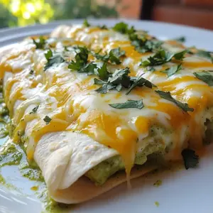 - 2 cups cooked chicken, shredded - 1 cup green enchilada sauce - 1 cup sour cream - 1 cup shredded Monterey Jack cheese To make your creamy green chicken enchiladas, start with shredded chicken. You can use rotisserie chicken for ease. This choice saves time and adds great flavor. Next, you need green enchilada sauce, which can be store-bought or homemade. I often prefer homemade for freshness, but either works well. Add sour cream for creaminess and richness. Finally, Monterey Jack cheese gives a melty finish that binds all the flavors. - 8 small corn tortillas - 8 small flour tortillas Selecting the right tortilla is key. Corn tortillas add a traditional taste. They are sturdy and hold up well to the sauce. Flour tortillas offer a softer bite and may be easier to roll. Choose based on your preference. Either option will work beautifully in your dish. - 1 can (4 ounces) diced green chilies - 1/2 cup fresh cilantro, chopped - 1 teaspoon ground cumin - 1 teaspoon garlic powder - Salt and pepper, to taste - 1 tablespoon olive oil (for greasing) Diced green chilies add a nice kick to the filling. Fresh cilantro brightens the dish and adds a pop of color. Use ground cumin for warmth and depth. Garlic powder enhances the flavor profile. Don't forget to season with salt and pepper to taste. Finally, olive oil helps to grease the baking dish, ensuring everything bakes evenly. {{ingredient_image_2}} 1. Preheat your oven to 375&deg;F (190&deg;C). This step is crucial for even cooking. 2. Grease a 9x13 inch baking dish with 1 tablespoon of olive oil. This will stop the enchiladas from sticking. 1. In a large bowl, combine 2 cups of shredded chicken, 1 cup of green enchilada sauce, and 1 cup of sour cream. 2. Add 1 can of diced green chilies, 1 teaspoon of ground cumin, and 1 teaspoon of garlic powder. 3. Mix everything well. Make sure to season with salt and pepper to taste. This is where your flavor shines. 1. Take one tortilla and spoon about 1/4 cup of the chicken mixture into the center. 2. Roll the tortilla tightly around the filling. Place it seam-side down in the greased baking dish. 3. Repeat this process until all tortillas are filled and arranged neatly in the dish. Keep them close together for even cooking. 1. Pour the remaining green enchilada sauce evenly over the top of the rolled tortillas. Make sure every enchilada is covered. 2. Sprinkle the rest of the shredded Monterey Jack cheese on top. This adds a delicious cheesy layer. 3. Place the dish in the preheated oven and bake for 20-25 minutes. Check for doneness when the cheese is melted and bubbly. Now, you&rsquo;re ready to enjoy these creamy green chicken enchiladas! - Ensuring a creamy texture: To make sure your enchiladas stay creamy, mix sour cream with the green enchilada sauce. This blend adds rich flavor and smoothness. Don't skip this step! It makes a big difference. - Achieving the right bake: Bake the enchiladas at 375&deg;F for 20-25 minutes. This heat melts the cheese perfectly. Look for a bubbly and golden top. It shows they are done! - Presentation ideas: Serve your enchiladas on a bright plate. Drizzle extra sour cream on top for a lovely touch. Add some fresh cilantro as a garnish. It not only looks great but also enhances the flavor. - Pairing with sides: These enchiladas pair well with Mexican rice and refried beans. You can also serve them with a simple salad for a fresh balance. - Overfilling tortillas: Be careful not to overfill your tortillas. Use about 1/4 cup of filling for each. This helps them roll easily and keeps them intact. - Under-seasoning the filling: Always taste your filling before rolling. Add salt and pepper as needed. A well-seasoned filling makes all the difference in flavor. Pro Tips Use Rotisserie Chicken: For quick preparation, shredded rotisserie chicken works perfectly and adds great flavor to your enchiladas. Mix Your Sauces: Combine green enchilada sauce with sour cream for a creamy texture that enhances the overall taste of the dish. Don't Overfill: When filling the tortillas, avoid overstuffing to prevent them from breaking while rolling and baking. Garnish Generously: Fresh cilantro and a drizzle of sour cream on top not only enhance the flavor but also add a beautiful presentation. {{image_4}} If you want to change things up, try beef or pork instead of chicken. You can use shredded beef or ground pork. Just cook it until tender. This adds a different flavor profile that many enjoy. For a vegetarian option, use beans or veggies. Black beans or pinto beans work well. You can also mix in zucchini, bell peppers, or spinach. This keeps the dish hearty and filling without meat. You can use red enchilada sauce if you want a different taste. Red sauce gives a rich, bold flavor. It pairs nicely with the cheese and sour cream. If you want to make your own green sauce, it&rsquo;s easy! Blend 1 cup of tomatillos, 1 jalape&ntilde;o, and &frac12; cup of cilantro. Add lime juice and salt to taste. This fresh sauce gives a bright touch to your enchiladas. While Monterey Jack is great, you can switch to cheddar. Sharp cheddar adds a nice bite. You can also mix both cheeses for a richer taste. For a dairy-free option, use vegan cheese. There are many types that melt well. This way, everyone can enjoy these enchiladas without worry. To store leftovers, let the enchiladas cool first. Place them in an airtight container. This helps keep them fresh and tasty. You can store them in the fridge for up to three days. If you use a glass container, it&rsquo;s easy to see what&rsquo;s inside. Make sure to label the container with the date, so you know when to eat them. You can freeze enchiladas for longer storage. Wrap each enchilada in plastic wrap. Then, place them in a freezer-safe bag. This keeps them safe from freezer burn. You can freeze them for up to three months. When you want to eat them, take the enchiladas out of the freezer. Let them thaw in the fridge overnight. To reheat, place them in a baking dish, cover with foil, and heat at 350&deg;F (175&deg;C) until warm. This usually takes about 25 minutes. Enjoy your delicious meal! Yes, you can make these enchiladas ahead of time. To prep in advance, follow these steps: - Prepare the filling and assemble the enchiladas. - Cover the baking dish with plastic wrap or foil. - Store it in the fridge for up to 24 hours. - When ready to bake, remove the cover and bake as directed. This helps save time on busy days. Just remember that they may need a few extra minutes in the oven if cold. These enchiladas pair well with various sides. Here are some tasty options: - Mexican rice: Fluffy rice cooked with spices and veggies. - Refried beans: Creamy beans with a hint of spice. - Guacamole: Fresh avocado mixed with lime and herbs. - Corn salad: Sweet corn with diced peppers and cilantro. - Chips and salsa: Crispy chips with zesty salsa for crunch. These sides add flavor and make your meal more complete. Making green enchilada sauce at home is simple. Here&rsquo;s a quick guide: 1. Ingredients Needed: - 2 cups tomatillos, husked and chopped - 1-2 jalape&ntilde;os, chopped (adjust for spice) - 1/2 cup onion, diced - 2 cloves garlic, minced - 1 cup vegetable broth - Salt and pepper to taste - Fresh cilantro, optional 2. Instructions: - In a pot, combine tomatillos, jalape&ntilde;os, onion, and garlic. - Add the vegetable broth and bring to a boil. - Simmer for about 10-15 minutes until soft. - Blend until smooth. Season with salt, pepper, and cilantro. This sauce adds a fresh twist to your enchiladas. Enjoy the vibrant flavor! In this post, I covered how to make creamy green chicken enchiladas. We discussed key ingredients like shredded chicken and green enchilada sauce. I shared step-by-step instructions for prepping, filling, and baking your dish. You learned tips for perfecting your enchiladas and common mistakes to avoid. Finally, I talked about variations and storage options. Now, you have everything you need to create delicious enchiladas at home! Enjoy the process and savor every bite.