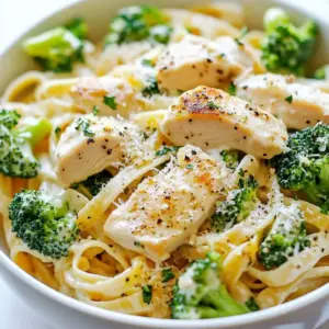 - 2 boneless, skinless chicken breasts, thinly sliced - 2 cups fresh broccoli florets - 8 oz whole wheat fettuccine - 1 cup low-fat milk - 1/2 cup Greek yogurt (plain) - 1/2 cup grated Parmesan cheese - 2 tablespoons extra-virgin olive oil - 2 cloves garlic, minced - 1 teaspoon Italian seasoning blend - 1/4 teaspoon red pepper flakes (optional, for a spicy kick) In this recipe, I focus on simple yet healthy ingredients. The boneless, skinless chicken breasts provide lean protein. Fresh broccoli florets add essential vitamins and a nice crunch. The whole wheat fettuccine gives fiber and a hearty feel to the dish. For the sauce, I use low-fat milk and Greek yogurt. These ingredients create a creamy texture without the extra calories. Grated Parmesan cheese adds flavor and richness, making the sauce taste indulgent. When it comes to seasoning, I turn to extra-virgin olive oil for saut&eacute;ing. Garlic enhances the aroma and taste, while the Italian seasoning blend adds depth. If you like a little heat, red pepper flakes offer a spicy kick. These ingredients come together to make a dish that feels rich and satisfying, while still being light and healthy. You can easily find these ingredients at your local grocery store. {{ingredient_image_2}} - Start by bringing a large pot of salted water to a boil. - Add 8 oz of whole wheat fettuccine and cook it as per the package. - When there are just 3 minutes left on the timer, toss in 2 cups of fresh broccoli florets. - Once cooked, drain the pasta and broccoli. Reserve a bit of the pasta water for later. - In a large skillet, heat 2 tablespoons of extra-virgin olive oil over medium heat. - Add 2 thinly sliced boneless, skinless chicken breasts to the skillet. - Season the chicken with salt, black pepper, and 1 teaspoon of Italian seasoning. - Cook the chicken for 5 to 7 minutes until it turns golden brown and is no longer pink inside. - After cooking, take the chicken out and keep it warm on a plate. - In the same skillet, lower the heat a bit and add 2 cloves of minced garlic. - Saut&eacute; the garlic for about 30 seconds, stirring so it does not burn. - Slowly whisk in 1 cup of low-fat milk while stirring continuously. - Keep stirring until the sauce starts to thicken slightly. - Next, add 1/2 cup of Greek yogurt and 1/2 cup of grated Parmesan cheese. - Mix well until the sauce is creamy and smooth. If it is too thick, add a splash of reserved pasta water. - Return the cooked chicken and broccoli to the skillet. - Toss everything in the creamy Alfredo sauce until well coated. - Finally, fold in the cooked fettuccine and stir to blend all the flavors together. - Ensure the chicken is cooked through and tender. Cook it until golden brown. - Adjust the sauce thickness easily with pasta water. Add a splash for creaminess. - Experiment with herbs and spices to boost taste. Oregano and basil work well. - Customize your dish with additional vegetables. Peas, carrots, or bell peppers add color. - Serve with fresh Parmesan and herbs for a lovely finish. It adds flavor and looks nice. - Arrange the dish attractively for best visual appeal. A colorful plate catches the eye. Pro Tips Use Fresh Ingredients: For the best flavor and texture, opt for fresh broccoli and high-quality chicken. Fresh ingredients elevate the dish and make it more enjoyable. Customize Your Sauce: Feel free to add other spices or herbs to the sauce, such as basil or oregano, to tailor it to your taste preferences. Perfectly Cooked Pasta: Make sure to cook the fettuccine just until al dente. This ensures it maintains a nice bite and doesn't become mushy when mixed with the sauce. Save Some Pasta Water: The reserved pasta water is a great way to adjust the consistency of your sauce. Add it gradually until you achieve the desired creaminess. {{image_4}} You can make a tasty vegetarian version of this dish. Simply substitute the chicken with mushrooms or tofu. Both options add great flavor and texture. For mushrooms, use cremini or portobello for a hearty bite. If you choose tofu, press it first to remove excess water. Then, cube it and saut&eacute; until golden. You&rsquo;ll enjoy a rich meal without meat! If you need a gluten-free option, don&rsquo;t worry! Just use gluten-free pasta alternatives. Look for rice or quinoa pasta at your local store. They cook similarly to regular pasta. Remember to check the package for cooking times. This way, you still enjoy a creamy Alfredo with no gluten! Want a low-carb twist? Replace the pasta with zucchini noodles. Spiralizing zucchini is easy and fun! Just wash the zucchini, then use a spiralizer to create thin noodles. Saut&eacute; them lightly for a few minutes. This will keep them crisp and fresh. You&rsquo;ll get a delicious, guilt-free meal that fits your low-carb diet! To store leftovers, let the dish cool to room temperature. Transfer the chicken broccoli Alfredo to an airtight container. It will stay fresh in the fridge for up to three days. Label the container with the date to keep track. To reheat, place the leftovers in a skillet over low heat. Add a splash of low-fat milk to keep the sauce creamy. Stir gently until warmed through. You can also use the microwave; heat in 30-second intervals, stirring in between. If you want to freeze it, place the cooled dish in a freezer-safe container. Make sure to remove as much air as possible to avoid freezer burn. It will last up to three months in the freezer. To thaw, move it to the fridge overnight. Reheat using the methods above for best results. This Chicken Broccoli Alfredo is "skinny" because it uses healthier ingredients. I swap heavy cream for low-fat milk and Greek yogurt. This change cuts calories while keeping creaminess. I also use whole wheat fettuccine instead of regular pasta. This adds more fiber, making it more filling. I choose boneless, skinless chicken for lean protein. Together, these choices create a dish that tastes rich but is much lighter. Yes, you can make this dish ahead of time. Cook it and let it cool down completely before storing. Place it in an airtight container in the fridge. It can last for 3 to 4 days. When you&rsquo;re ready to eat, just reheat it on the stove over low heat. Add a splash of low-fat milk if the sauce seems too thick. You can add more flavor to the sauce easily. Try mixing in different cheeses like mozzarella or asiago for a richer taste. Fresh herbs like basil or parsley also boost flavor. You can even add lemon juice for a bright touch. If you like heat, sprinkle in more red pepper flakes. These options turn a good sauce into a great one. Yes, this recipe is perfect for meal prep. It serves four, so you can pack meals for the week. Each portion reheats well, keeping its creamy texture. Store it in single-serving containers for easy lunches or dinners. This dish is not only tasty but also convenient for busy days. In this post, we explored a tasty and healthy Chicken Broccoli Alfredo recipe. We covered key ingredients, like chicken, broccoli, whole wheat fettuccine, and a creamy sauce made with Greek yogurt. I shared step-by-step cooking instructions and useful tips, plus how to customize the dish to your taste. Don't shy away from trying variations, from vegetarian swaps to gluten-free options. Embrace your cooking journey and enjoy sharing this delicious meal with others. Cooking at home can be fun, healthy, and rewarding.