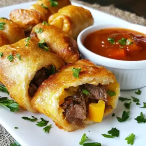 For these tasty rolls, you'll need a few key ingredients: - 1 pound flank steak, thinly sliced against the grain - 1 cup bell peppers (mix of red and green), thinly sliced - 1 cup onions, thinly sliced - 1 cup cream cheese, softened at room temperature - 1 cup shredded provolone cheese - 1 cup almond flour - 2 tablespoons coconut flour - 1 large egg, beaten - 1 tablespoon olive oil These ingredients form the base of your delicious Keto Philly Cheesesteak Rolls. The flank steak gives a rich flavor, while the cream cheese and provolone create a creamy filling. The right spices make a big difference. Use these: - 1 teaspoon garlic powder - 1 teaspoon onion powder - Salt and freshly ground black pepper, to taste These spices enhance the meat and veggies. Garlic powder adds depth, while onion powder gives a sweet touch. Adjust salt and pepper to your liking. If you have dietary needs, consider these swaps: - Substitute flank steak with chicken or turkey for a leaner option. - Use dairy-free cream cheese and cheese for a vegan choice. - Swap almond flour with coconut flour if you prefer a nut-free option. These alternatives keep the dish fitting your diet while still tasting great. Experiment and find what works for you! {{ingredient_image_2}} First, preheat your oven to 375°F (190°C). This step ensures your rolls bake evenly. Next, gather your ingredients. You’ll need flank steak, bell peppers, onions, and spices. Don't forget the cream cheese and provolone for that cheesy goodness. Heat a skillet over medium-high heat and add olive oil. Once hot, toss in sliced onions and bell peppers. Sauté them for 5-7 minutes until they soften and caramelize. Remove them from the skillet and set aside. In the same skillet, add the thinly sliced flank steak. Season it with garlic powder, onion powder, salt, and black pepper. Cook until the steak is brown, about 4-5 minutes. Then, remove the steak from heat. In a large bowl, mix softened cream cheese and shredded provolone until smooth. Add the cooked steak, onions, and peppers. Stir gently to combine. In another bowl, mix almond flour, coconut flour, and a beaten egg until you form a dough. Spread almond flour on parchment paper and roll out the dough into a rectangle, about ¼ inch thick. Cut the dough into 4x4 inch squares. Place a spoonful of the steak and cheese mix in the center of each square. Roll the dough over the filling and pinch the edges to seal. Place the rolls seam-side down on a baking tray lined with parchment paper. Bake for 20-25 minutes until golden brown. Let them cool slightly before serving for the best taste. When making Keto Philly Cheesesteak Rolls, avoid overcooking the steak. It can become tough and chewy. Cook it just until browned. Also, be careful not to skip the step of letting the cream cheese soften. This makes mixing easier. If your dough is too thick, your rolls may not cook evenly. Roll it out thin for the best result. For a dairy-free option, you can swap cream cheese with cashew cream. Use nutritional yeast instead of provolone cheese for a cheesy flavor. If you don't have almond flour, coconut flour works too, but use less since it absorbs more moisture. Always check labels for hidden carbs in substitutes. To get the best rolls, make sure your filling is cool before you wrap it. This helps the dough hold its shape. Use a generous spoonful of the filling, but don’t overstuff. Pinch the edges tightly to seal them well. This keeps the filling from escaping while baking. Pro Tips Slice Against the Grain: Always slice the flank steak against the grain to ensure tenderness in each bite. Mixing Cheeses: For a richer flavor, consider mixing different types of cheese, such as mozzarella with provolone. Prevent Sticking: When rolling out the dough, use parchment paper and sprinkle with almond flour to prevent it from sticking. Cool Before Serving: Allow the rolls to cool slightly before serving to enhance the flavors and make them easier to handle. {{image_4}} You can enhance your Keto Philly Cheesesteak Rolls with tasty dipping sauces. Here are a few ideas: - Sugar-Free Marinara: A classic choice that pairs well with the rolls. It adds a nice tang. - Creamy Ranch: Mix mayo, sour cream, and ranch seasoning for a cool dip. - Cheese Sauce: Melted cheddar or a mix of cheeses can make a rich and creamy dip. These sauces add flavor and keep your meal fun! You can switch up the meat in your rolls for new tastes. Consider these options: - Chicken: Use thinly sliced chicken breast. It cooks fast and stays juicy. - Pork: Thin pork loin adds a nice sweetness and pairs well with the cheeses. - Turkey: Ground turkey is a great lean option. Season it well for the best flavor. Feel free to experiment with your favorite meats! If you want a meat-free version, there are great options for you. - Mushrooms: Use portobello or cremini mushrooms. They add a nice meaty texture. - Tofu: Firm tofu works well. Season and sauté it for flavor. - Eggplant: Thinly sliced eggplant can be a hearty filling. Grill or roast it first. These ideas make it easy to enjoy this recipe in different ways. To store leftover rolls, let them cool down first. Place them in an airtight container. Keep the container in the fridge. They stay fresh for about 3 days. If you want to enjoy them longer, freezing is a great option. To reheat the rolls, preheat your oven to 350°F (175°C). Place the rolls on a baking sheet. Heat them for about 10-15 minutes. This helps keep the outside crispy. You can also use a microwave for quick reheating. Just heat each roll for 30 seconds. However, they may not be as crispy. If you want to freeze the rolls, wrap each one in plastic wrap. Then, place them in a freezer bag. They can last for up to 2 months. When you’re ready to eat, thaw them in the fridge overnight. Reheat them as mentioned above. This way, you have a tasty meal ready anytime! To reheat your Keto Philly Cheesesteak Rolls, use an oven or air fryer. Preheat your oven to 350°F (175°C). Place the rolls on a baking sheet. Heat for about 10-15 minutes. This keeps them crisp and warm. If using an air fryer, set it to 350°F (175°C) and cook for 5-7 minutes. Make sure they are hot all the way through before serving. Yes, you can prepare these rolls ahead of time. Make the rolls and store them in the fridge for up to two days. Cover them tightly to keep them fresh. You can also freeze them. Wrap each roll in plastic wrap and then in foil. They last up to three months in the freezer. When ready to eat, just reheat them as mentioned above. Each serving of Keto Philly Cheesesteak Rolls has about 5 grams of net carbs. This keeps them low-carb and perfect for a keto diet. The almond flour and coconut flour help keep the carbs low while still giving you that delicious flavor. Enjoy them without guilt! Keto Philly Cheesesteak Rolls are tasty and easy to make. We covered the key ingredients, step-by-step cooking, and tips to avoid mistakes. You learned about variations for different diets and how to store them for later. Remember, these rolls are fun to make and perfect for any meal. Enjoy experimenting with flavors and find what you love. With practice, you'll master this dish. Enjoy your tasty journey into the world of keto cooking!