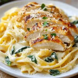 To make delicious Chicken Alfredo Pasta, you need some key items. Here&rsquo;s what you&rsquo;ll need: - 12 oz fettuccine pasta - 2 tablespoons olive oil - 2 boneless, skinless chicken breasts - Salt and freshly cracked black pepper, to taste - 4 cloves garlic, finely minced - 1 cup heavy cream - 1 cup freshly grated Parmesan cheese - 1 teaspoon Italian seasoning blend These ingredients work together to create a creamy and rich dish. If you want to boost the taste of your Chicken Alfredo, add these optional items: - 1 cup fresh spinach leaves - Fresh parsley, finely chopped (for garnish) Adding spinach gives a nice color and extra nutrients. The parsley adds a fresh touch. You can adapt this recipe for different diets. Here are some substitutions: - For a lighter option, use whole wheat or gluten-free pasta. - Replace heavy cream with a dairy-free cream for a vegan option. - Use chicken thighs instead of breasts for more flavor. These substitutions let you enjoy Chicken Alfredo no matter your diet. {{ingredient_image_2}} To start, grab a big pot. Fill it with water and add salt. Bring that water to a rolling boil. Once it's boiling, toss in the fettuccine pasta. Cook it for about 8 to 10 minutes, until it's al dente. After cooking, drain the pasta and set it aside. Make sure to save about 1 cup of that starchy pasta water for later. While the pasta cooks, it's time to prepare the chicken. Heat the olive oil in a large skillet over medium heat. Take your two chicken breasts and season them with salt and pepper on both sides. Place the chicken in the hot skillet. Cook for about 6 to 7 minutes on each side. You want a nice golden brown crust. Check that the internal temperature reaches 165&deg;F. Once done, move the chicken to a cutting board and let it rest. After a few minutes, slice it into strips. Now, let's make that creamy Alfredo sauce. Using the same skillet, add the minced garlic. Saut&eacute; it for about 30 seconds, until it's fragrant but not burnt. Slowly pour in the heavy cream while stirring. Bring this mixture to a gentle simmer. Next, whisk in the grated Parmesan cheese. Keep stirring until it melts and the sauce is creamy. Add the Italian seasoning and mix well. If the sauce is too thick, add some of the reserved pasta water, one tablespoon at a time, until you reach your desired thickness. Now it's time to combine everything. Add the drained fettuccine to the Alfredo sauce. Toss it well to coat every noodle. If you're using spinach, fold it in now. Stir until the spinach just wilts and blends into the pasta. For serving, slice the rested chicken and place it on top of the creamy pasta. Garnish with freshly chopped parsley for a lovely touch. For an elegant look, serve it in shallow bowls. You can add more Parmesan cheese and a drizzle of olive oil for flavor. Enjoy your delicious Chicken Alfredo Pasta! To make the best Chicken Alfredo, focus on cooking techniques. Start by boiling water for your fettuccine. Use a large pot and add a good amount of salt. This helps flavor the pasta. Cook the fettuccine until it is al dente. This means it should be firm but not hard. Drain it but save some pasta water. It helps to thin the sauce later. For the chicken, heat olive oil in a skillet. Make sure it's hot before adding the seasoned chicken. Cook it until golden brown and fully cooked. This usually takes about 6-7 minutes per side. Let it rest before slicing to keep the juices in. This keeps it moist and tasty. The key to a creamy Alfredo sauce is the heavy cream and cheese. After cooking the chicken, add minced garlic to the same skillet. Saut&eacute; it until fragrant, about 30 seconds. Be careful not to burn it. Then slowly pour in the heavy cream while stirring. Bring it to a gentle simmer. Add freshly grated Parmesan cheese next. Whisk it in until it melts completely. If your sauce is too thick, use the reserved pasta water. Add it a little at a time until you reach the right consistency. This makes the sauce silky and smooth. You can make this dish healthier without losing flavor. Try using whole wheat fettuccine instead of regular pasta. It adds fiber and nutrients. For the cream, consider using a light cream or unsweetened almond milk. This lowers the fat content. If you want to skip cheese, nutritional yeast can add a cheesy flavor. Add more veggies like broccoli or zucchini for extra nutrients. You can also use grilled or baked chicken instead of pan-frying. These swaps make the dish lighter but still delicious. Pro Tips Perfectly Cooked Fettuccine: Always cook your pasta al dente for the best texture. It should have a slight bite to it, as it will continue to cook when mixed with the hot sauce. Rest the Chicken: Allowing the chicken to rest after cooking helps retain its juices, resulting in a moist and flavorful dish. Slice it just before serving. Adjusting Sauce Consistency: If your Alfredo sauce becomes too thick, gradually add reserved pasta water to achieve your desired creaminess without compromising flavor. Fresh Spinach Addition: If using spinach, add it to the sauce towards the end of cooking to keep its vibrant color and nutrients intact. {{image_4}} You can easily add veggies to your Chicken Alfredo. Try adding fresh spinach, broccoli, or bell peppers. These vegetables bring color and extra nutrients. To do this, add them to the skillet when you saut&eacute; the garlic. Cook them until they are tender but still bright. This adds flavor and makes your dish more balanced. If you want to switch things up, shrimp Alfredo is a great choice. Use shrimp instead of chicken for a seafood twist. Start by cooking the shrimp in the same skillet after the garlic. Cook them until they turn pink, which takes about 2-3 minutes each side. Then, follow the same steps for the sauce and pasta. This variation is quick and delicious. You can enjoy a vegan version of Chicken Alfredo too. Instead of cream and cheese, use cashew cream or coconut milk. Blend soaked cashews with water for a creamy base. Use nutritional yeast for a cheesy flavor. Replace chicken with grilled tofu or mushrooms for protein. This option keeps it tasty and plant-based, perfect for anyone avoiding animal products. After enjoying your Chicken Alfredo, you may have some leftovers. To store them, let the pasta cool for about 30 minutes. Use an airtight container to keep it fresh. Place the pasta and sauce together in the container. If you have extra chicken, add that too. This way, you preserve the flavors. Store the container in the fridge for up to three days. When you're ready to enjoy your leftovers, reheating is key. The best method is on the stove. Pour the pasta into a skillet over low heat. Add a splash of milk or cream to keep it creamy. Stir gently until warm. If you prefer the microwave, use a microwave-safe bowl. Heat it in short bursts, stirring in between. This helps avoid hot spots and keeps the pasta from drying out. If you want to save your Chicken Alfredo for later, freezing works well. First, let the dish cool completely. Then, place it in a freezer-safe container. Make sure to leave some space at the top. This allows the sauce to expand. Label the container with the date. You can freeze it for up to three months. To thaw, move it to the fridge overnight before reheating. Chicken Alfredo Pasta comes from Italy. It began with a simple dish called Fettuccine Alfredo. In the early 1900s, Alfredo di Lelio created it at his restaurant in Rome. He made it with just butter and Parmesan cheese. The creamy sauce became popular when American tourists tried it. They added chicken for extra flavor and protein, making it a hit worldwide. Yes, you can make Chicken Alfredo ahead of time. Cook the pasta and chicken, then store them separately in the fridge. I recommend keeping the sauce in another container. When you are ready to eat, heat the sauce on low. Add a splash of pasta water to loosen it up. Toss in the chicken and pasta until warmed through. This way, your meal stays fresh and tasty. You can serve many sides with Chicken Alfredo Pasta. Here are some tasty options: - Garlic bread for a crunchy bite. - A fresh salad with greens and vinaigrette for a light touch. - Roasted vegetables like broccoli or asparagus for added nutrition. - Steamed peas for a pop of color and sweetness. These sides complement the creamy pasta well and make your meal complete. You learned the key ingredients for Chicken Alfredo Pasta and how to make it. I shared tips for cooking the perfect dish and offered variations for diverse diets. Storing and reheating leftovers helps reduce waste and save time. Remember, a creamy Alfredo sauce makes this meal shine. Adjust it to your taste, and don&rsquo;t hesitate to try new ideas. Enjoy your Chicken Alfredo journey, and make it your own!